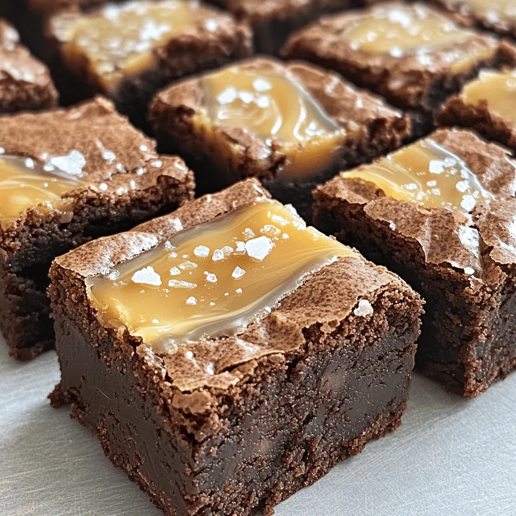 - 1 cup unsalted butter (2 sticks) - 1 1/4 cups granulated sugar - 1 cup brown sugar, packed - 4 large eggs - 1 teaspoon vanilla extract - 1 cup all-purpose flour - 1/2 cup unsweetened cocoa powder - 1/2 teaspoon salt - 1 cup semi-sweet chocolate chips - 1/2 cup store-bought or homemade salted caramel sauce - Flaky sea salt, for topping Quality chocolate chips are essential for rich flavors. I prefer semi-sweet chips for balance. If you choose to make your own caramel, it can taste fresher. Store-bought caramel saves time but may lack depth. For a vegan option, use vegan butter. It works well in this recipe. You can also try gluten-free flour. Look for a blend that can substitute one-to-one for all-purpose flour. This way, everyone can enjoy these brownie bites! - Preheat your oven to 350°F (175°C). - Line a 9x9 inch baking pan with parchment paper. - Let some parchment hang over the sides for easy removal. - In a medium saucepan, melt 1 cup of unsalted butter over low heat. - After melting, stir in 1 1/4 cups of granulated sugar and 1 cup of brown sugar until smooth. - Let the mixture cool slightly. - Whisk in 4 large eggs one at a time. - Add 1 teaspoon of vanilla extract and mix well. - In a separate bowl, sift together 1 cup of all-purpose flour, 1/2 cup of cocoa powder, and 1/2 teaspoon of salt. - Gradually fold the dry mix into the wet mix with a spatula until just combined. - Gently fold in 1 cup of semi-sweet chocolate chips. - Spread half of the brownie batter in the pan evenly. - Drizzle half of the salted caramel sauce on top. - Add the remaining brownie batter over the caramel. - Place dots of the leftover salted caramel on top. - Swirl gently with a knife for a marbled effect. - Bake for 25-30 minutes. - Check if a toothpick comes out with a few moist crumbs. - After baking, remove the pan and let the brownies cool for about 10 minutes. - Lift the brownies out using the parchment overhang. - Let them cool completely on a wire rack. - Just before serving, sprinkle flaky sea salt over the brownies for a tasty finish. For the full recipe, refer to the section above. To get the perfect texture for your brownie bites, keep these tips in mind: - Use room temperature ingredients. This helps achieve a smooth batter. - Melt butter gently. Too much heat can change the butter's structure. - Mix just enough. Combine until you see no dry flour. Overmixing leads to tough brownies. These brownie bites pair well with many drinks. Here are some ideas: - Coffee or espresso. The bitterness complements the sweetness. - Milk or milk alternatives. A classic pairing that balances the rich flavors. - Ice cream. A scoop on top makes for a delightful dessert. To present them nicely at gatherings: - Serve on a tiered cake stand. This adds height and style. - Garnish with fresh berries. They add color and freshness to the plate. Avoid these common pitfalls for the best results: - Overbaking can dry out flavors. Keep an eye on the time. Check with a toothpick. It should have some moist crumbs. - Don’t rush the cooling time. Allow the brownies to cool fully. Cutting them too soon can lead to a mess. For a complete guide, check out the Full Recipe. {{image_2}} You can change up the flavor of salted caramel brownie bites in fun ways. Adding nuts gives a nice crunch. Try walnuts or pecans for a rich taste. For a twist, mix in chocolate chips. You can use dark or white chocolate for extra flavor. Seasonal add-ins are also fun! In winter, add peppermint extract for a minty taste. In spring, a bit of orange zest can brighten your bites. If you need gluten-free options, swap regular flour for gluten-free flour. This makes a great treat for everyone. For nut-free bites, skip the nuts entirely. You can also use applesauce instead of eggs for a vegan option. Want a healthier choice? Use less sugar or swap in a sugar alternative. You can even add pureed beans for a protein boost without changing the taste. If you want to try something different, make salted caramel brownie cupcakes. Just pour the batter into cupcake liners and bake for about 20 minutes. You can also create a layered salted caramel brownie cake. Use two batches of the brownie mix and layer them with salted caramel in between. This makes a stunning dessert for any event. For all the details, check the Full Recipe. To keep your salted caramel brownie bites fresh, use an airtight container. This helps stop air and moisture from ruining their taste. Store them at room temperature for up to three days. If you want them to last longer, put them in the fridge. Just remember, cold can change the texture a bit. To freeze brownie bites, wrap each one in plastic wrap. Then, place them in a freezer bag. This keeps them safe from freezer burn. For best taste, eat them within three months. When you’re ready to eat, take them out and let them thaw at room temperature. You can also warm them in the microwave for a few seconds for a soft bite. Salted caramel brownie bites stay fresh for about a week at room temperature. In the fridge, they can last up to two weeks. To maintain that yummy flavor, keep them sealed tight. If they start to dry out, you might lose some of that rich taste. Following these tips will help you enjoy your treats longer. For the full recipe, check the earlier section! You can check if your brownie bites are done by inserting a toothpick into the center. If it comes out with a few moist crumbs, they are ready. If it’s wet with batter, they need more time. Brownies can firm up as they cool, so don’t worry if they feel soft right out of the oven. Yes, you can make these brownies without eggs. Substitute each egg with a mix of 1 tablespoon of ground flaxseed and 2.5 tablespoons of water. Let it sit for about five minutes until it gets thick. You can also use unsweetened applesauce or mashed bananas as a binder. These brownie bites go well with ice cream, whipped cream, or a drizzle of extra caramel sauce. A scoop of vanilla ice cream adds a nice creamy texture. You can also pair them with a rich cup of coffee or a glass of milk. To make caramel sauce from scratch, heat 1 cup of sugar in a saucepan over medium heat. Stir until it melts and turns golden brown. Remove from heat and carefully add 1/2 cup of heavy cream and 1/4 cup of butter. Stir until smooth. Add a pinch of salt for that salted caramel flavor. Yes, you can make these brownie bites ahead of time. Once baked and cooled, store them in an airtight container. They will stay fresh for about three days at room temperature. You can also freeze them for up to three months. Absolutely! You can double the recipe. Just be sure to use a larger pan, like a 9x13-inch one. Keep an eye on the baking time. They might need a few extra minutes in the oven. Check for doneness with a toothpick as mentioned earlier. If you want the full recipe, check out the Full Recipe section! A complete recipe guide to make Salted Caramel Brownie Bites. These brownie bites mix sweet chocolate and rich caramel. You will love how easy they are to make! - 1 cup unsalted butter (2 sticks) - 1 1/4 cups granulated sugar - 1 cup brown sugar, packed - 4 large eggs - 1 teaspoon vanilla extract - 1 cup all-purpose flour - 1/2 cup unsweetened cocoa powder - 1/2 teaspoon salt - 1 cup semi-sweet chocolate chips - 1/2 cup store-bought or homemade salted caramel sauce - Flaky sea salt, for topping 1. Preheat your oven to 350°F (175°C). Line a 9x9 inch baking pan with parchment paper. Leave some overhang for easy removal. 2. In a medium saucepan, melt the butter over low heat. Remove from heat and mix in granulated sugar and brown sugar until smooth. 3. Let the mixture cool a bit. Whisk in the eggs, one at a time. Add in the vanilla extract and mix well. 4. In another bowl, sift the flour, cocoa powder, and salt together. Fold the dry mix into the wet mix with a spatula until just combined. 5. Gently fold in the chocolate chips. Make sure they spread evenly throughout the brownie batter. 6. Spread half of the brownie batter into the prepared pan. Drizzle half of the salted caramel sauce over it. Add the rest of the brownie batter on top. 7. Place dots of the remaining salted caramel sauce on the top layer. Swirl it gently with a knife for a marbled look. 8. Bake in the preheated oven for 25-30 minutes. A toothpick inserted in the center should come out with a few moist crumbs. 9. Take the brownies out of the oven. Let them cool in the pan for about 10 minutes. Use the parchment overhang to lift them out. 10. Let the brownies cool completely on a wire rack before cutting them into bite-sized squares. 11. Before serving, sprinkle flaky sea salt over the top for an extra burst of flavor. Prep Time: 15 minutes | Total Time: 45 minutes | Servings: 24 bites In this blog post, I shared the key ingredients and steps to make delicious salted caramel brownie bites. We discussed the importance of quality ingredients and provided helpful tips and tricks for baking. You learned about variations and how to properly store your treats to maintain freshness. These brownie bites are an easy, enjoyable dessert for any occasion. With a few tweaks, you can make them just right for your taste. Happy baking!
