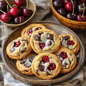 - 1 cup unsalted butter, softened - 3/4 cup light brown sugar, packed - 1/2 cup granulated sugar - 2 large eggs - 1 teaspoon vanilla extract - 2 1/4 cups all-purpose flour - 1 teaspoon baking soda - 1/2 teaspoon salt - 1 cup dark chocolate chunks - 1 cup fresh cherries, pitted and halved The butter, sugars, and eggs create a rich base. The butter gives cookies a soft texture. Both sugars add sweetness and help the cookies spread. Eggs bind the dough and add moisture. Next, flour, baking soda, and salt play key roles. Flour gives structure and helps the cookies rise. Baking soda acts as a leavening agent, making the cookies fluffy. Salt balances the sweetness and enhances flavor. Finally, chocolate chunks and fresh cherries provide the best bites. The chocolate adds rich flavor, while cherries bring sweetness and a slight tartness. Together, they create a perfect balance in each cookie. - 1/2 cup chopped walnuts (optional) Chopped walnuts add a crunchy texture. They also provide a nutty flavor that complements the chocolate and cherries well. You can also switch up sweeteners if you like. Try using coconut sugar or honey for a different taste. Each variation brings a new twist to the classic recipe. For the full recipe, check the [Full Recipe] link. 1. Preheat the oven and prepare baking sheets Set your oven to 350°F (175°C). While it heats, line two baking sheets with parchment paper. This keeps the cookies from sticking. 2. Creaming the butter and sugars together In a large bowl, beat 1 cup of softened butter, 3/4 cup of brown sugar, and 1/2 cup of granulated sugar. Mix until it’s light and fluffy. This takes about 3-4 minutes with an electric mixer. This step makes the cookies soft. 3. Incorporating eggs and vanilla extract Add 2 large eggs one at a time. Mix well after each egg. Then, stir in 1 teaspoon of vanilla extract. This adds a nice flavor to the dough. 1. Mixing dry ingredients and avoiding overmixing In another bowl, whisk together 2 1/4 cups of flour, 1 teaspoon of baking soda, and 1/2 teaspoon of salt. Slowly add this dry mix to the wet ingredients. Stir just until combined. Be careful not to overmix; this helps keep your cookies soft. 2. Folding in chocolate chunks and cherries Gently fold in 1 cup of dark chocolate chunks and 1 cup of fresh cherries that are pitted and halved. This keeps the chunks from breaking. You can also add 1/2 cup of chopped walnuts if you like. 3. Shaping the cookies on baking sheets Use a cookie scoop or tablespoon to drop rounded dough onto the prepared baking sheets. Leave enough space between each cookie for them to spread. 1. Setting baking time and temperature Place the trays in the preheated oven. Bake for 10-12 minutes. The edges should be golden brown, while the centers stay soft. 2. Tips for checking doneness Keep an eye on the cookies as they bake. If the edges turn golden but the center looks wet, they are done. Remember, they will firm up as they cool. For the full recipe, visit the provided link. Enjoy baking! To get the right texture, use room temperature butter. Cold butter makes mixing hard. Soft butter helps create a light, fluffy dough. This dough will spread well in the oven. Next, avoid overmixing. Mix until the dry and wet ingredients blend. Overmixing can lead to tough cookies. You want a soft dough with chunks of chocolate and cherries. For great flavor, choose high-quality chocolate and fresh cherries. Look for dark chocolate with at least 60% cocoa. It gives a rich taste to your cookies. For cherries, fresh is best. Look for ones that are bright and firm. You can also enhance flavor with extracts. A splash of almond or orange extract can add a nice twist. Just a little goes a long way. When baking cookies, leave space on the tray. This helps them spread. Bake for 10-12 minutes. You want golden edges and soft centers. Once baked, let them cool on the tray for 5 minutes. This helps them set up. After that, move the cookies to a wire rack. This keeps them soft and chewy. Store them in an airtight container to maintain freshness. For the full recipe, check out the Cherry Chocolate Chunk Cookies section above. {{image_2}} You can easily change some ingredients to fit your needs. If you prefer gluten-free cookies, use a gluten-free flour blend. Many brands work well in baking. For a twist on flavor, try dried fruits. Chopped dried cherries or cranberries add a nice touch. You can also swap walnuts for pecans or almonds. This gives your cookies a new crunch and taste. Spices can enhance your cookies in fun ways. Adding a pinch of cinnamon or nutmeg can bring warmth to the flavor. You might also try mixing in different types of chocolate. White chocolate or milk chocolate chunks can brighten the taste. For a fresh zing, add some citrus zest, like orange or lemon. This adds a refreshing burst that pairs well with cherries. Get creative with your cookies for special occasions. For holidays, add festive sprinkles or use seasonal fruits. In summer, peaches or blueberries can replace cherries. In fall, consider using pumpkin spice or dried apples. Each season brings new flavors to explore, making every batch unique. These themed variations keep the excitement alive in your baking routine. To keep your Cherry Chocolate Chunk Cookies fresh, store them in an airtight container. This helps prevent them from drying out. You can keep the cookies at room temperature for up to a week. If your kitchen is warm, consider placing them in the fridge. This will help them last longer, but it may change their texture slightly. You can freeze the cookie dough for later. Start by portioning the dough into balls using a cookie scoop. Place the dough balls on a baking sheet and freeze them for about an hour. Once frozen, transfer the balls to a zip-top bag. Label the bag with the date. When you want to bake, just preheat the oven and bake the frozen cookies directly. Add a couple of extra minutes to the baking time. Cherry Chocolate Chunk Cookies last about one week at room temperature. If stored in the fridge, they can last up to two weeks. Check for signs of spoilage, like an off smell or hard texture. If they become stale, you can revive them by warming them in the oven for a few minutes. Enjoy your cookies fresh or revived! For the full recipe, check out the detailed steps above. To keep your cookies soft, focus on moisture. Here are some tips: - Use brown sugar. It has more moisture than white sugar. - Don't overbake. Remove cookies when the edges are golden but centers are soft. - Store cookies in an airtight container. This traps moisture and keeps them fresh. Yes, you can make these cookies ahead of time! Here are some strategies: - Prepare the cookie dough and chill it in the fridge for up to 3 days. This enhances flavor and makes it easier to scoop. - Bake the cookies and let them cool completely. Store them in an airtight container for up to a week. - Freeze the baked cookies for up to three months. Thaw them at room temperature before serving. Stale cookies can still be delicious. Here are some creative ideas: - Crumble stale cookies and use them as a topping for ice cream. - Make cookie crumbs for a crust in cheesecakes or pies. - Dip stale cookies in milk or coffee to soften them before eating. For the full recipe, check out the Cherry Chocolate Chunk Cookies section. In this post, we covered how to make delicious cherry chocolate chunk cookies. We discussed key ingredients like butter, fresh cherries, and chocolate chunks, along with helpful tips for texture and flavor. You learned about variations, storage options, and ways to keep your cookies soft. Enjoy experimenting with this recipe! The joy of baking lies in trying new things. With practice, you'll perfect your cookies and impress everyone. Happy baking!