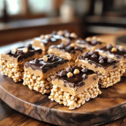 To make these tasty No Bake Chex Peanut Butter Bars, you need: - 3 cups rice Chex cereal - 1 cup creamy peanut butter - 1/2 cup honey or maple syrup - 1/2 cup powdered sugar - 1/2 cup mini chocolate chips (plus extra for topping) - 1 teaspoon vanilla extract - A pinch of salt If you want to change the sweetness, try these options: - Agave syrup for a lower glycemic index. - Coconut sugar for a more natural taste. - Brown rice syrup for a unique flavor. All these sweeteners work well. Just keep the same amount as honey. Toppings can take your bars to the next level. Here are some fun ideas: - Drizzle melted chocolate for a rich finish. - Sprinkle crushed nuts for crunch. - Add dried fruit for a fruity twist. Mix and match to find your favorite topping! Explore these options to make your bars unique and delicious. To make No Bake Chex Peanut Butter Bars, gather your ingredients first. You will need rice Chex cereal, creamy peanut butter, honey or maple syrup, powdered sugar, mini chocolate chips, vanilla extract, and a pinch of salt. This mix gives the bars their sweet and crunchy texture. Next, melt the peanut butter and honey. Use a medium saucepan on low heat. Stir them constantly until they blend together smoothly. This step is crucial. If you let it get too hot, it can burn. Once melted, add the vanilla extract and powdered sugar. Stir until the mixture is smooth and creamy. Now, it’s time to mix the melted peanut butter with the cereal. Pour the peanut butter mixture over the rice Chex cereal in a large bowl. Use a spatula to gently fold the cereal until it is well coated. This is where the magic happens! Stir in the mini chocolate chips, spreading them evenly through the mix. After that, line an 8x8 inch baking dish with parchment paper. This helps with easy removal later. Transfer the mixture into the dish and press it down firmly. Make sure it is tightly packed. Top with some extra mini chocolate chips and press them in lightly. Refrigerate for at least an hour before slicing. For the full recipe, check the section above. To get the best texture in your Chex peanut butter bars, make sure to pack the mixture tightly. After pouring the mixture into your baking dish, use the back of a spatula or your hands. Press down firmly to create a solid layer. This step helps the bars hold together well when you cut them. If they are too loose, they may fall apart. One common mistake is to skip the refrigeration step. Chill the bars for at least one hour. This allows them to set properly. Another mistake is not mixing the ingredients well. Ensure the peanut butter mixture coats every piece of cereal. If you don’t mix it enough, some bites may be dry or bland. These bars are great for any occasion. You can cut them into squares or rectangles. Serve them on a nice platter for a party. Drizzle melted chocolate on top for an extra touch. Pair them with a glass of milk for a tasty treat. For a fun twist, add some nuts or dried fruit on the side. Enjoy these easy no-bake bars anytime! For the full recipe, check the previous section. {{image_2}} You can make these bars even better by adding mix-ins. Try nuts, dried fruit, or seeds. Chopped walnuts or almonds add crunch and flavor. Dried cranberries or raisins give a sweet bite. You can even add coconut flakes for a tropical twist. Just remember to keep the total amount about one cup so the bars hold together well. If you want to switch up the base flavor, you can use other nut butters. Almond butter or cashew butter works great. Sunflower seed butter is a good choice for nut-free diets. Each option will change the taste a bit, but it remains delicious. Just ensure the texture is similar, so the bars stay firm. To boost flavor, you can add spices or extracts. A dash of cinnamon adds warmth. A bit of cocoa powder gives a rich chocolate flavor without extra chocolate chips. For a minty twist, add a few drops of peppermint extract. These small changes can make your bars unique and fun to eat. For the full recipe and more ideas, check out the provided link. To keep your No Bake Chex Peanut Butter Bars fresh, store them in an airtight container. I recommend placing parchment paper between layers to avoid sticking. This helps keep them nice and neat. Store them in the fridge if you want them to stay firm and cool. You can freeze these bars for later. Cut them into squares before freezing. Wrap each piece in plastic wrap, then place them in a freezer-safe bag. They can last for up to three months in the freezer. When you're ready to enjoy, just thaw them in the fridge for a few hours. These bars can last up to one week in the fridge. If you keep them well-sealed, they stay tasty and fresh. After a week, you might notice a change in texture, but they will still be safe to eat. For the best taste, enjoy them within this time frame. Yes, you can use other cereals. Corn Chex or honey nut Chex work well. They add a nice crunch and flavor. Just keep the same amount, three cups. This change can create a fun twist in taste. Feel free to experiment with your favorite cereals. To make these bars vegan, swap honey for maple syrup. Use dairy-free chocolate chips instead of regular ones. Also, ensure your peanut butter has no added ingredients that are not vegan. These swaps keep the taste and texture great while being plant-based. Enjoy the same yummy treat! If you don’t have powdered sugar, you can make your own. Take granulated sugar and blend it until fine. You can use a food processor or a blender for this. You can also use coconut sugar for a healthier option. Just remember, it may change the flavor slightly. This blog post covers key steps to make tasty peanut butter bars. We discussed ingredients, tips, and variations for flavor. You learned how to combine your cereal, avoid mistakes, and store leftovers well. Remember, you can swap ingredients or make these bars vegan. Choose toppings and mix-ins based on your taste. With these insights, you can enjoy personalized snacks at home. The fun is in trying different flavors and sharing them with friends. Happy cooking!