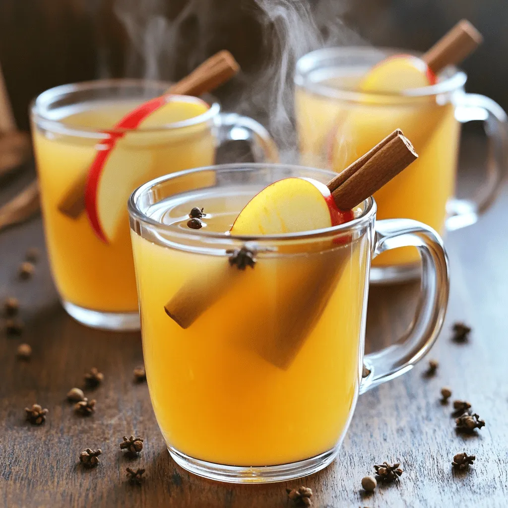 - 10 medium-sized apples (sweet and tart mix) - 1 orange, quartered - 1 lemon, quartered - 1 tablespoon whole cloves - 1 tablespoon whole allspice berries - 1 tablespoon cinnamon sticks (or 1 teaspoon ground cinnamon) - 8 cups water - Brown sugar (1 cup, adjust to taste) - Alternatives like maple syrup or honey - Adjust sweetness based on your preference In this recipe, I use a mix of sweet and tart apples. This blend gives the cider a great balance. You can choose any apples you like, but I suggest using varieties like Honeycrisp and Granny Smith. The orange and lemon add a fresh twist. Whole cloves, allspice berries, and cinnamon bring warmth and spice. For sweetness, brown sugar works well. You can also use maple syrup or honey. Just taste the cider after cooking. Adjust the sweetness to fit your taste. This flexibility allows you to make it just right for you. If you want to dive deeper into the full process, check out the Full Recipe. It guides you step by step through making this cozy drink. Enjoy the process and the delightful aroma that fills your kitchen! Start by rinsing the fruits under cool water. This step helps remove any dirt. Next, quarter the apples, orange, and lemon. Keep the skins on for added flavor. The mix of sweet and tart apples gives the cider depth. Now, gather the spices. You will need whole cloves, allspice berries, and cinnamon sticks. If you prefer ground cinnamon, that works too. Measure out one tablespoon of each spice. For sweetness, prepare one cup of brown sugar. You can adjust this later based on your taste. Set up your Instant Pot. Place the quartered fruits into the pot. Then add the spices and brown sugar on top. Pour in eight cups of water, making sure everything is submerged. This will ensure even cooking. Close the lid tightly. Set the steam release valve to sealing. Select the “Manual” or “Pressure Cook” setting. Adjust the cooking time to 20 minutes at high pressure. Once the cooking time is done, let the pressure release naturally for about 20 minutes. This helps the flavors meld together nicely. After that, switch the steam release valve to venting. Carefully open the lid, as steam will escape. Use a potato masher to mash the cooked fruits. This extracts even more flavor into the cider. To strain the cider, place a fine-mesh strainer over a large bowl. Pour the mixture through it. This will catch the solids. Press down on the solids with a spoon to extract more liquid. Discard the leftover solids. Now it's time to taste your cider. If it needs more sweetness, add brown sugar. You can warm the cider on the stove if you prefer it hot. Serve it in mugs with a cinnamon stick or a slice of apple for a cozy touch. For the full recipe, including ingredient details and tips, refer to the Cozy Instant Pot Apple Cider section. To make your apple cider pop, think about adding extra spices. Cardamom or nutmeg can add warmth. A little ginger can give that zing. Try a pinch and see what you like. Balancing sweetness and tartness is key. If your cider is too sweet, add a splash of lemon juice. This brightens the flavor. If it’s too tart, mix in more brown sugar. Taste as you go to find what suits you best. Using an Instant Pot has many perks for making cider. It cooks fruit quickly, locking in flavors. You cut down on cooking time and get great taste with less fuss. Plus, it’s easy to set up and use. For quick clean-up, rinse the pot right after use. The non-stick surface makes it a breeze. Soak any stubborn bits while you enjoy your cider. This saves you time and effort later. Serve your warm apple cider in cozy mugs. Adding a cinnamon stick makes it look festive. A slice of fresh apple on the side adds a nice touch, too. For a fun twist, you can serve cider in mason jars. Tie a piece of twine around the jar for charm. These little details make your drink special and inviting. {{image_2}} You can mix up your cider with different fruits. Try adding pears for a sweeter taste. Berries can bring a fun twist with their tartness. In fall, think about adding cranberries for a seasonal kick. Each fruit adds its own flavor, making your cider unique. Spices can change the whole vibe of your cider. Nutmeg gives warmth and depth. Ginger adds a spicy zing that wakes up your taste buds. If you're feeling adventurous, consider spiking your cider with a splash of rum or bourbon for a cozy cocktail. You can make this cider fit many diets. For a vegan option, just skip the honey or use agave syrup instead. If you need a low-sugar version, use stevia or monk fruit as sweeteners. These swaps keep the cider flavorful while being friendly to your diet. To store leftover apple cider, pour it into a clean container. Make sure to seal it well. Place the container in the fridge. Your cider should stay fresh for about 5 to 7 days. Always check for any off smells or changes in color before you drink it. If you want to keep cider longer, you can freeze it. Use freezer-safe bags or containers. Leave some space at the top because liquids expand when frozen. To thaw, place the container in the fridge overnight. You can also run it under cold water. Reheat cider on the stove or in the microwave, but avoid boiling it. Leftover cider is great for other dishes! You can use it in marinades for meats or in baking. Try adding it to muffins or pancakes for extra flavor. You can even make apple cider vinegar from the leftovers. Just let the cider sit with some vinegar mother in a jar for a few weeks. This gives you a tasty vinegar for salads and cooking. For the full recipe, check out the cozy Instant Pot Apple Cider! The total time to make apple cider is about one hour. Here’s the breakdown: - Prep time: 10 minutes to rinse and quarter the fruits. - Cooking time: 20 minutes under high pressure. - Pressure release: Let it rest for about 20 minutes after cooking. This method speeds up the process and packs in great flavor. You can use many types of apples for cider. I recommend a mix of sweet and tart apples for the best taste. Here are some great options: - Honeycrisp - Granny Smith - Fuji - Gala Mixing these will give your cider a rich, balanced flavor. You can customize your apple cider with various spices. Here are some ideas: - Nutmeg for warmth - Ginger for a kick - Cardamom for a floral note Feel free to experiment! The spices can change the flavor profile and make it unique. Making Instant Pot apple cider is easy and fun. You learned the main ingredients, how to prepare them, and the cooking steps. I shared tips for enhancing flavor and even ways to store your cider. With many variations and dietary options, there's something for everyone. Embrace your creativity in the kitchen. Try new fruits and spices based on your taste. Whether for yourself or as a gift, this warm drink will surely please. Enjoy every sip of your homemade cider!