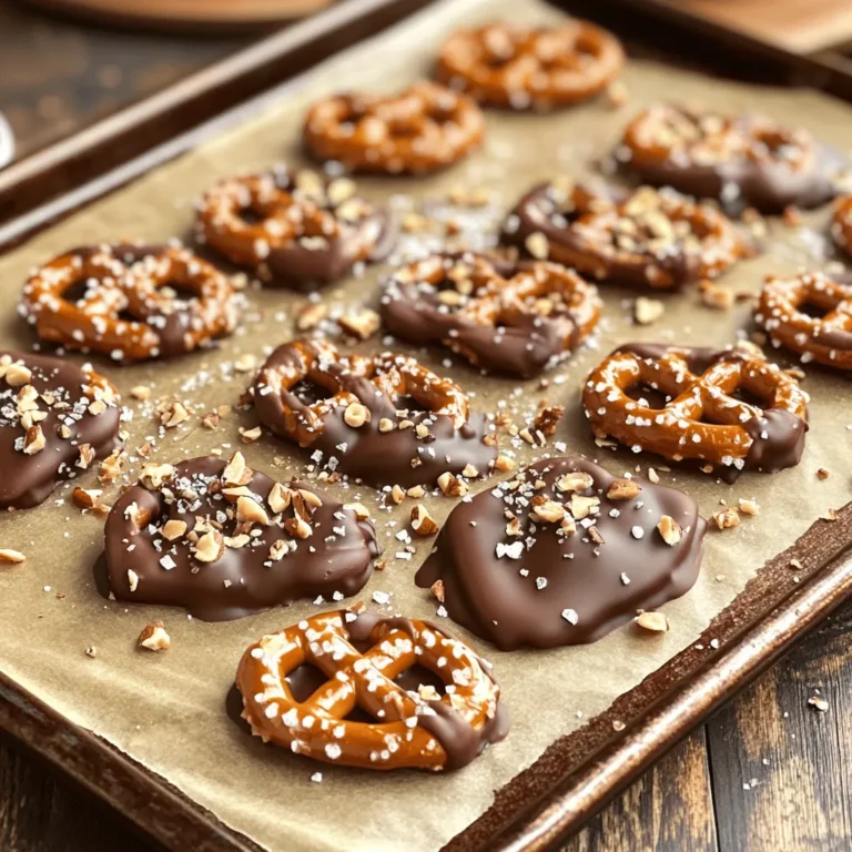 To make salted caramel pretzel bark, gather these simple ingredients: - 2 cups mini pretzels - 1 cup semi-sweet chocolate chips - 1 cup caramel bits - 1 tablespoon heavy cream - Sea salt for sprinkling - Optional: ½ cup crushed nuts (like pecans or almonds) These ingredients create a perfect mix of sweet and salty. The mini pretzels give crunch, while the chocolate and caramel add rich flavor. Adding nuts is optional, but it can enhance both taste and texture. This bark is easy to make and great for sharing! 1. First, preheat your oven to 350°F (175°C). This helps the caramel melt well. 2. Next, line a baking sheet with parchment paper. This makes cleanup easy. 3. Spread 2 cups of mini pretzels evenly on the prepared baking sheet. Cover the whole surface. 4. In a small saucepan, mix 1 cup of caramel bits with 1 tablespoon of heavy cream. Heat over low. Stir until smooth, about 5 minutes. 5. Pour the melted caramel over the pretzels. Use a spatula to coat each pretzel well. 6. Bake the pretzels in the oven for 10 minutes. Look for the caramel to bubble up. 1. While the pretzels bake, melt 1 cup of semi-sweet chocolate chips. Use a microwave-safe bowl. 2. Heat the chocolate in 30-second intervals. Stir each time until fully melted. 1. Once the pretzels bake, drizzle the melted chocolate over them right away. Spread it evenly with a spatula if you want. 2. Before the chocolate sets, sprinkle sea salt on top. If you like nuts, add ½ cup of crushed nuts now. 3. Let the bark cool at room temperature for about 30 minutes. Then, refrigerate it for another 30 minutes to set. 4. After it hardens, break the bark into pieces and enjoy! To make the best salted caramel pretzel bark, focus on melting the caramel and chocolate right. - Melting Caramel: Use low heat to melt the caramel bits and heavy cream together. Stir often. This takes about 5 minutes. A smooth mix is key to a great bark. - Melting Chocolate: For chocolate, use short bursts in the microwave. Heat for 30 seconds, then stir. Repeat until melted. This keeps the chocolate from burning. - Even Distribution: Pour the melted caramel over the pretzels slowly. Use a spatula to spread it. This ensures every pretzel gets coated. When adding chocolate, drizzle it in a zig-zag. It helps cover more area. Storing your bark right keeps it fresh and tasty. - Storing: Once cool, break the bark into pieces. Keep it in an airtight container. Store at room temperature or in the fridge. This helps it last up to two weeks. - Serving Ideas: Serve the bark as a sweet snack or dessert. Pair it with coffee or tea for a treat. You can also add it to gift boxes for friends. The contrast of salty and sweet always impresses! {{image_2}} You can change the taste of your salted caramel pretzel bark by using different chocolates. Dark chocolate adds a rich taste, while white chocolate gives a sweet twist. Each type of chocolate brings its own flavor and charm to the bark. You might also try flavored caramel. Think about adding sea salt caramel or even a hint of vanilla. This adds depth and a unique touch to your treat. If you want to swap out the pretzels, there are great options. Try using potato chips for a salty crunch. Rice cakes also work well for a lighter snack. You can also change the nuts or toppings. Instead of pecans or almonds, use walnuts or even hazelnuts. You can leave them out if you are nut-free. Mixing and matching helps you create a bark that suits your taste! If you want a tasty treat without the hassle, pre-made salted caramel pretzel bark is a great choice. Several brands make this sweet delight. Some recommended brands include Tate's Bake Shop and Brittle Brothers. These companies offer high-quality options that taste great. You can find them online or in stores. For online shopping, check websites like Amazon or Walmart. They often have a wide selection and convenient delivery options. If you prefer to shop in-store, look at local grocery chains or specialty shops. Stores like Target and Whole Foods carry these brands too. Always check the snack aisle for the best finds! Making your own salted caramel pretzel bark has many perks. First, you can control the flavors and ingredients. This means you can use high-quality chocolate and fresh pretzels. Plus, it can be a fun kitchen project for you and your family. Cost is another vital factor. Pre-made options can be pricey. When you make your own, you save money. The total cost for homemade salted caramel pretzel bark is about $10. This recipe serves around 16 pieces. In contrast, a store-bought version can cost up to $15 for fewer portions. In the end, whether you buy or make it, both options are delicious. It just depends on your time and budget! The best nuts for salted caramel pretzel bark are pecans and almonds. They add a nice crunch and flavor. You can use other nuts too, like walnuts or peanuts. Just make sure they are crushed well to mix into the bark. Yes, you can make this recipe gluten-free. Just use gluten-free pretzels. Many brands offer gluten-free options that taste great. Always check the label to ensure they are safe to eat. Salted caramel pretzel bark can last for about two weeks. Store it in an airtight container at room temperature. It may last longer in the fridge, but the texture can change. Yes, you can freeze salted caramel pretzel bark. Wrap it tightly in plastic wrap or foil. Then, place it in an airtight container. It can last for up to three months in the freezer. If your caramel hardens, you can gently reheat it. Place it in a saucepan on low heat. Add a splash of cream to help it melt again. Stir until smooth before pouring it over the pretzels. You learned how to make salted caramel pretzel bark using simple steps. We discussed the ingredients, preparation, and tips for that perfect texture. You can also try fun flavor twists to suit your taste. Whether you buy it or make it, this treat is a crowd-pleaser. Enjoy making your own delicious bark and share it with friends or family. It's easy and fun!