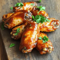 - 2 pounds chicken wings - 1 tablespoon olive oil - 1 cup BBQ sauce (your favorite variety) - 1 teaspoon garlic powder - 1 teaspoon onion powder - 1 teaspoon smoked paprika - 1 teaspoon black pepper - 1 teaspoon sea salt - Fresh parsley or cilantro for garnish When making crispy air fryer BBQ chicken wings, the right ingredients matter a lot. Start with fresh chicken wings, as they give the best taste. You need about 2 pounds. Olive oil helps the wings get that nice, crispy texture. Just one tablespoon is enough. Now, let's talk about the seasoning blend. Garlic powder adds flavor without being too strong. Onion powder gives a nice touch too. Smoked paprika adds a warm, smoky taste. Black pepper and sea salt enhance the overall flavor. Each seasoning plays a role in making your wings delicious. Finally, don’t forget the BBQ sauce! Pick your favorite kind to coat the wings after cooking. It brings everything together with a sweet and tangy kick. For a nice finish, use fresh parsley or cilantro as a garnish. It adds color and freshness to your dish. Enjoy crafting these tasty wings! Start by patting the chicken wings dry. This helps them get really crispy. Use paper towels to remove extra moisture. Next, take a large bowl and add the wings. Pour in 1 tablespoon of olive oil. Then, add 1 teaspoon each of garlic powder, onion powder, smoked paprika, black pepper, and sea salt. Mix it well. You want every wing covered with the tasty seasoning. Now, preheat your air fryer to 375°F (190°C). This step is key for even cooking. Let it warm up for about 5 minutes. After that, place the wings in the fryer basket. Make sure they are in a single layer. If you have lots of wings, cook them in batches. Air fry them for 25-30 minutes. Remember to shake the basket halfway through. This helps them cook evenly. When done, they should look golden brown and crispy. Once the wings are cooked, move them to a big bowl. Pour 1 cup of your favorite BBQ sauce over them. Toss the wings well to coat them in the sauce. Next, return the wings to the fryer. Turn the temperature up to 400°F (200°C) and cook for another 5 minutes. This will caramelize the BBQ sauce and make them extra crispy. Finally, take them out and let them rest for a couple of minutes. You can garnish with fresh parsley or cilantro for a nice touch before serving. To get your wings crispy, drying them is key. Use paper towels to pat them dry before seasoning. This step removes excess moisture. If the wings are dry, they will crisp better in the air fryer. Set your air fryer to 375°F (190°C). This temperature cooks the wings evenly and creates that perfect golden crust. Cook the wings in batches if needed. Overcrowding makes it hard for the air to circulate. If you have a lot of wings, cook them a few at a time. This ensures even cooking and crispiness. Wing sizes can vary. Smaller wings may cook faster than larger ones. Check their doneness around the 20-minute mark. You want them golden brown and fully cooked. Choose a BBQ sauce that you love. This makes a big difference in flavor. Sweet, spicy, or smoky BBQ sauces all work well. If you want to make your own, use simple ingredients. Combine ketchup, brown sugar, vinegar, and spices. Mix until smooth for a tasty homemade sauce. {{image_2}} You can switch up the taste of your BBQ chicken wings in fun ways. Here are two ideas: - Spicy BBQ chicken wings: Add hot sauce or cayenne pepper to your seasoning mix. This gives the wings a nice kick. You can mix in some extra black pepper for added heat. - Honey garlic version: Replace BBQ sauce with a mix of honey and minced garlic. This sweet and savory mix will make your wings shine with a tasty glaze. If you don't have an air fryer, no worries! You can still make great wings using these methods: - Using an oven for baking: Preheat your oven to 400°F (200°C). Spread the wings on a baking sheet. Bake for about 40 minutes, flipping halfway through. This will give you crispy wings without an air fryer. - Grilling as an alternative method: Heat your grill to medium-high. Grill the wings for about 20 minutes, turning them often. This adds a nice smoky flavor that is hard to beat. Serving your wings can be just as fun as cooking them. Here are some ideas: - Pairing with sides and dips: Serve your wings with ranch or blue cheese dressing. Fresh veggies like carrots and celery make great sides. You can also add fries or a simple salad for a nice balance. - Creative plating ideas: Arrange wings on a large platter. Garnish with fresh parsley or cilantro for a pop of color. You can even add lemon wedges for a fresh touch. This makes your dish look as good as it tastes! To keep your leftover wings fresh, follow these tips: - Refrigeration: Place the wings in an airtight container. Store them in the fridge. They last for up to 3 days. - Freezing: For longer storage, freeze the wings. Lay them flat in a single layer on a baking sheet. Once frozen, transfer them to a freezer bag. They can last up to 3 months in the freezer. To enjoy crispy wings again, use these reheating methods: - Oven Method: Preheat your oven to 375°F (190°C). Spread wings on a baking sheet. Heat for about 10-15 minutes until hot and crispy. - Air Fryer Method: Set your air fryer to 375°F (190°C). Heat wings for about 5-7 minutes. This keeps them crispy and tasty. These tips will help you enjoy your Air Fryer BBQ Chicken Wings even after the first meal! Cook chicken wings for 25-30 minutes at 375°F (190°C). The time can change based on wing size and quantity. If you use larger wings, add a few minutes. For small wings, check them at 20 minutes. Always shake the basket halfway through for even cooking. Yes, you can use frozen wings. If you cook from frozen, it may take longer. Start by cooking them at 375°F (190°C) for about 30-35 minutes. Check them near the end to see if they are cooked through. You may want to add extra seasoning after the first cook. You can try different sauces for your wings. Hot sauce gives a spicy kick. Teriyaki sauce adds a sweet flavor. You can also mix honey with mustard for a tangy taste. Experiment with your favorite flavors to find what you love best! This post shows you how to make tasty air-fried BBQ chicken wings. We covered key ingredients like chicken, olive oil, and BBQ sauce. You learned step-by-step instructions for preparing, cooking, and garnishing your wings. We shared tips for crispiness and variations to suit your taste. Lastly, we discussed storage and reheating methods. Enjoy your wings with confidence. You can impress friends and family with your new cooking skills. Happy cooking!