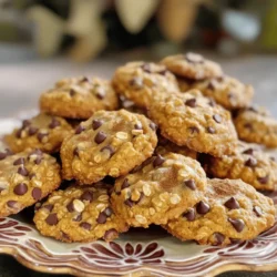 - 1 cup pumpkin puree - 1/2 cup brown sugar - 1/2 cup granulated sugar - 1/2 cup unsalted butter, softened - 1 large egg - 1 tsp vanilla extract - 1 1/2 cups old-fashioned oats - 1 cup all-purpose flour - 1/2 tsp baking soda - 1/2 tsp baking powder - 1/2 tsp cinnamon - 1/4 tsp nutmeg - 1/4 tsp salt - 1 cup semi-sweet chocolate chips Pumpkin puree is packed with vitamins. It has vitamin A, which helps your eyes. It also has fiber, which keeps your tummy happy. Brown sugar and granulated sugar give sweetness but in moderation. Butter adds flavor and a nice texture. Oats are good for your heart and help keep you full. They also add a nice chew to the cookies. Eggs help bind everything together and add protein. You can swap pumpkin puree for applesauce if you want a different taste. For a dairy-free option, use coconut oil instead of butter. If you need gluten-free cookies, use almond flour instead of all-purpose flour. You can also try dark chocolate chips for a richer flavor. First, set your oven to 350°F (175°C). This warms it up nicely for baking. Next, take two baking sheets and line them with parchment paper. This helps the cookies not stick and makes cleanup easier. In a large bowl, add 1/2 cup of softened unsalted butter. Then, add 1/2 cup of brown sugar and 1/2 cup of granulated sugar. Use a mixer or a spoon to cream these together until light and fluffy. This takes about 2-3 minutes. Next, mix in 1 cup of pumpkin puree, 1 large egg, and 1 teaspoon of vanilla extract. Keep mixing until everything is well combined. Now, grab another bowl. In this bowl, mix together 1 1/2 cups of old-fashioned oats, 1 cup of all-purpose flour, 1/2 teaspoon of baking soda, 1/2 teaspoon of baking powder, 1/2 teaspoon of cinnamon, 1/4 teaspoon of nutmeg, and 1/4 teaspoon of salt. Stir this mixture well. Gradually add it to the wet ingredients. Stir until just combined; do not overmix. Finally, fold in 1 cup of semi-sweet chocolate chips. This adds a sweet touch to each cookie. Use a cookie scoop or tablespoon to drop rounded balls of dough on the baking sheets, leaving about 2 inches between each one. Bake for 12-15 minutes until the edges are lightly golden. The centers will look soft but will firm up as they cool. Let them sit on the sheets for about 5 minutes before moving to a wire rack. Enjoy your delightful pumpkin oatmeal chocolate chip cookies! To get the best texture, use old-fashioned oats. They add a nice chewiness. Make sure your butter is soft, but not melted. Cream the butter and sugars well to trap air. This helps the cookies rise. Avoid overmixing when you add the dry ingredients. It can make the cookies tough. When you scoop the dough, aim for about two tablespoons per cookie. This size gives you a perfect soft center. One common mistake is using too much flour. Always measure flour correctly. Scooping straight from the bag packs it down. Another mistake is baking at the wrong temperature. Always preheat the oven to 350°F (175°C). If you bake them too long, they will be hard. Check them at 12 minutes. The edges should be golden, and the centers soft. Don’t skip cooling on the baking sheet. It helps them set up nicely. For a festive touch, arrange your cookies on a pretty plate. A sprinkle of cinnamon on top looks great. You can serve the cookies with milk or a pumpkin spice latte. This adds a cozy feel to your treat. If you want to impress guests, stack the cookies and tie them with twine. It makes a lovely gift, too! {{image_2}} You can make these cookies gluten-free easily. Use gluten-free all-purpose flour instead of regular flour. Make sure it has xanthan gum in it. This will help bind the ingredients. Also, check your oats. They should be labeled gluten-free. These small changes let everyone enjoy these tasty treats. To make a vegan version, swap out the egg for a flax egg. Mix 1 tablespoon of flaxseed meal with 3 tablespoons of water. Let it sit for a few minutes to thicken. Replace the butter with coconut oil or a vegan butter spread. Choose dairy-free chocolate chips to keep it vegan. These swaps still keep the cookies soft and yummy. You can add fun flavors to the cookies. Try mixing in chopped nuts, like walnuts or pecans, for crunch. Dried fruit, such as cranberries or raisins, adds sweetness. For extra spice, add a pinch of ginger or allspice. These little twists can make the cookies even more special. Feel free to experiment and find your favorite combination! To keep your pumpkin oatmeal chocolate chip cookies fresh, store them in an airtight container. You can stack them neatly, but add parchment paper between layers. This way, they won’t stick together. Keep the container at room temperature. They will stay soft and tasty for several days. You can freeze these cookies for later. First, let them cool completely. Then, place them in a single layer on a baking sheet and freeze for about one hour. Once frozen, transfer them to a freezer bag. Seal it well to keep out air. They can last up to three months in the freezer. These cookies can last up to one week at room temperature. To enjoy them longer, freezing is best. If you notice any change in texture or smell, it’s time to toss them. Always check before you bite into a cookie! Yes, you can use canned pumpkin. It saves time and adds great flavor. Just make sure to choose pure pumpkin puree, not pumpkin pie filling. Canned pumpkin works well and gives the same taste as fresh pumpkin. You can tell the cookies are done when the edges turn light golden brown. The centers will look soft but will firm up as they cool. If you press lightly, they should spring back. Keep an eye on them around the 12-minute mark. Yes, you can replace chocolate chips with other mix-ins. You could use nuts, dried fruit, or even white chocolate. Just make sure to keep the amount the same, around one cup. This way, you still have a nice balance in flavor and texture. This blog post shared a simple recipe for delicious cookies. We explored key ingredients, their health benefits, and alternatives. Step-by-step instructions made baking easy. I offered tips to ensure you get the best texture and avoid mistakes. Variations help you customize for any diet. Lastly, storage tips will keep your cookies fresh. Baking these cookies can be fun and rewarding. Enjoy creating your tasty treats and sharing them with others!