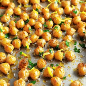 To make Lemon Garlic Roasted Chickpeas, you will need: - 1 can (15 oz) chickpeas, drained and rinsed - 2 tablespoons olive oil - 1 teaspoon garlic powder - ½ teaspoon smoked paprika - ½ teaspoon ground cumin - Zest of 1 lemon - 2 tablespoons fresh lemon juice - Salt and pepper to taste - Fresh parsley, chopped (for garnish) You can add more flavors to your chickpeas. Consider using: - Cayenne pepper for heat - Onion powder for depth - Nutritional yeast for a cheesy taste - Thyme or rosemary for herbal notes Each serving of Lemon Garlic Roasted Chickpeas has: - Calories: 140 - Protein: 7g - Carbohydrates: 22g - Fiber: 6g - Fat: 4g - Sodium: 150mg These numbers may vary based on your specific ingredients. Always check your labels for accurate info. Start by gathering all your ingredients. You will need a can of chickpeas, olive oil, garlic powder, smoked paprika, ground cumin, lemon zest, lemon juice, salt, and pepper. Make sure to have fresh parsley for garnish. This recipe takes about 10 minutes to prep and 30 minutes to cook. 1. Preheat your oven: Set it to 400°F (200°C) and line a baking sheet with parchment paper. This helps with easy cleanup. 2. Prepare the chickpeas: Drain and rinse the chickpeas thoroughly. Spread them on a clean kitchen towel and pat them dry. This step is key to getting them crispy. 3. Mix the ingredients: In a large bowl, add the chickpeas, olive oil, garlic powder, smoked paprika, ground cumin, lemon zest, lemon juice, salt, and pepper. Toss everything together until the chickpeas are well-coated with the seasoning. 4. Spread on the baking sheet: Transfer the chickpea mixture to your prepared baking sheet. Spread them out in a single layer. This helps them roast evenly. 5. Roast in the oven: Place the baking sheet in the preheated oven. Roast the chickpeas for 25-30 minutes. Remember to shake the pan halfway through to ensure even cooking. 6. Cool and garnish: Once they are golden brown and crispy, take the pan out of the oven. Let the chickpeas cool for about 5 minutes. If you want, taste them and adjust the seasoning. Finally, sprinkle with fresh parsley before serving. - Prep Time: 10 minutes - Total Cooking Time: 30 minutes - Oven Temperature: 400°F (200°C) - Roasting Time: 25-30 minutes This will give you a crispy, tasty snack that you can enjoy at any time! To make your roasted chickpeas extra crispy, start by drying them well. After draining and rinsing, spread the chickpeas on a towel. Pat them dry for best results. This step removes moisture, which keeps them crunchy. Use a single layer on your baking sheet. This helps them roast evenly. Shake the pan halfway through to keep them from sticking. You can change the flavor of your chickpeas easily. Try using different spices like chili powder for heat or Italian herbs for a fresh taste. You can also add some cheese for a savory twist. Experiment with your favorite flavors. Lemon and garlic pair well, but don’t be afraid to explore. Mixing in some nutritional yeast adds a cheesy flavor without dairy. One common mistake is not drying the chickpeas enough. Moisture leads to soggy chickpeas instead of crispy ones. Another mistake is overcrowding the baking sheet. This prevents even cooking, and they won’t brown properly. Always check the spices amount too. Too little seasoning makes them bland, while too much can overpower the dish. {{image_2}} You can change the taste of your chickpeas with different spices and herbs. Try adding cayenne pepper for heat, or Italian herbs for a fresh twist. Curry powder will give a warm, earthy flavor. Even a bit of cheese powder can make them cheesy and savory. Experiment with rosemary or thyme for a fragrant touch. Each choice can make your snack unique. If you want a quicker option, use an air fryer. Set it to 400°F (200°C) and cook for 15-20 minutes. Shake the basket halfway through for even cooking. You can also make these on the stovetop. Use a skillet over medium heat. Cook for about 10-15 minutes, stirring often. This method will give you crispy chickpeas, but they may not be as crunchy as oven-roasted ones. Use these chickpeas in many ways. They make a great snack on their own. Toss them into salads for extra crunch and protein. You can also sprinkle them on soups or grain bowls. They add texture and flavor. For a tasty dip, blend them with yogurt and herbs to create a spread. The options are endless, so get creative! To keep your roasted chickpeas fresh, store them in an airtight container. Place them at room temperature. They will stay crispy for about two days. If they lose some crunch, don't worry. You can easily restore their texture when you reheat them. Avoid storing them in the fridge, as moisture can make them soggy. Reheating is key to keeping that crunch. Preheat your oven to 350°F (175°C). Spread the chickpeas on a baking sheet. Heat them for about 10 minutes. This method revives their crispiness. You can also use an air fryer. Set it to 350°F (175°C) for a quick 5-minute crisp-up. If you want to keep chickpeas for a longer time, freezing is a great option. After cooking, let them cool completely. Spread them in a single layer on a baking sheet. Freeze them for about an hour, then transfer to a freezer bag. This way, you can enjoy them later. They can stay fresh for up to three months. When ready to eat, thaw in the fridge, then reheat as needed. You can easily make Lemon Garlic Roasted Chickpeas vegan by using the basic ingredients. The recipe already uses chickpeas and olive oil, which are vegan. Just be sure to check your spices for any non-vegan additives. This recipe is simple and already fits a vegan diet. Yes, you can use dried chickpeas! First, soak them overnight. After soaking, cook them until soft. Then, follow the same steps in the recipe. Just remember to dry them well before adding the spices. This will help them stay crispy. These roasted chickpeas are great as a snack! You can also serve them on salads or as a topping for soups. They add a nice crunch and flavor. For a fun twist, try them in wraps or as a side with dips. Roasted chickpeas stay crispy for about 2 days if stored properly. Keep them in an airtight container. If they lose some crispiness, you can re-roast them for a few minutes. This will bring back their crunch. Yes, feel free to add other veggies! Bell peppers, zucchini, and carrots roast well. Just cut them into small pieces. Toss them with the chickpeas and spices. This will give you a colorful and tasty mix. This blog post covered everything you need to know about roasting chickpeas. We went through the ingredients, cooking steps, and tips for the best results. You learned how to achieve crispiness and avoid common mistakes. Plus, you discovered flavor variations, storage tips, and answers to frequently asked questions. Roasted chickpeas are versatile and perfect for snacking or as meal toppings. Now, you can enjoy delicious, healthy chickpeas any time!