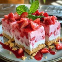 - 2 cups fresh strawberries, hulled and diced - 1/4 cup granulated sugar - 1 teaspoon lemon juice - 1 cup heavy cream - 1 cup sweetened condensed milk - 1 teaspoon vanilla extract - 1 cup crushed shortbread cookies (about 10-12 cookies) - 1/4 cup additional crushed shortbread cookies for topping - A pinch of salt - 1 cup = 240 milliliters - 1/4 cup = 60 milliliters - 1 teaspoon = 5 milliliters These conversions help when you need to adjust the recipe for your needs. If you don’t have heavy cream, use coconut cream for a dairy-free option. For sweetened condensed milk, try using evaporated milk mixed with sugar. You can substitute shortbread cookies with graham crackers if needed. Fresh strawberries can be swapped for raspberries or blueberries for a different flavor. Start by washing 2 cups of fresh strawberries. Remove the green tops and dice them into small pieces. In a medium bowl, mix the strawberries with 1/4 cup of granulated sugar and 1 teaspoon of lemon juice. Toss them well to coat. Let this mixture sit for about 15-20 minutes. This step helps the strawberries become sweet and juicy. In a large mixing bowl, pour in 1 cup of heavy cream. Use a hand mixer to whip the cream until it forms stiff peaks. This means the cream should hold its shape well. Next, gently fold in 1 cup of sweetened condensed milk, 1 teaspoon of vanilla extract, and a pinch of salt. Mix carefully to keep the cream light and fluffy. Line an 8x8 inch baking dish with parchment paper. Start by sprinkling half of the crushed shortbread cookies on the bottom of the dish. Then, pour the strawberry-cream mixture over the cookies. Spread it evenly with a spatula. Next, add the remaining crushed shortbread cookies on top, pressing them down slightly. Cover the dish with plastic wrap and freeze for at least 4-6 hours. Once frozen, let it sit for 5 minutes outside the freezer. This makes cutting easier. Lift the parchment paper out and slice into bars. Enjoy your tasty frozen treat! To get the best texture for your strawberry shortcake ice cream bars, focus on the whipped cream. Whip the cream until it forms stiff peaks. This step gives the bars a light, creamy feel. Gently fold in the sweetened condensed milk and vanilla. If you stir too hard, you can lose that fluffiness. When adding the strawberries, keep their juices. They add flavor and moisture, making the bars richer. Serve your ice cream bars chilled for the best taste. You can drizzle some strawberry sauce on top for a sweet touch. Fresh mint leaves make a lovely garnish. They add color and a refreshing flavor. If you want to wow your guests, serve the bars on a chilled plate. This simple step looks nice and keeps the bars cool longer. For making these bars, you’ll need a few key tools: - Medium mixing bowl: To mix the strawberries. - Large mixing bowl: For whipping the cream. - Whisk or electric mixer: To whip the cream. - Parchment paper: To line your baking dish. - 8x8 inch baking dish: For setting the bars. - Sharp knife: To cut the bars after freezing. Using the right tools makes the process easier and ensures better results. {{image_2}} You can easily turn your strawberry shortcake bars into chocolate ones. For this twist, add cocoa powder to the whipped cream. Use about 1/4 cup of unsweetened cocoa powder. You can also fold in chocolate chips along with the strawberries. This will give you a rich, chocolatey flavor. The mix of chocolate and strawberry will delight your taste buds! If you want a dairy-free treat, swap out the heavy cream and sweetened condensed milk. You can use coconut cream instead. Make sure to chill the can first. This will help it whip up nicely. For the sweetened condensed milk, try a dairy-free version made from coconut or almond milk. This keeps your bars creamy and tasty without dairy. To make your strawberry shortcake bars gluten-free, choose gluten-free cookies. Many brands offer great options that taste just as good. Look for shortbread cookies made from almond or coconut flour. This way, you can enjoy your bars without the gluten. Just be sure to check the labels to ensure they are certified gluten-free. To keep your strawberry shortcake ice cream bars fresh, store them in a freezer-safe container. I prefer using an airtight container to prevent freezer burn. You can also wrap the bars in plastic wrap for extra protection. Make sure to label your container with the date. This way, you know when you made the treat. These bars can last in the freezer for about 2 to 3 months. They taste best when eaten within a month. After that, the flavors may fade a bit. If you see ice crystals forming, it’s time to toss them. Trust me, you want to enjoy these at their best! To enjoy your ice cream bars, thaw them the right way. Take them out of the freezer and let them sit at room temperature for about 5 to 10 minutes. This makes them soft enough to cut and eat. If you are in a hurry, you can microwave them for a few seconds, but be careful not to melt them! Enjoy your tasty treat! Yes, you can use frozen strawberries. Just thaw them first. Drain any extra water. This helps keep your ice cream bars creamy. If using frozen strawberries, keep an eye on the sugar. They tend to be sweeter. Adjust the sugar to your taste. You can make these bars a day or two in advance. Prepare them, then freeze as directed. Just remember to let them sit for about 5 minutes before cutting. This makes slicing easier. They stay fresh in the freezer for up to two weeks. You can use coconut milk or almond milk for a lighter option. Just add sugar to match the sweetness. Another option is a mix of cream and sugar. This gives a similar creaminess. Adjust the amount to suit your taste. This blog post covered all you need for making delicious strawberry treats. We discussed ingredients, measurements, and substitutions. I shared step-by-step instructions for preparation and assembly. You also learned helpful tips for great texture and serving ideas. Don’t forget the fun variations you can try, like chocolate bars or dairy-free options. Finally, I detailed best practices for storing your treats. Enjoy your kitchen time and create something delightful!