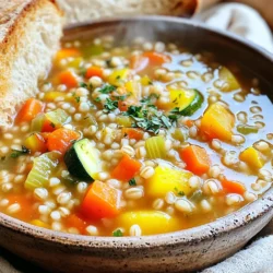 To make this flavorful stew, gather these fresh ingredients: - 1 cup pearl barley - 4 cups vegetable broth - 2 cups carrots, diced - 1 cup celery, diced - 1 cup zucchini, diced - 1 cup bell peppers (any color), diced - 1 large onion, chopped - 3 cloves garlic, minced - 1 teaspoon dried thyme - 1 teaspoon dried rosemary - 1 bay leaf - Salt and pepper to taste - 2 tablespoons olive oil - 1 cup green peas (fresh or frozen) - 1 tablespoon lemon juice (optional, for brightness) These ingredients work together to create a rich, hearty stew that warms you up. Feel free to add your favorite vegetables or spices to make the stew your own. Here are some ideas: - Sweet potatoes for added sweetness - Kale or spinach for extra greens - Corn for a pop of color and sweetness - A splash of hot sauce for a bit of heat - Fresh herbs like basil or dill for brightness These optional ingredients can add flavor and nutrition, making your stew unique. Choosing fresh vegetables is key to a tasty stew. Here’s how to pick the best ones: - Look for vibrant colors: Bright colors often mean fresh and flavorful. - Check for firmness: Vegetables should feel firm and not soft or mushy. - Smell the produce: Fresh vegetables have a pleasant smell. - Seasonal choices: Select vegetables that are in season for the best taste. Following these tips helps ensure that your stew is packed with flavor and nutrition. Start by washing your vegetables well. Clean vegetables are key to good flavor. Chop the carrots, celery, zucchini, and bell peppers into small pieces. Aim for bite-sized chunks for even cooking. The onion should be chopped finely for the best taste in your stew. Lastly, mince the garlic. This process takes about 15 minutes. Sautéing helps build flavor. Heat olive oil in a skillet on medium heat. Add the chopped onion and cook for 3-4 minutes until it turns translucent. This step makes the onion sweet and soft. Next, add the minced garlic and cook for another minute. The smell will be amazing! This two-step process releases the flavors into your stew. Cooking times depend on your slow cooker. For low heat, set the cooker for 6-7 hours. If you are in a hurry, use high heat for 3-4 hours. Stir occasionally if you can. This helps mix the flavors well. About 30 minutes before you finish, add the green peas for a pop of color and taste. Enjoy the warm, cozy smell as it cooks! To make your vegetable barley stew shine, start with fresh veggies. Choose bright, firm carrots, vibrant zucchini, and crisp bell peppers. Dice them into even pieces. This ensures they cook well together. Sautéing the onion and garlic first adds depth. It wakes up the flavors. Don't skip this step! Adjust the salt and pepper to your taste. If you want a richer base, add a splash of soy sauce or balsamic vinegar for extra umami. Avoid overfilling your slow cooker. If it’s too full, the stew won’t cook evenly. Make sure to chop your veggies small for faster cooking. If you skip the sauté step, your dish might lack flavor. Remember to stir occasionally. This helps mix the flavors and keeps things even. Lastly, don’t lift the lid too often. Each time you peek, you let heat escape! Herbs and spices can elevate your stew. Try adding fresh parsley or thyme at the end for a fresh taste. A pinch of smoked paprika adds warmth and depth. For a kick, sprinkle in some red pepper flakes. If you like it bright, lemon zest is a great addition. It lifts the flavors and adds a lovely aroma. Experiment with herbs you love to make this dish your own! {{image_2}} You can make this stew more filling by adding protein. Consider adding cooked lentils or beans. Chickpeas work well, too. Just drain and rinse them before adding. If you want meat, diced chicken or turkey can add great flavor. Cooked sausage can add a savory touch. Just remember to adjust the cooking time if you add raw meat. This stew is already vegan if you skip the optional lemon juice. You can also use gluten-free grains. Quinoa, for example, is a great choice. It cooks fast and adds a nice texture. For gluten-free broth, check the label to be sure. Keep the same spices for flavor, as they add depth to the dish. Feel free to swap in seasonal veggies. In summer, use fresh tomatoes or corn. In fall, add butternut squash or pumpkin for sweetness. Winter calls for root veggies like parsnips or turnips. You can also use frozen vegetables when fresh ones aren’t available. They can save time and still taste great. Just add them in the last 30 minutes of cooking. Once your stew cools down, place it in an airtight container. This helps keep the flavors fresh. You can store the stew in the fridge for up to five days. Make sure to label your container with the date. This way, you always know when it was made. When you're ready to eat your stew, you can reheat it on the stove or microwave. For the stove, pour the stew into a pot. Heat it over medium heat. Stir often until it's hot. If using a microwave, place the stew in a microwave-safe bowl. Cover it loosely and heat for 2-3 minutes. Stir halfway through for even heating. Freezing is a great option for longer storage. Allow the stew to cool completely before freezing. Pour it into freezer-safe bags or containers. Leave some space at the top for expansion. Store it in the freezer for up to three months. When you're ready to eat, thaw it overnight in the fridge. Reheat it as mentioned above. Enjoy your tasty stew even after a few months! Cooking this stew takes 6-7 hours on low or 3-4 hours on high. The slow method lets the flavors mix well. If you want a quick meal, use the high setting. Just make sure to stir it occasionally for even cooking. Yes, you can use other grains like quinoa or farro. Each grain cooks differently, so check the cooking time. Quinoa cooks faster, while farro may take longer than barley. Always adjust the liquid amount based on the grains you choose. Serve this stew with crusty bread or a fresh salad. The bread soaks up the rich broth. You can also add a dollop of sour cream or yogurt for creaminess. Pairing it with a light salad adds a nice crunch. You learned how to make a delicious Slow Cooker Vegetable Barley Stew. We covered the key ingredients, step-by-step cooking instructions, and tips to elevate your dish. Don't forget the optional additions for personal flair, and choose fresh veggies for the best flavor. In conclusion, this stew is easy, fun, and flexible. With simple storage tips, you can enjoy it later. Experiment with variations to make it your own. Cooking should be enjoyable, so dive in and savor each bite!