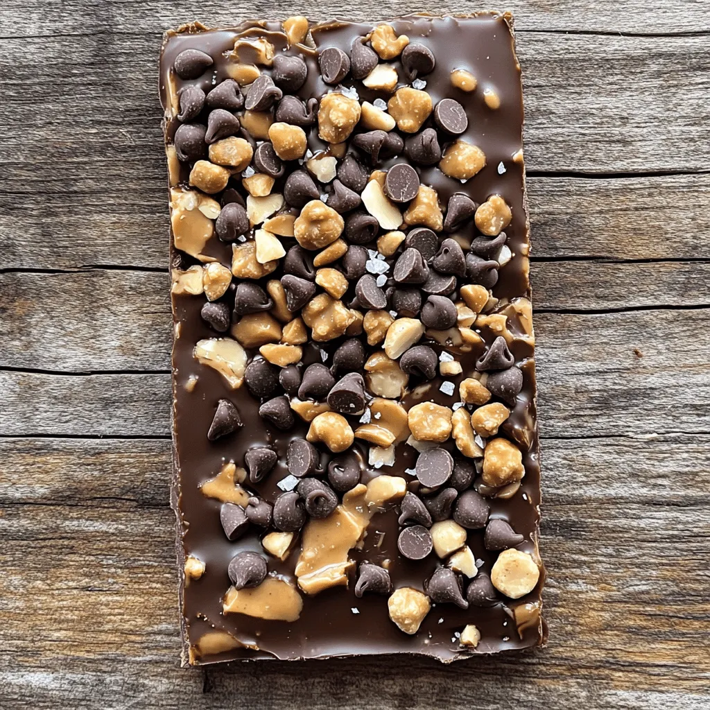 - 2 cups plain Greek yogurt - 1/2 cup natural peanut butter - 1/4 cup honey or maple syrup - 1/4 cup unsweetened cocoa powder - 1/4 cup mini dark chocolate chips - 1/4 cup chopped mixed nuts (almonds, walnuts, or pecans) - Sea salt, for sprinkling These ingredients form the base for my high-protein dessert. The Greek yogurt gives a creamy texture and packs a protein punch. Peanut butter adds richness and flavor. Honey or maple syrup brings sweetness, while cocoa powder adds that deep chocolate taste. Mini dark chocolate chips and chopped nuts give a delightful crunch. A sprinkle of sea salt enhances all the flavors. - Additional nuts or seeds - Different flavored Greek yogurt You can customize this recipe easily. Add your favorite nuts or seeds for extra texture. You can also swap in flavored Greek yogurt for a fun twist. Think vanilla or even chocolate! - Protein content per serving: Approximately 6 grams - Caloric breakdown: About 150 calories per piece Each piece is not only delicious but also healthy. The protein helps keep you full. This is great for a snack or dessert. Enjoy it knowing you are treating yourself well! To start, grab a big mixing bowl. Add in 2 cups of plain Greek yogurt. Next, scoop in 1/2 cup of natural peanut butter. Pour in 1/4 cup of honey or maple syrup for sweetness. Finally, add 1/4 cup of unsweetened cocoa powder for that rich chocolate flavor. Now, mix everything together. Use a whisk or a spatula to stir. Keep mixing until the mixture is smooth and well blended. This step is key to a creamy bark. Take a baking sheet or pan, about 9x9 inches works great. Line it with parchment paper. Make sure to leave some overhang on the edges. This helps you lift out the bark later. It’s an easy trick for quick removal. Now, pour the yogurt mixture onto the lined baking sheet. Use a spatula to spread it out evenly. Aim for about 1/2 inch thick. This thickness gives a nice bite. Next, it’s time to add toppings. Sprinkle 1/4 cup of mini dark chocolate chips and 1/4 cup of chopped mixed nuts over the surface. Gently press them down into the mixture. This helps them stick better. To finish, sprinkle a pinch of sea salt over the whole bark. This simple step enhances the flavor and brings out the sweetness. Once done, place the baking sheet in the freezer. Let it freeze for at least 3-4 hours. When it’s fully set, you can take it out and enjoy your high-protein treat! To get a smooth and creamy texture, start with room temperature ingredients. Cold ingredients can clump together. Mix the Greek yogurt, peanut butter, honey, and cocoa powder well. Use a sturdy spatula for the best results. When spreading the mixture, make sure to keep it even. Aim for about half an inch thick. This helps it freeze evenly. You can change the flavor of your bark easily. Try using flavored Greek yogurt like vanilla or strawberry. This adds a fun twist. For toppings, consider using dried fruit or seeds. You can even use coconut flakes for a tropical vibe. Get creative and mix what you love. What if your bark doesn’t set? If it’s too soft, let it freeze longer. Check every hour until it’s firm. If the texture seems grainy, ensure you mixed well. Mixing too fast can introduce air. You want a smooth blend. If you face any issues, remember, practice makes perfect! {{image_2}} You can make this bark more fun with different flavors. Here are two tasty ideas: - Chocolate Mint Greek Yogurt Bark: Add a few drops of peppermint extract. This gives a great minty twist. Mix it into the yogurt base before spreading it in the pan. Top with crushed mint candies for extra crunch. - Peanut Butter Banana Bark: Mash one ripe banana and mix it into the yogurt base. This adds natural sweetness and a banana flavor. You can also slice fresh bananas on top for more taste. Sometimes, you may want to change the ingredients. Here are some swaps you can try: - Using almond butter instead of peanut butter: Almond butter has a different flavor but works well. It adds a nutty taste and is a good choice if you have peanut allergies. - Incorporating different sweeteners: If you want to reduce sugar, try stevia or agave syrup. These sweeteners can keep your bark sweet without the extra calories. Making this bark fit your diet is easy. Here are some options to consider: - Making it vegan-friendly: Use plant-based yogurt like almond or coconut yogurt. Replace honey with maple syrup for a sweet touch without animal products. - Nut-free alternatives: If you need a nut-free option, skip the peanut butter and use sunflower seed butter. This gives the bark creaminess without nuts. You can also leave out the mixed nuts in the toppings. Store your High-Protein Chocolate Peanut Butter Greek Yogurt Bark in an airtight container. This keeps it fresh for longer. Make sure to seal it tightly. If you want to avoid freezer burn, wrap the bark in plastic wrap before placing it in the container. This extra layer helps protect it from air and moisture. You can keep the bark in the freezer for up to a month. After that, it might lose flavor and texture. Signs of spoilage include ice crystals on the surface or a change in color. If you see these, it’s best to toss it out. To thaw the bark, simply take it out of the freezer and let it sit at room temperature. This usually takes about 10-15 minutes. You can also place it in the fridge for a slower thaw. If the texture feels too icy, cut it into pieces and let it sit for a few extra minutes. This helps refresh the texture and makes it easier to enjoy. The bark takes about 3 to 4 hours to freeze completely. I suggest checking it after three hours. You want it firm enough to cut easily. If you leave it for too long, it may become hard to break. Yes, you can use flavored Greek yogurt. It will change the taste and add extra sweetness. I like to use vanilla or chocolate for a fun twist. Keep in mind that it might alter the texture slightly, but it will still be delicious. This recipe is great for meal prep. You can make a batch and store it in the freezer. Just cut it into pieces before freezing. For serving, I enjoy pairing it with fresh fruit or a sprinkle of granola. It makes for a quick and healthy snack! This blog post covers a simple and tasty recipe for Greek yogurt bark. We explored the key ingredients, easy steps, and tips for success. You can customize the bark with different flavors and toppings. It’s perfect for meal prep or a sweet snack. Remember to store it well, so it stays fresh. Enjoy making this healthy treat that fits your tastes and dietary needs. You'll love the blend of flavors in every bite!