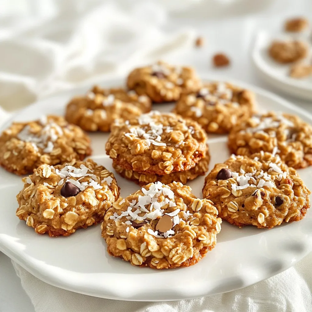 To make these delightful no-bake peanut butter oatmeal cookies, gather these simple ingredients: - 1 cup natural peanut butter (smooth or chunky) - 1/2 cup honey or maple syrup - 2 cups rolled oats - 1/2 cup shredded coconut (unsweetened) - 1/4 cup dark chocolate chips (optional) - 1/4 cup chopped nuts (walnuts or almonds, optional) - 1 teaspoon vanilla extract - A pinch of salt These ingredients create a tasty and satisfying treat. You can swap out some ingredients for different flavors. Here are a few ideas: - Peanut Butter: Use almond butter or cashew butter for a nut-free option. - Honey/Maple Syrup: Agave nectar works well for a vegan choice. - Rolled Oats: Quick oats can replace rolled oats, but the texture may differ. - Shredded Coconut: Leave it out if you don’t like coconut. - Chocolate Chips: Use white chocolate or carob chips instead. - Nuts: Sunflower seeds can replace nuts for a nut-free version. Feel free to experiment with these swaps to suit your taste! This recipe makes about 12-15 cookies. Each cookie is a small treat. I often recommend serving 2 to 3 cookies per person, especially if they are for a snack or dessert. If you make these for a party, consider doubling the recipe. Everyone loves a good cookie! Start by gathering your ingredients. You will need peanut butter, honey or maple syrup, rolled oats, shredded coconut, and optional items like chocolate chips and nuts. 1. In a large mixing bowl, add the peanut butter and honey (or maple syrup). 2. Stir the mixture until it is smooth and creamy. This step is key for a good texture. 3. Next, mix in the vanilla extract and a pinch of salt. This adds flavor and balance. 4. Gradually add the rolled oats. Make sure to coat them well with the peanut butter mixture. Mixing is crucial. Ensure all ingredients blend well for the best taste. Here are some tips: - Use a sturdy spoon or spatula to combine. - If the mixture is too thick, warm it slightly before mixing. - Add the shredded coconut and any optional ingredients slowly. This ensures they spread evenly. Now, it’s time to form the cookies. This is where you can get creative. - Use a tablespoon to scoop the mixture. - Roll it into small balls, or flatten them into cookies. - Place them on a parchment-lined tray. Aim for about 12 to 15 cookies, depending on size. Chill them in the refrigerator for about 30 minutes. This helps them firm up nicely. When making no-bake peanut butter oatmeal cookies, there are a few mistakes to watch for. - Using the wrong type of peanut butter: Stick to natural peanut butter. It mixes better and gives a great flavor. - Not measuring ingredients: Accurate measurements are key. Too much peanut butter or oats can change the texture. - Overmixing the oats: Stir gently when adding oats. You want a good mix, but not mushy. - Skipping the salt: A pinch of salt boosts the flavor. Don’t leave it out! To get the perfect cookie texture, focus on these tips: - Peanut butter choice: Use smooth peanut butter for a creamy texture. Chunky adds crunch but mixes differently. - Oat size: Use rolled oats, not instant oats. Rolled oats give a better bite and keep shape. - Mixing method: Combine peanut butter and honey until creamy. Then, fold in oats gently. This helps keep the cookies light and chewy. - Chill time: Make sure to chill the cookies for at least 30 minutes. This helps them firm up nicely. For the best results, refrigerate your cookies for about 30 minutes. This time allows the mixture to set properly. If they feel soft after 30 minutes, leave them in longer. - Check firmness: The cookies should hold their shape when you pick them up. - Longer chilling: If you prefer a firmer bite, let them chill for an hour or more. This also deepens the flavors. - Storage tip: Store cookies in an airtight container in the fridge. They stay fresh for up to a week. Enjoy! {{image_2}} You can swap honey or maple syrup for different sweeteners. Agave syrup works well. You can also use brown rice syrup for a milder taste. If you prefer a low-sugar option, try stevia or erythritol. These will change the flavor a bit but still keep the cookies sweet. Add fun flavors to your cookies! A dash of cinnamon can give them warmth. You can also add a pinch of nutmeg for a unique twist. Dried fruits work great too! Try adding raisins, cranberries, or chopped dates. They add chewiness and extra sweetness. If you need a nut-free cookie, there are simple swaps. Use sun butter instead of peanut butter. It has a similar taste and texture. You can also try soy nut butter for a nut-free option. Just make sure to check for allergies when serving them. To keep your no-bake peanut butter oatmeal cookies fresh, store them in an airtight container. Place a piece of parchment paper between layers to prevent sticking. This method helps keep cookies soft and moist. You can store them in the fridge for up to a week. If you want them to last longer, try freezing them. Freezing your cookies is easy and keeps them tasty. First, let the cookies cool completely. Then, place them in a single layer on a baking sheet. Freeze them for about an hour until firm. After that, transfer the cookies to a freezer-safe bag or container. This way, they can last up to three months in the freezer. When you're ready to eat them, just thaw them in the fridge overnight. These cookies can last about a week in the fridge if stored correctly. Check for signs of spoilage before eating. If you see any mold or an off smell, it’s best to throw them away. If they feel dry or hard, they may not taste as good, but they are still safe to eat. Always trust your senses when it comes to food safety. Yes, you can use almond butter. It works well and gives a nice flavor. If you prefer a nutty taste, almond butter is a great choice. Just make sure it's natural, like peanut butter. The texture might change slightly, but the cookies will still be delicious. To make these cookies vegan, simply swap honey with maple syrup. This keeps the sweetness without using any animal products. Ensure your peanut butter is also vegan. Most brands are, but check the label to be sure. The rest of the ingredients are already vegan-friendly, so you're all set! The best way to serve no-bake cookies is chilled. After setting in the fridge, take them out and arrange them on a nice plate. For a fun touch, sprinkle some shredded coconut or nuts on top. Serve with milk or a tasty plant-based milk for a great treat. You learned about key ingredients and substitutions for making delicious no-bake cookies. I shared tips for mixing, shaping, and storing them. You now know how to avoid common mistakes and achieve the perfect texture. Plus, we explored fun variations and answered your most pressing questions. No-bake cookies are easy and fun to make. With the right ingredients and techniques, you can impress anyone. Enjoy creating your own cookie masterpiece and share them with family and friends!