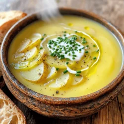 - 4 medium Yukon gold potatoes, peeled and diced - 3 leeks, cleaned and sliced (white and light green parts only) - 1 medium onion, diced - 4 cloves garlic, minced - 4 cups vegetable broth - 1 cup heavy cream (or coconut cream for a vegan option) - 2 tablespoons olive oil - 1 teaspoon dried thyme - Salt and pepper to taste - Fresh chives, finely chopped (for garnish) To make this creamy potato leek soup great, use fresh Yukon gold potatoes. They give the soup a nice, rich flavor. Clean leeks can be tricky, but they add a sweet taste. Slice them thinly and rinse well to remove any dirt. You can also use vegetable broth for a nice base. If you want it creamy, add heavy cream or coconut cream. Both options work well, depending on your taste. For a burst of color and flavor, garnish with fresh chives. They add a beautiful touch to your dish. Gather these ingredients for a warm, comforting meal that you and your family will love. Start by washing your leeks well. Cut off the dark green tops and the root ends. Slice the leeks in half lengthwise. Rinse them under cold water. Make sure to remove any dirt trapped between the layers. Drain them well and set aside. In the slow cooker, pour in the olive oil. Add the diced onion and minced garlic. Set your cooker to low. Sauté for about 10 minutes until the onion is soft and clear. This step adds great flavor to your soup. Next, add the diced Yukon gold potatoes and sliced leeks to the slow cooker. Pour in the vegetable broth and add thyme, salt, and pepper. Stir everything well to combine. Make sure the potatoes and leeks are covered by the broth. You can cook the soup on low for 6-8 hours or on high for 3-4 hours. When the cooking time is up, the potatoes should be tender when tested with a fork. Once the soup is done, use an immersion blender to puree it. Blend until the soup is smooth. If you like a chunkier soup, save some potato pieces before blending. Add them back in after blending. Stir in the heavy cream or coconut cream. Taste the soup and adjust the seasoning if needed. Let it heat through on low for another 15 minutes. The soup is now ready to serve! You have options for the creaminess of your soup. You can use heavy cream for a rich taste. For a vegan choice, coconut cream works great too. Coconut cream adds a slight sweetness and richness. If you want the soup to be lighter, go easy on the cream. Start with half a cup and add more if needed. To make your soup pop, think about using different herbs and spices. Besides thyme, you can add rosemary or dill for a fresh twist. A pinch of nutmeg can bring depth to the flavor. If you like heat, a dash of cayenne pepper can spice things up. Taste as you go, and adjust the flavors to your liking. Presentation makes your soup look even more inviting. A drizzle of cream on top adds flair. You can also sprinkle fresh chives for a burst of color. Serve the soup with warm, crusty bread to complete the meal. Consider using colorful bowls to make your dish stand out even more. {{image_2}} To make this soup completely plant-based, swap heavy cream with coconut cream. This gives you a rich flavor while keeping it vegan. Use vegetable broth to ensure the soup remains plant-based. You can also add some nutritional yeast for a cheesy taste. While Yukon gold potatoes work great, you can try other types. Russet potatoes will give a fluffier texture. Sweet potatoes add a nice sweetness and vibrant color. Mix and match to find your favorite combo! Feel free to add more veggies like carrots or celery for extra flavor. You can also toss in some spinach or kale for a nutrient boost. If you like protein, shredded chicken or cooked bacon can elevate the dish. Just remember to adjust the cooking time based on any new ingredients. Store your creamy potato leek soup in airtight containers. I recommend glass containers for best results. Keep the soup in the fridge for up to 4 days. If you want to save it longer, freezing is a good option. To reheat, simply pour the soup into a pot. Heat it on medium-low, stirring often. This way, it warms evenly. You can also use the microwave. Heat in short bursts, stirring in between. This keeps the soup creamy and tasty. For freezing, let the soup cool completely first. Then, pour it into freezer-safe bags or containers. Leave some space for expansion. When ready to eat, defrost the soup overnight in the fridge. Reheat it as you would leftovers. This keeps the flavor fresh and delicious. Yes, you can make creamy potato leek soup on the stove. Just follow these steps: - In a large pot, heat olive oil over medium heat. - Sauté the onion and garlic until soft, about 5 minutes. - Add the leeks, potatoes, and broth. Bring to a boil. - Reduce heat, cover, and simmer for 25-30 minutes, until potatoes are tender. - Use an immersion blender to puree the soup to your liking. This method gives a similar taste in less time! Creamy potato leek soup lasts about 3 to 4 days in the fridge. Make sure to store it in an airtight container. If you want to keep it longer, consider freezing it. Absolutely! Here are some common swaps you can try: - Use any type of potato, like russet or red, for a different flavor. - Swap heavy cream for coconut cream for a vegan option. - You can replace thyme with rosemary or basil for a new twist. Feel free to experiment and find what you love! You now have all the tools to make a delicious creamy potato leek soup. I've covered the key ingredients and provided steps to prepare, cook, and serve it with confidence. Remember, you can make this soup vegan or add different veggies to suit your taste. Use these tips for storage and reheating to enjoy your soup later. With a few variations, you can keep this dish fresh and exciting every time you make it. Dive in, experiment, and enjoy every bowl!