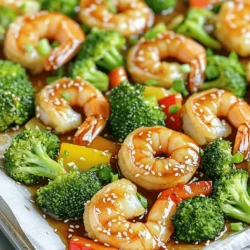 - 1 lb large shrimp, peeled and deveined - 2 cups broccoli florets - 1 bell pepper, sliced (red or yellow) - 1/4 cup honey - 3 tablespoons soy sauce (low sodium preferred) - 3 cloves garlic, minced - 1 tablespoon fresh ginger, grated - 2 tablespoons olive oil - 1 teaspoon sesame oil - 1 teaspoon red pepper flakes (optional, for heat) - Salt and pepper to taste - Sesame seeds for garnish - Chopped green onions for garnish When measuring ingredients, use a kitchen scale for accuracy. For liquids, use a clear measuring cup. Make sure to level off dry ingredients to avoid over-measuring. For sticky ingredients like honey, coat your measuring cup with oil first for easy pouring. Use fresh shrimp for the best taste. Look for shrimp that is firm and has a mild scent. Fresh broccoli should be bright green and firm, not wilted. Choose honey that is raw or locally sourced for better flavor. Quality soy sauce enhances the overall taste, so opt for low sodium if you can. - Preheat the oven: Start by preheating your oven to 400°F (200°C). This step is key for proper cooking. Line a large sheet pan with parchment paper. This makes cleanup easy. - Prepare the sauce: In a small bowl, mix together 1/4 cup honey, 3 tablespoons soy sauce, 3 cloves minced garlic, and 1 tablespoon grated fresh ginger. Add 2 tablespoons olive oil and 1 teaspoon sesame oil. If you like heat, add 1 teaspoon red pepper flakes. Whisk until well blended. - Toss the shrimp: In a mixing bowl, add 1 pound of peeled and deveined shrimp. Pour half of the honey garlic sauce over the shrimp. Add salt and pepper to taste. Mix well so the shrimp are coated evenly. - Prepare the vegetables: In another bowl, take 2 cups of broccoli florets and 1 sliced bell pepper. Pour the rest of the honey garlic sauce over the veggies. Add a pinch of salt and pepper, then toss to coat. - Arrange on sheet pan: Spread the shrimp and vegetables on the prepared sheet pan. Make sure they are in a single layer and not crowded. This helps them cook evenly. - Bake and stir: Place the sheet pan in the oven. Bake for 15 to 20 minutes. The shrimp should be pink and opaque, and the broccoli should be tender yet crisp. Stir halfway through cooking for even results. Once cooked, take the pan out of the oven. Let it cool for a minute. Garnish with sesame seeds and chopped green onions for a fresh touch. Serve it warm and enjoy this tasty meal! To cook shrimp well, start with fresh, large shrimp. They should be pink and firm. When you mix the shrimp with the honey garlic sauce, make sure each piece gets coated. This sauce adds flavor and helps keep the shrimp moist. Cook the shrimp until they turn pink and opaque. This usually takes about 15-20 minutes in the oven. Avoid overcooking them. Overcooked shrimp can become rubbery and tough. For crispy broccoli, you need to choose the right cooking method. Toss the broccoli with olive oil and a bit of salt. Spread it out evenly on the sheet pan. Make sure the pieces are not crowded. If they touch, they will steam instead of roast. Bake the broccoli until it turns bright green and tender, but still has a slight crunch. This usually takes about 15-20 minutes. Stir halfway through to help them cook evenly. You can prepare parts of this dish ahead of time. Chop the broccoli and bell pepper the night before. Store them in the fridge in a sealed container. You can also mix the honey garlic sauce a day ahead. Just keep it in the fridge in a jar. When you are ready to cook, toss everything together and bake. This saves time on busy nights and keeps dinner stress-free. {{image_2}} You can switch shrimp for chicken or tofu. Chicken thighs or breasts work well. Cut them into bite-sized pieces. Marinate them in the same honey garlic sauce. Tofu is great for a plant-based meal. Use firm tofu, drain it, and cut it into cubes. Marinate the tofu like you would with shrimp. Bake until golden and crispy. Each option brings a new taste and texture. Feel free to add more veggies. Carrots, snap peas, or zucchini can enhance the dish. Just chop them into similar sizes as the broccoli. Toss them in the remaining honey garlic sauce. You can mix and match based on what you have at home. This adds color and nutrition to your meal. Try different flavors in your sauce. You can use teriyaki sauce for a sweeter, thicker glaze. A splash of lime juice adds a bright twist. For a spicy kick, add more red pepper flakes, or use sriracha. You can even mix in some orange juice for a citrus touch. These changes can help keep the dish exciting every time you make it. After cooking, let the shrimp and broccoli cool down. Store them in an airtight container. This helps keep the flavors fresh. Place the container in the fridge. The dish will stay good for about 3 days. Be sure to check for any signs of spoilage before eating. If you want to keep it longer, freezing is a great option. First, let the dish cool completely. Then, transfer it to a freezer-safe bag. Remove as much air as possible before sealing. This helps prevent freezer burn. You can freeze it for up to three months. Label the bag with the date for easy tracking. To reheat, take the shrimp and broccoli out of the fridge or freezer. If frozen, let it thaw in the fridge overnight. You can warm it in the oven at 350°F (175°C) for about 15 minutes. Alternatively, use a microwave. Heat it in short bursts to avoid overcooking the shrimp. Make sure everything is heated through before serving. Enjoy your meal again! It takes about 15 to 20 minutes to cook honey garlic shrimp. You want the shrimp to turn pink and opaque. The broccoli should be tender but still crisp. Stir the mixture halfway to ensure even cooking. Yes, you can use frozen shrimp. Just make sure to thaw them first. Place the shrimp in cold water for about 15 minutes. Pat them dry before cooking. This helps the sauce stick better and keeps the shrimp juicy. Honey garlic shrimp and broccoli pair well with rice or quinoa. You can also serve it with noodles for a different twist. A light salad or steamed vegetables make good sides too. Enjoy your meal with a refreshing drink for a complete dinner! This blog post covered a tasty honey garlic shrimp recipe with broccoli. We explored the needed ingredients, step-by-step cooking instructions, and useful tips for success. Remember, quality ingredients make a big difference. You can also customize the dish with different proteins or vegetables. Don't forget about storage tips for leftovers. This simple recipe is perfect for quick meals. Experiment and enjoy the flavors while impressing your family or friends!