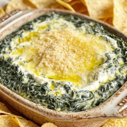For the best Creamy Parmesan Spinach Dip, you need fresh spinach. Use one cup of chopped spinach. Fresh spinach gives the dip a bright taste. It adds a nice color too. Make sure to wash the spinach well before chopping. Next, gather your dairy products. You will need: - 1 cup cream cheese, softened - 1/2 cup sour cream - 1/2 cup mayonnaise - 1 cup grated Parmesan cheese - 1/4 cup grated mozzarella cheese These creamy ingredients create the dip's rich texture. Softened cream cheese blends well and makes it smooth. Sour cream and mayonnaise add tanginess. The Parmesan and mozzarella cheeses give it a tasty, cheesy flavor. Don't forget the spices! You will need: - 2 cloves garlic, minced - 1 teaspoon onion powder - 1/2 teaspoon crushed red pepper flakes (optional) - Salt and pepper to taste Garlic adds a savory kick. Onion powder brings depth to the flavor. If you like heat, add crushed red pepper flakes. Salt and pepper help to balance the flavors. Adjust them to suit your taste for the perfect dip. Start by preheating your oven to 350°F (175°C). This warms up the oven for baking. In a medium bowl, mix the softened cream cheese, sour cream, and mayonnaise. You want this to be smooth. Use a spatula or a whisk to combine well. Next, stir in the chopped fresh spinach. Add the grated Parmesan cheese and the mozzarella cheese. Mince two cloves of garlic and toss that in too. Sprinkle in the onion powder and crushed red pepper flakes if you like some spice. Mix everything well until it's all blended. Don’t forget to add salt and pepper to taste. Once you combine all the ingredients, transfer the dip to a baking dish. Spread it evenly. Bake in your preheated oven for about 20-25 minutes. Look for a bubbly and slightly golden top. When it’s ready, take it out and let it cool for a few minutes. Serve it warm with tortilla chips or sliced bread. For a nice touch, sprinkle extra Parmesan on top and drizzle some olive oil over it. Enjoy the creamy goodness! To get the right dip texture, mix the cream cheese, sour cream, and mayonnaise well. Make sure they are soft and smooth. This base keeps the dip creamy. If it's too thick, add a bit of milk. If it's too runny, add more cheese. The right mix makes it easy to dip. I love adding a bit of garlic for a strong taste. Minced garlic gives a nice kick. You can also add crushed red pepper flakes if you want heat. The onion powder adds depth. Adjust salt and pepper to fit your taste. Experiment with spices to find your perfect mix. Serve the dip warm in a nice dish. Add extra Parmesan on top for a great look. A drizzle of olive oil adds flavor and shine. Pair it with tortilla chips or slices of bread. You can also serve fresh vegetables for a colorful platter. This dip is perfect for parties or gatherings! {{image_2}} You can easily add some heat to your spinach dip. Just include 1/2 teaspoon of crushed red pepper flakes in your mix. This small change gives the dip a nice kick. If you like it even spicier, add more red pepper flakes. You can also use jalapeños. Fresh or pickled, they add bold flavor and crunch. Cheese lovers will enjoy these tasty extras. Try mixing in some feta cheese for a tangy twist. You can also add cream cheese for a richer texture. Another option is to use a blend of cheeses. Mixing mozzarella, cheddar, and Parmesan creates a creamy and cheesy delight. This combination makes each bite extra satisfying. If you're looking for a lighter version, swap out sour cream and mayo for Greek yogurt. This option keeps the dip creamy while reducing calories. You can also use low-fat cream cheese. Fresh herbs, like parsley or basil, add flavor without extra calories. Lastly, serve the dip with veggie sticks instead of chips. Carrots, cucumbers, and bell peppers are great choices. After your gathering, let the dip cool down. Store it in an airtight container. It stays fresh in the fridge for about 3-4 days. Make sure to keep it covered to avoid drying out. If you see any change in color or smell, it’s best to toss it. You can freeze this dip if you have leftovers. Use a freezer-safe container. Leave some space at the top, as it expands when frozen. It will stay good for about 2-3 months. When you’re ready to enjoy it again, thaw it in the fridge overnight before reheating. To reheat, place the dip in an oven-safe dish. Preheat your oven to 350°F (175°C). Heat for about 15-20 minutes, or until warm and bubbly. You can also use a microwave. Heat it in short bursts, stirring in between. Enjoy it warm with your favorite tortilla chips or bread! Creamy Parmesan Spinach Dip lasts about 3 to 5 days in the fridge. Make sure to store it in an airtight container. When kept cold, the flavors stay fresh. If you notice any changes in smell or texture, it’s best to toss it. Yes, you can make this dip ahead of time. Prepare the dip and place it in a baking dish. Cover it tightly with plastic wrap. Store it in the fridge for up to two days. When ready to serve, bake it as usual. This saves time on busy days. You can serve this dip with various items. Here are some great options: - Tortilla chips - Sliced bread - Pita chips - Veggie sticks, like carrots or celery - Crackers These pair well and add fun to your gathering. Enjoy mixing and matching! This blog post covered how to create a tasty creamy parmesan spinach dip. Start with fresh ingredients, dairy, and spices. Follow the step-by-step guide for the best results. I shared tips to get the perfect dip and suggested fun variations. Storing your dip is easy with my fridge and freezer tips. Lastly, I answered common questions about the dip’s shelf life and serving ideas. Enjoy making this dip and impress your friends and family with your skills!