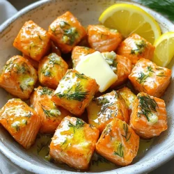 - 1 lb salmon fillet, skin removed and cut into bite-sized cubes - 4 tablespoons unsalted butter, melted - 4 cloves garlic, minced - 1 tablespoon fresh lemon juice - 1 teaspoon fresh dill, chopped (or ½ teaspoon dried dill) - 1 teaspoon paprika - Salt and pepper to taste - Lemon wedges for serving - Chopped parsley for garnish The key to great garlic butter salmon bites is high-quality ingredients. Use fresh salmon for best flavor. Each ingredient plays a role in making this dish shine. Start with the salmon. It should be firm and bright in color. Cut it into bite-sized cubes. This helps with even cooking and makes for easy eating. Next, the butter. Use unsalted butter so you can control the saltiness. Melt it gently, then add minced garlic. Garlic gives a strong flavor that pairs perfectly with salmon. Fresh lemon juice adds a bright touch. It balances the richness of the butter. Dill brings a hint of freshness. You can use fresh or dried, depending on what you have on hand. Salt, pepper, and paprika round out the mix. Salt brings out the flavors. Pepper adds a gentle heat, and paprika gives a nice color. Optional garnishes like lemon wedges and chopped parsley make the dish look great. They also add extra flavor when serving. Each ingredient combines to create a tasty, easy-to-make dish that will impress anyone. To start, melt the butter in a bowl. Then, add minced garlic and lemon juice. Stir in chopped dill, paprika, salt, and pepper. Mix everything well until it’s smooth and creamy. This garlic butter mixture adds great flavor to the salmon. Next, take your salmon cubes and place them in the bowl. Toss the salmon gently in the garlic butter mixture. Make sure each piece is evenly coated. This step is key to ensuring that every bite bursts with flavor. Now, preheat your air fryer to 400°F (200°C). This should take about 5 minutes. While it heats, spray the air fryer basket lightly with cooking spray to prevent sticking. After that, arrange the salmon bites in a single layer. Leave some space between each piece for even cooking. Cook the salmon bites for 8 to 10 minutes. Shake the basket halfway through cooking to ensure even browning. When they turn golden brown and are cooked through, they are ready. Remove them from the air fryer and drizzle any leftover garlic butter over the top. Enjoy your delicious garlic butter salmon bites! To get perfectly cooked salmon, time is key. I recommend cooking the salmon bites for 8 to 10 minutes. Halfway through, shake the basket. This helps the bites cook evenly. Keep an eye on them to avoid overcooking. They should be golden brown and tender inside. To make the salmon even better, think about adding more herbs. Fresh basil or thyme can add a nice twist. You can also try a pinch of red pepper flakes for heat. Mixing in some lemon zest brightens the dish too. Don’t be afraid to play with flavors you love! If you want a new method, try oven-baking or pan-searing the salmon bites. For baking, set your oven to 400°F (200°C) and cook for about 12-15 minutes. For pan-searing, heat some oil in a skillet and cook for 4-5 minutes on each side. Each method gives a different texture and taste. {{image_2}} You can spice up your salmon bites with red pepper flakes. Just sprinkle a pinch into the garlic butter mix. This adds heat and makes each bite exciting. Adjust the amount based on your taste. A little goes a long way! If you're looking for a healthier option, try olive oil instead of butter. Olive oil brings a great flavor and is heart-friendly. Simply swap the same amount of butter for olive oil in the recipe. You still get that rich taste without the extra calories. You can also cook salmon bites in the oven or on the stove. For oven baking, preheat to 400°F (200°C). Place the bites on a lined baking sheet and cook for about 12-15 minutes. If pan-searing, heat a bit of oil in a skillet and cook for 3-4 minutes on each side. This gives you a crispy crust and juicy inside. Enjoy experimenting! To keep your garlic butter salmon bites fresh, store them in an airtight container. Place them in the fridge if you plan to eat them within two days. For longer storage, wrap the bites tightly in plastic wrap or foil, then put them in the freezer. They can last up to three months in the freezer. Always label your container with the date. This helps you keep track of how long they've been stored. When reheating your salmon bites, I recommend using the air fryer for the best results. Set your air fryer to 350°F (175°C) and cook for about 5 minutes. This method keeps the bites crispy. If you prefer using a microwave, place the bites on a microwave-safe plate. Heat them for 30-second intervals until warm. Be careful not to overheat, as this can make the salmon dry. Enjoy your tasty leftovers! Cook salmon bites for 8 to 10 minutes. Check them at the halfway mark. Shake the basket gently to help them cook evenly. Look for a golden brown color on the outside. The inside should be opaque and flake easily with a fork. This ensures they are done but not overcooked. Yes, you can use frozen salmon. First, thaw it in the fridge overnight. If you're short on time, place it in cold water for about an hour. Once thawed, cut it into bite-sized pieces. Follow the same steps for coating and cooking. Just be aware that cooking time may increase by a couple of minutes. Several sides go well with garlic butter salmon bites. Here are some ideas: - Steamed broccoli: It adds a nice crunch. - Garlic mashed potatoes: They are creamy and flavorful. - Quinoa salad: A light, healthy option to balance the dish. - Roasted asparagus: It brings a fresh taste to the table. - Mixed greens: A simple salad can brighten the meal. These sides enhance the flavors of the salmon and make for a complete meal. This recipe for garlic butter salmon bites highlights key ingredients like salmon, garlic, and lemon. You learned how to prepare and cook them in an air fryer for a quick meal. Don’t forget the optional garnishes to add a fresh touch. Remember, you can also tweak flavors or try different cooking methods. With simple storage and reheating tips, your leftovers won’t go to waste. Enjoy making this easy, tasty dish that fits any meal!