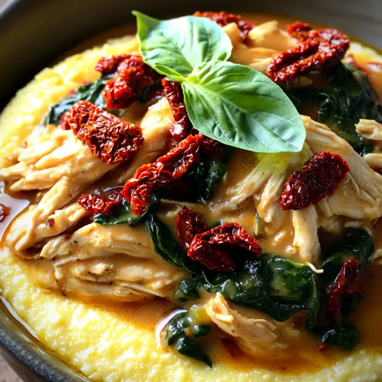 To make flavorful Slow Cooker Tuscan Chicken, you need just a few key ingredients. Gathering the right items makes a world of difference in taste. Here’s what you’ll need: - 4 boneless, skinless chicken breasts - 1 cup sun-dried tomatoes, chopped (preferably in oil, drained) - 1 cup spinach, fresh or frozen - 1 medium onion, diced - 4 cloves garlic, minced - 1 teaspoon dried oregano - 1 teaspoon dried basil - ½ teaspoon red pepper flakes (adjust based on heat preference) - 1 cup chicken broth - ½ cup heavy cream (or coconut cream for a dairy-free option) - Salt and pepper to taste - Fresh basil leaves for garnish Each ingredient plays a role in building rich flavors. The chicken is tender and juicy. Sun-dried tomatoes add a sweet and tangy note. Spinach gives a fresh touch. Onions and garlic boost the savory depth. The herbs create a fragrant base, while the cream adds a luscious finish. You can also make variations. For instance, add bell peppers or mushrooms for extra veggies. Use quinoa or brown rice as a base. Feel free to switch up the spices if you like different flavors. With these ingredients, you're ready to create a comforting meal that warms the heart. Enjoy the process of making this tasty dish! 1. Seasoning the chicken First, take your chicken breasts and sprinkle salt, pepper, oregano, basil, and red pepper flakes on both sides. This step brings out the best flavors. Make sure each piece is fully coated. 2. Preparing the slow cooker Next, grab your slow cooker. Place diced onion and minced garlic at the bottom. This layer adds a nice base and flavor. 3. Layering the ingredients Now, lay the seasoned chicken breasts on top of the onion and garlic. Then, spread the sun-dried tomatoes and spinach evenly over the chicken. This makes sure every bite is packed with flavor. 1. Setting the slow cooker Cover the slow cooker and set it to low for 6-7 hours or high for 3-4 hours. Choose the time that fits your day best. 2. Adjusting cooking time If you need to, you can adjust the cooking time. Just make sure the chicken is cooked through and tender. 3. Adding cream before serving About 30 minutes before serving, stir in the heavy cream. This will make the sauce rich and creamy. If you used frozen spinach, ensure it has thawed and heated through. To boost the taste of your Slow Cooker Tuscan Chicken, try adding fresh herbs. Chopped parsley or thyme can add great depth. You can also use lemon zest for a bright touch. For seasoning, adjust the red pepper flakes to fit your heat level. If you love spice, add more. If you prefer milder flavors, use less. When cooking, choose high for a quicker meal or low for deeper flavors. On high, cook for 3-4 hours. For low, let it go for 6-7 hours. Both methods work great! Serve your Tuscan chicken over creamy polenta or pasta. This makes a lovely base. You can also pair it with a side of crusty bread to soak up the sauce. For garnishing, top the dish with fresh basil leaves. A sprinkle of parmesan cheese adds richness, too. The colors and textures will impress your guests! {{image_2}} For a creamier dish, you can use coconut cream instead of heavy cream. This choice makes the meal dairy-free. Many people enjoy the rich taste of coconut. If you want to keep it gluten-free, check the chicken broth. Most brands are safe, but some may add gluten. Always read the labels to be sure. If you like more heat, add extra red pepper flakes. You can also try using fresh herbs, like thyme or rosemary, for a new taste. These herbs give a different but tasty flavor. Adding more vegetables can boost nutrition. Consider bell peppers, zucchini, or mushrooms. Just chop them up and add them with the spinach. Each change can make your Tuscan chicken unique and delicious! To store leftover Tuscan chicken, let it cool first. Place it in an airtight container. Make sure to keep it in the fridge. It should last for about three to four days. When reheating, add a splash of chicken broth. This keeps the chicken moist and tasty. Heat it in a pan over medium heat or in a microwave. Stir it often to warm it evenly. You can freeze Tuscan chicken for later use. Portion it into freezer-safe containers. Leave some space at the top for expansion. It will be good for about three months. To thaw, move it to the fridge for a day. If you're in a hurry, use the microwave. Just make sure to heat it slowly, so it thaws evenly. Always check the chicken looks and smells good before serving. How long can I store Slow Cooker Tuscan Chicken? You can store Slow Cooker Tuscan Chicken in the fridge for up to four days. Make sure to place it in an airtight container. If you want to keep it longer, freeze it. It stays good in the freezer for about three months. Just remember to label your container with the date. Can I use frozen chicken breasts? Yes, you can use frozen chicken breasts in this recipe. Just add an extra hour to the cooking time if you cook on low. If you choose the high setting, add about 30 minutes. The slow cooker will safely cook the frozen chicken and keep it moist. What can I serve with Tuscan Chicken? Tuscan Chicken pairs well with many sides. You can serve it over creamy polenta or pasta. It also goes great with crusty bread for dipping. Add a fresh salad for a balanced meal. Don't forget to sprinkle some fresh basil or parmesan cheese on top for extra flavor. To sum up, I covered the key steps to make Slow Cooker Tuscan Chicken. You learned about the main ingredients, the cooking process, and tips for flavor and presentation. I shared how to store leftovers and ways to change the recipe, too. Now you can enjoy this dish while trying new flavors. Experiment with different ingredients or sides to make it your own. Slow Cooker Tuscan Chicken is simple and fun to make!