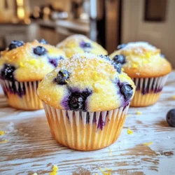 To make these tasty muffins, gather the following ingredients: - 2 cups all-purpose flour - 1 tablespoon baking powder - 1/2 teaspoon baking soda - 1/2 teaspoon salt - 1/2 cup unsalted butter, softened - 1 cup granulated sugar - 2 large eggs - 1 teaspoon vanilla extract - 1/2 cup plain Greek yogurt - 1/4 cup freshly squeezed lemon juice - Zest of 1 lemon - 1 1/2 cups fresh blueberries (or frozen) - Turbinado sugar for sprinkling (optional) If you need to swap some ingredients, here are a few ideas: - Butter: Use coconut oil or applesauce for a dairy-free option. - Sugar: Substitute with honey or maple syrup if you prefer. - Greek Yogurt: Try sour cream or a dairy-free yogurt for a different taste. - Lemon Juice: Lime juice works well if you need a different citrus flavor. These swaps can still give you great muffins! Selecting the best blueberries is key to great muffins. Here’s what to look for: - Color: Choose blueberries that are deep blue. Avoid ones that are green or red. - Firmness: They should feel plump and firm. Soft berries may be overripe. - Size: Look for berries that are medium-sized. They bake well and add a nice burst of flavor. - Freshness: If possible, buy them from local farms or markets for the best taste. Fresh blueberries will really make your muffins pop! To start, gather all your ingredients. You need flour, sugar, butter, and eggs. Make sure you have fresh blueberries and lemons. Preheat your oven to 375°F (190°C). Line a muffin tin with paper liners or spray it with cooking spray. This helps the muffins come out easily later. Gather a medium bowl and a large bowl for mixing. In the medium bowl, whisk together the flour, baking powder, baking soda, and salt. Set this mix aside. In the large bowl, cream the softened butter and sugar. Use an electric mixer for about 3-4 minutes until it looks light and fluffy. Add the eggs one by one, mixing well each time. Stir in the vanilla extract next. Now, mix in the Greek yogurt, lemon juice, and lemon zest. Combine these well. Slowly add the dry mix to the wet mix, stirring gently. Do not overmix this batter! Lastly, fold in the blueberries, but save some for the top. Divide the batter evenly into the muffin cups. Fill each cup about 3/4 full. Place the reserved blueberries on top of each muffin. If you like, sprinkle turbinado sugar on top for a nice crunch. Bake in the oven for 18-20 minutes. Check if they are done by inserting a toothpick in the center. If it comes out clean, they are ready! Let the muffins cool in the tin for 5 minutes. After that, transfer them to a wire rack to cool completely. Enjoy your delightful treats! To make light and fluffy muffins, use room-temperature ingredients. Cold butter or eggs can make the batter dense. Cream the butter and sugar well; this adds air to the mix. When adding dry ingredients, mix gently. Overmixing can lead to tough muffins. Fill each muffin cup about three-quarters full for perfect rising. Finally, a sprinkle of turbinado sugar on top gives a nice crunch. One common mistake is using too much flour. Always spoon flour into your measuring cup and level it off. Another mistake is skipping the zest. The zest adds a bright lemon flavor. Don’t open the oven door too soon while baking. This can cause the muffins to sink. Lastly, check for doneness with a toothpick; it should come out clean. To boost the lemon flavor, add extra zest to the batter. You can also increase the lemon juice slightly. Another way is to serve the muffins with a lemon glaze. Mix powdered sugar with lemon juice for a sweet topping. You can also pair these muffins with lemon curd for an extra kick. Enjoy experimenting to find your favorite lemon boost! {{image_2}} To make gluten-free blueberry lemon muffins, swap all-purpose flour for a gluten-free blend. Look for a mix that contains xanthan gum, which helps with texture. You can use 2 cups of this blend in the same way as regular flour. Keep an eye on the baking time, as gluten-free muffins may cook faster. Check with a toothpick to avoid overbaking. For a vegan muffin, replace the eggs with flaxseed meal. Mix 1 tablespoon of flaxseed meal with 2.5 tablespoons of water for each egg. Let it sit for a few minutes to thicken. Also, use a plant-based butter instead of regular butter. For yogurt, choose a dairy-free yogurt. These changes keep the muffins moist and tasty. Feel free to add other fruits or nuts to your muffins. Chopped strawberries or raspberries can bring a new twist. Mix in a cup of your chosen fruit during the folding stage. You can also add nuts like walnuts or pecans for extra crunch. Just be sure to maintain the balance of wet and dry ingredients when adding extras. To keep your blueberry lemon muffins fresh, store them in an airtight container. This helps lock in moisture and flavor. Place parchment paper between layers if you stack them. This way, they won’t stick together. Store them at room temperature for up to three days. If you want them to last longer, consider refrigeration. Freezing muffins is easy and smart. First, let them cool completely. Then, wrap each muffin tightly in plastic wrap. Place the wrapped muffins in a freezer-safe bag or container. This keeps out air and prevents freezer burn. You can freeze them for up to three months. When you want one, just take it out and let it thaw at room temperature. To enjoy your muffins warm, preheat your oven to 350°F (175°C). Remove the muffins from their container. Place them on a baking sheet for about 5-10 minutes. This method warms them up without drying them out. You can also use the microwave for a quick heat. Just microwave them for 15-20 seconds. Enjoy your tasty treat! Yes, you can use frozen blueberries. They work well in muffins. Just add them directly from the freezer. This helps keep them from getting mushy. Frozen blueberries may tint the batter slightly blue. This doesn’t affect the taste. These muffins last about 3 to 5 days at room temperature. Keep them in an airtight container to keep them fresh. You can also store them in the fridge for a longer shelf life. They should stay good for about a week in the fridge. If you don't have Greek yogurt, you can use sour cream. Cottage cheese is another good choice. You can also try plain yogurt, but the texture might be a bit different. These substitutes will still keep your muffins moist and flavorful. You learned what ingredients make great blueberry lemon muffins. We covered ingredient swaps and tips for picking ripe blueberries. You also found easy, step-by-step baking instructions for perfect muffins. Plus, I shared handy tips to avoid common mistakes. As you try these muffins, remember to have fun and experiment with flavors. Enjoy the process, and soon you’ll bake muffins everyone will love!