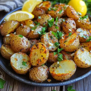 - 1.5 pounds baby potatoes, halved - 1/4 cup unsalted butter, melted - 4 cloves garlic, minced - 1 teaspoon dried thyme - 1 teaspoon smoked paprika - 1 teaspoon salt - 1/2 teaspoon black pepper - 2 tablespoons fresh parsley, chopped (for garnish) - Lemon wedges (for serving, optional) To make garlic butter sheet pan potatoes, you need simple, fresh ingredients. Baby potatoes are perfect for this dish. They are small, tender, and full of flavor. You can also use other potatoes, but cooking time may change. Next, unsalted butter is key. It gives richness without added salt. Fresh garlic adds a punch of flavor that pairs well with butter. Herbs and spices make it shine. Dried thyme adds an earthy taste. Smoked paprika gives a hint of sweetness and a warm color. Salt and black pepper enhance all the flavors, bringing everything together. For garnish, fresh parsley adds a pop of green. It makes the dish look nicer and tastes great. Lastly, lemon wedges are optional but offer a bright zing. They can lift the dish and add freshness when served. With these ingredients, you can create a tasty and satisfying meal. It’s all about quality and balance. Enjoy cooking! Preheating your oven is very important. It helps the potatoes cook evenly. Set your oven to 400°F (200°C). This high heat gives you crispy edges and soft insides. Preheat for at least 10 minutes. For the garlic butter sauce, mix melted butter with minced garlic, thyme, smoked paprika, salt, and black pepper. Stir well to combine. The sauce should be smooth, and you want to make sure the garlic is evenly spread. If it's too thick, add a little more melted butter. Add halved baby potatoes to the garlic butter sauce. Toss them gently until each piece is coated. This step is key for flavor. Spread the potatoes in a single layer on the baking sheet. This helps them roast evenly. Roast the potatoes for 30-35 minutes. Stir them halfway through cooking. You know they are done when they are golden brown and tender. A fork should easily pierce them. This ensures all sides get that nice crispy texture. Once you take the potatoes out, let them cool for a few minutes. Then, sprinkle fresh parsley on top for color and taste. Serve with lemon wedges on the side. The lemon adds a nice zing and brightens the dish. Using the right potatoes makes a big difference. I love baby potatoes for this dish. Their small size cooks evenly and gives a nice texture. Here are my top picks: - Yukon Gold: Creamy and buttery flavor. - Red Potatoes: Sweet and soft when cooked. - Fingerling: Unique shape and great taste. Baby potatoes also save time. No peeling is needed! Just wash and cut them in half. To make these potatoes even better, think about adding more flavors. Here are some ideas: - Fresh herbs: Try rosemary or parsley for a fresh touch. - Spices: Add cumin or onion powder for depth. Adjust the seasoning to your taste. More garlic adds a stronger flavor, while less salt can suit those who watch their intake. No one likes sticky potatoes! Here are some easy tips to prevent sticking: - Use parchment paper. It helps with easy lifting and cleanup. - Ensure space between potatoes. This allows hot air to circulate. For that golden color, roast at 400°F (200°C). Stir halfway through cooking to get even browning. Look for a crispy skin and tender inside. That's when they’re perfect! {{image_2}} You can make garlic butter even better by adding herbs. Rosemary and oregano work well. Just chop up some fresh herbs and mix them in. Basil also adds a lovely taste. Try a mix of these herbs for a unique flavor. This change makes your dish feel fresh and bright. If you like heat, add some spice to your garlic butter. Red pepper flakes give a nice kick. You can also use cayenne pepper for more heat. Start with a little, then taste and adjust. This spicy twist adds an exciting flavor to your potatoes. Cheese can make your garlic butter potatoes even tastier. Grated Parmesan or cheddar adds a rich flavor. Sprinkle the cheese on top before roasting. Let it melt and create a golden crust. It adds a creamy texture that pairs well with the garlic butter. To store garlic butter sheet pan potatoes, let them cool first. Place the cooled potatoes in an airtight container. This keeps them fresh and tasty. You can also use a resealable plastic bag. Be sure to squeeze out the air before sealing. They stay good in the fridge for up to four days. For the best texture, reheat the potatoes in the oven. Preheat your oven to 350°F (175°C). Spread the potatoes on a baking sheet. Heat them for about 10-15 minutes. If you want a quick method, you can use the microwave. Heat them in a microwave-safe dish for about 2-3 minutes. Stir halfway through to warm evenly. Yes, you can freeze garlic butter potatoes! First, let them cool completely. Then, place them in a freezer-safe container or bag. Make sure to remove as much air as possible. Label the container with the date. When ready to eat, thaw them overnight in the fridge. Reheat in the oven for best results. Yes, you can make these potatoes in advance. To prepare ahead, follow these tips: - Cook and cool: Roast the potatoes and let them cool completely. - Store: Place them in an airtight container. Keep them in the fridge for up to three days. - Reheat: When you're ready to serve, just reheat them in the oven. Aim for 350°F (175°C) until warm. Look for these signs of perfectly roasted potatoes: - Golden brown: They should be golden brown all over. - Tender: Pierce with a fork; it should slide in easily. - Crispy edges: The edges should be crispy, giving that nice texture. Yes, you can use different potatoes! Here are some great options: - Yukon Gold: Creamy texture, great for roasting. - Red potatoes: They hold their shape well. Adjust cooking time if needed. - Russet potatoes: Fluffier inside, but they may take longer to cook. These potatoes pair well with many main dishes: - Grilled chicken: The flavors complement each other nicely. - Roast beef: A classic pairing for a hearty meal. - Fish: Light and flaky fish works well too. - Salads: A fresh green salad can balance the richness. This post covered how to make garlic butter sheet pan potatoes. We explored key ingredients, step-by-step cooking tips, and flavor variations. Remember to pick baby potatoes for the best taste. You can mix in herbs for extra flair or cheese for richness. These easy potatoes are perfect for any meal. Enjoy them as a side or snack. I hope you try this recipe and make it your own!