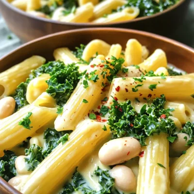 Creamy White Bean Kale Pasta One Pot Delight
