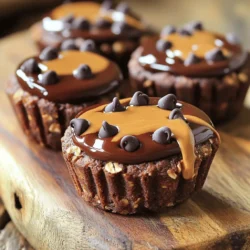- 1 cup rolled oats - 1/2 cup natural peanut butter - 1/3 cup honey or maple syrup - 1/4 cup cocoa powder - 1/2 teaspoon vanilla extract - 1/4 teaspoon salt - 1/4 cup mini chocolate chips (plus extra for topping) - Optional: 1/4 cup chopped nuts or seeds These ingredients blend together to create a rich and nutritious snack. Each item adds flavor and texture. Rolled oats serve as the base. They provide fiber and keep you full. Natural peanut butter adds protein and healthy fats. Honey or maple syrup gives sweetness and binds the mix. Cocoa powder adds a deep chocolate taste. Vanilla extract enhances the flavors, while salt balances sweetness. Mini chocolate chips bring extra joy in every bite. If you want, toss in nuts or seeds for crunch. You can mix and match these ingredients based on your taste and needs. Each choice adds its own twist to the oat cups. Start by preheating your oven to 350°F (175°C). Next, grab your muffin tin. You can line it with paper liners or spray it with cooking oil. This step helps the oat cups come out easily after baking. In a large bowl, add 1 cup of rolled oats and 1/4 cup of cocoa powder. Mix them well. This helps to spread the chocolate flavor throughout the cups. Make sure there are no lumps of cocoa powder. In a separate bowl, take 1/2 cup of natural peanut butter. Add 1/3 cup of honey or maple syrup, 1/2 teaspoon of vanilla extract, and 1/4 teaspoon of salt. Whisk these together until the mix is smooth. This will add sweetness and flavor to your oat cups. Now, pour the wet mixture into the dry bowl. Stir it all together until it combines. The mix might feel sticky. If you want, fold in 1/4 cup of mini chocolate chips and any chopped nuts or seeds. Divide the mix evenly into the muffin tin cups. Press down slightly to make them compact. Top each cup with extra chocolate chips. Bake the oat cups in your preheated oven for 15-18 minutes. Watch for the edges to turn golden brown. Once baked, let them cool in the tin for about 10 minutes. After that, move them to a wire rack to cool completely. Once cool, you can store them in an airtight container for a tasty snack later! To get the best texture in your oat cups, focus on mixing. Start by blending the rolled oats and cocoa powder well. This step helps distribute the cocoa evenly. When you mix the wet and dry ingredients, stir gently but thoroughly. You want a sticky mix that holds together. If the mix feels too dry, add a splash of water. This will help bind everything without making it too wet. If you have dietary needs, don't worry! You can swap ingredients easily. For a nut-free version, use sunflower seed butter instead of peanut butter. If you can't have honey, maple syrup works great as a sweetener. For a gluten-free option, ensure your oats are certified gluten-free. You can also skip the chocolate chips or use dairy-free ones for a vegan choice. Presentation makes your oat cups even more tempting. Use a rustic wooden board to display them nicely. Drizzle extra peanut butter on top for a creamy touch. A sprinkle of cocoa powder adds a nice finish. These cups are perfect as snacks or desserts. Serve them with fresh fruit or a glass of milk for a fun treat! {{image_2}} You can easily mix up the flavor of your oat cups. Adding coconut is a tasty choice. Just toss in some shredded coconut before baking. Dried fruits like cranberries or raisins also work well. They add sweetness and chewiness. Feel free to try other flavors too. You can even swap the cocoa powder for carob powder for a different taste. If you need a nut-free snack, I have you covered. You can replace the peanut butter with sunflower seed butter. This swap keeps the creamy texture while avoiding nuts. You can also use tahini for a unique flavor. Both options are rich in healthy fats and proteins. To make the oat cups vegan, use maple syrup instead of honey. Maple syrup is a great natural sweetener. You can also swap out the mini chocolate chips for dairy-free ones. This helps keep the treat vegan. If you want a lower-sugar option, try using mashed bananas. They add natural sweetness and moisture. Enjoy these tasty tweaks to fit your diet! To keep your oat cups fresh, store them in an airtight container. Use wax paper between layers to avoid sticking. You can keep them on the counter for up to three days. If you want them to last longer, refrigerate them. In the fridge, they stay good for about a week. Freezing is a great way to keep your oat cups longer. Place them in a single layer on a baking sheet to freeze. Once they are solid, transfer them to a freezer-safe bag. They can last for up to three months in the freezer. When you're ready to eat, just thaw them overnight in the fridge or at room temperature for a few hours. These oat cups have a good shelf life. When stored properly, they can last a week in the fridge or up to three months in the freezer. For the best taste, I suggest you enjoy them fresh. If you notice any change in smell or texture, it’s best to throw them away. Always use clean utensils when serving to prevent spoilage. Yes, you can make these oat cups ahead of time. They store well in the fridge for up to five days. Just let them cool before placing them in an airtight container. You can also freeze them for up to three months. This makes them a perfect snack for busy days. You can use agave syrup or brown rice syrup instead of honey or maple syrup. Both provide sweetness and a nice flavor. You might also try coconut sugar, but it will change the texture slightly. Just make sure to adjust the amount based on your taste. Yes, these oat cups can be gluten-free if you use certified gluten-free oats. Regular oats may contain gluten due to cross-contamination during processing. Always check the label to ensure they meet your dietary needs. To make these oat cups more chocolatey, add more cocoa powder. You can also increase the mini chocolate chips in the mix. For extra indulgence, top each cup with a chocolate drizzle after baking. This adds rich flavor and a beautiful look. The blog post covered how to make delicious chocolate peanut butter oat cups. We discussed key ingredients, step-by-step instructions, and useful tips. You learned about flavor variations and storage options as well. Remember, you can customize these cups to fit your taste and dietary needs. Enjoy creating your own tasty treats. They are simple, fun to make, and perfect for snacks or breakfast!