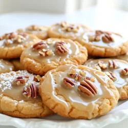 - 1 cup unsalted butter (2 sticks), browned - 3/4 cup powdered sugar - 1/4 cup maple syrup - 2 cups all-purpose flour - 1/2 teaspoon salt - 1/4 teaspoon baking powder - 1 teaspoon vanilla extract - Optional garnish: Chopped pecans I always start with high-quality unsalted butter. It gives the best flavor. Brown the butter until it is golden and smells nutty. This brings out a rich taste. I use powdered sugar for a smooth sweetness. Maple syrup adds a wonderful, warm flavor. For the base, I measure out all-purpose flour. It gives the cookies a nice crumb. A little salt balances the sweetness. Baking powder helps them puff up just right. I add vanilla extract for a lovely aroma. If you want, sprinkle chopped pecans on top. They add crunch and extra flavor. All these ingredients come together to create a special treat that everyone loves! To brown the butter, start by melting it in a medium saucepan over medium heat. Stir it often to prevent burning. Watch closely as it changes color. You want a golden brown hue with a nutty scent. This should take about 5 to 7 minutes. The signs of doneness include a rich aroma and tiny brown bits forming at the bottom. Once it reaches this stage, remove it from heat and let it cool slightly. In a large mixing bowl, combine the browned butter, powdered sugar, and maple syrup. Use a whisk or a spatula to mix until smooth. This ensures a creamy and well-blended dough. It's important not to overmix, as this can make cookies tough. The goal is a nice, smooth consistency. Turn the dough onto a lightly floured surface. Shape it into a log about 2 inches in diameter. This helps create even shapes when you slice. Wrap the log in plastic wrap and chill it in the fridge for at least 1 hour. Chilling helps the cookies hold their shape while baking. Preheat your oven to 350°F (175°C). Line a baking sheet with parchment paper for easy cleanup. After chilling, unwrap the dough and slice it into 1/4-inch thick rounds. Place them about an inch apart on the baking sheet. Bake the cookies for 12 to 15 minutes. Look for lightly golden edges as a sign they are ready. Allow them to cool on the sheet for 5 minutes before moving them to a wire rack. To create the glaze, mix a few tablespoons of powdered sugar with a drizzle of maple syrup in a small bowl. Stir until you get a thick consistency. Drizzle this glaze over the cooled cookies. Let the glaze set for a few minutes. For added texture, you can sprinkle chopped pecans on top of the glaze. This not only enhances the flavor but also makes the cookies look lovely. To make the best brown butter maple glazed shortbread cookies, the right butter is key. I recommend using high-quality unsalted butter. It gives a clean taste and allows the flavors to shine. If you want a richer flavor, try European-style butter. It has more fat and less water. Adjusting sweetness is also important. You can tweak the powdered sugar in the glaze. If you prefer less sweetness, use less sugar. A little maple syrup adds great flavor without making it too sweet. Many people overmix the dough. This can make the cookies tough. Mix until just combined, and then stop. Less is more here! Pay close attention while baking. Undercooking gives a soft, chewy cookie. Overbaking makes them dry. Look for lightly golden edges. This shows they are ready to come out. You can prepare the dough ahead of time. After forming it into a log, wrap it tightly in plastic wrap. Refrigerate it for at least an hour or even up to two days. This helps the flavors meld and makes slicing easier. When ready to bake, just slice and bake! {{image_2}} You can make these cookies even better! Try adding spices like cinnamon or nutmeg. These spices give a warm flavor that pairs well with maple. If you want to change things up, swap maple syrup for honey or agave nectar. Each sweetener brings its own taste to the cookies. For a crunchier bite, use different nuts or seeds. Chopped almonds or walnuts work great. If you need a gluten-free option, replace all-purpose flour with almond flour or a gluten-free blend. This way, everyone can enjoy these yummy treats. Make your cookies shine at special events! Decorate them with colorful sprinkles or edible glitter. You can also arrange them on a beautiful platter. For a fun touch, serve them with a small bowl of maple syrup for dipping. It adds a sweet twist that everyone will love! To keep your cookies fresh, use an airtight container. This type of container helps maintain softness. Place the cookies in a single layer to avoid sticking. You can store them at room temperature for up to one week. If you want to keep them longer, put them in the fridge. Just remember that cold air can change their texture. Freezing cookies is easy and keeps them tasty. Wrap each cookie in plastic wrap. Then, place them in a freezer bag. Be sure to push out any air before sealing. They can last up to three months in the freezer. To enjoy, take out the cookies and let them thaw at room temperature. This way, they will stay soft and delicious. For best results, avoid refreezing thawed cookies. You can tell the cookies are done when the edges turn light brown. They should not look too soft. The center may still feel a bit soft. They will firm up as they cool. Yes, you can use brown sugar instead of powdered sugar. This change will make the cookies taste richer. The texture may be slightly chewy, not as smooth as with powdered sugar. These cookies stay fresh for about one week at room temperature. Store them in an airtight container. For longer freshness, keep them in the fridge for up to two weeks. Yes, you can use honey or agave syrup instead. These will add sweetness but change the flavor. Adjust the amount if needed, as they can be sweeter than maple syrup. In this blog post, we explored how to make delicious cookies using simple ingredients. We discussed browning butter for flavor and tips for preparing dough. Following clear steps for baking and glazing is key to success. Plus, we shared ways to enhance flavors and avoid common mistakes. Remember, proper storage keeps your cookies fresh. With a little practice, you can bake perfect cookies every time. Enjoy your baking journey and create treats everyone loves!