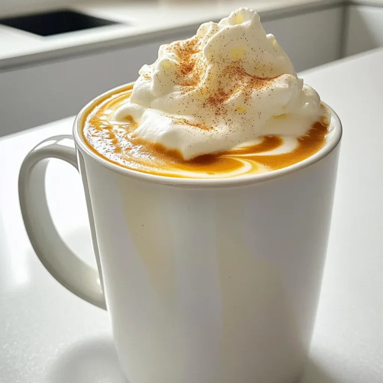 To make the perfect pumpkin spice latte, gather these simple ingredients: - 1 cup brewed strong coffee or espresso - 1 cup milk (dairy or non-dairy options) - 2 tablespoons pumpkin puree - 2 tablespoons sugar or maple syrup - 1/2 teaspoon pumpkin pie spice (plus extra for garnish) - 1/4 teaspoon vanilla extract - Whipped cream (optional) Each ingredient plays a key role. The coffee or espresso gives a strong base. Milk adds creaminess. Pumpkin puree brings that fall flavor. Sugar or maple syrup adds sweetness. Pumpkin pie spice gives warmth, while vanilla enhances the overall taste. Whipped cream is optional but makes the drink feel extra special. Feel free to mix and match based on your taste. You can swap regular milk for almond, oat, or soy milk. Use honey or agave syrup instead of sugar for a healthier twist. Personalize your drink to make it your own! First, brew one cup of strong coffee or espresso. Use your favorite coffee or espresso beans. The stronger the brew, the better the flavor. Set the coffee aside while you prepare the pumpkin spice mixture. This step is key to a rich latte. In a small saucepan, pour in one cup of milk. You can use dairy or any non-dairy milk you like. Add two tablespoons of pumpkin puree and two tablespoons of sugar or maple syrup. Use half a teaspoon of pumpkin pie spice and a quarter teaspoon of vanilla extract. Heat this mixture over medium heat. Whisk it well until it is combined and warm. Do not let it boil, as this can change the texture. Once warmed, remove it from heat. Use an immersion blender or a froth whisk to make it creamy and frothy. This step gives your latte its cozy feel. Grab a large coffee mug and pour in your brewed coffee or espresso. Slowly add the pumpkin milk mixture on top. This creates a beautiful layered effect. If you want, add whipped cream on top for extra creaminess. Finally, sprinkle a dash of pumpkin pie spice for that finishing touch. Now you have a delightful pumpkin spice latte to enjoy! - Non-dairy milk options: You can use almond milk, oat milk, or soy milk. These options make your drink creamy and tasty. Each milk brings its own flavor. Almond milk has a nutty taste, while oat milk is smooth. - Alternative sweeteners: If you want to cut down on sugar, try honey or agave syrup. You can also use stevia for a zero-calorie option. Adjust the amount based on your taste. To get that light and airy froth, use an immersion blender. This tool works well for mixing and frothing. If you don’t have one, a whisk will work too. Just whisk fast until you see bubbles. The froth makes your drink feel special and cozy. Serve your Pumpkin Spice Latte in a large mug. This drink looks great topped with whipped cream. A sprinkle of pumpkin pie spice adds a nice touch. For a fun twist, add a drizzle of caramel syrup on top. This makes your latte extra sweet and festive. Enjoy your drink while wrapped in a warm blanket! {{image_2}} To make an iced pumpkin spice latte, start with brewed coffee or espresso. Let it cool. In a glass, add ice cubes. Pour the cooled coffee over the ice. Then, mix pumpkin puree, milk, sugar, and spices in a separate bowl. Blend until smooth. Pour this mixture over the coffee. Top with whipped cream and a sprinkle of pumpkin pie spice. Enjoy the cool, creamy taste! For a vegan version, swap regular milk for any non-dairy option. Almond, oat, or soy milk works well. Use maple syrup instead of sugar for sweetness. Follow the same steps as the original recipe. You’ll still get that rich flavor, but without any animal products. This version keeps it cozy and plant-based! You can add your own twist to this drink. Try adding a splash of caramel syrup for extra sweetness. A hint of chocolate can make it decadent. If you like warm spices, consider adding nutmeg or cinnamon. Mix these flavors into your pumpkin milk mixture. This way, you can create a latte that is truly unique and personal to you! If you have extra pumpkin spice mixture, store it in a clean jar. Keep it in the fridge for up to a week. Make sure the jar has a tight lid. This helps keep the flavors fresh. To reheat, pour the mixture into a saucepan. Heat it over low heat. Stir often to avoid burning. You want it warm, not boiling. You can also use the microwave. Heat it in short bursts, stirring in between. For the best taste, use fresh ingredients. Store pumpkin puree and spices in airtight containers. Check dates on your ingredients often. This way, every cup of your latte stays as good as the first. If the mixture starts to smell off or looks strange, it’s best to toss it. Yes, you can use regular milk. Whole, skim, or any milk works well. Non-dairy options like almond, soy, or oat milk also taste great. Choose what you enjoy most. Just remember that non-dairy milk may change the flavor a bit. Experiment to find your favorite combination. If you lack pumpkin puree, use sweet potato puree. It gives a similar taste. You can also use butternut squash puree as a substitute. Both will still offer that warm, fall flavor. Keep in mind that each option may vary slightly in sweetness. To boost the flavor, use more coffee or espresso. Try adding an extra shot for a richer taste. You can also increase the pumpkin puree for a thicker texture. Adjust the spices to your liking too. More pumpkin pie spice can enhance the aroma and flavor. This blog post covered how to make a delicious pumpkin spice latte. You learned the important ingredients and steps, from brewing coffee to serving it hot. I shared tips for substitutions and achieving perfect froth. You can also enjoy iced or vegan versions. Remember, storage matters too. Keep your leftover mix fresh and heat it right. Now, you can enjoy this cozy drink anytime! Experiment and find your favorite twist on this classic recipe. Enjoy your warm cup of goodness!