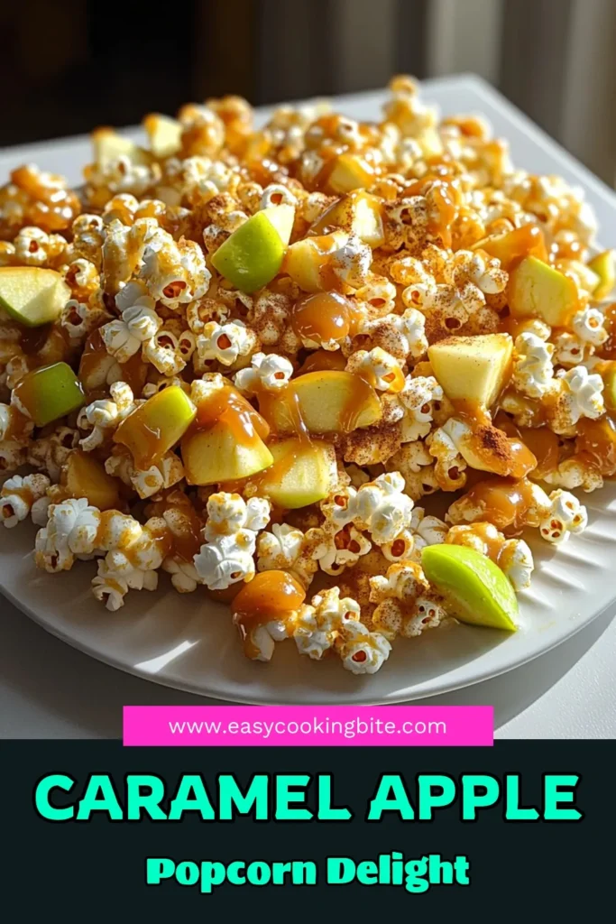 Indulge in the deliciousness of Caramel Apple Popcorn Clusters with this easy recipe! Perfect for parties or as a sweet gift, this treat combines crunchy popcorn, tart apples, and rich caramel for a delightful snack. Just pop your popcorn, mix in the caramel, bake, and enjoy! Click through for step-by-step instructions and tips on presentation. Get ready to impress with this fun treat! #CaramelApplePopcorn #SnackIdeas #FallRecipes #SweetTreats