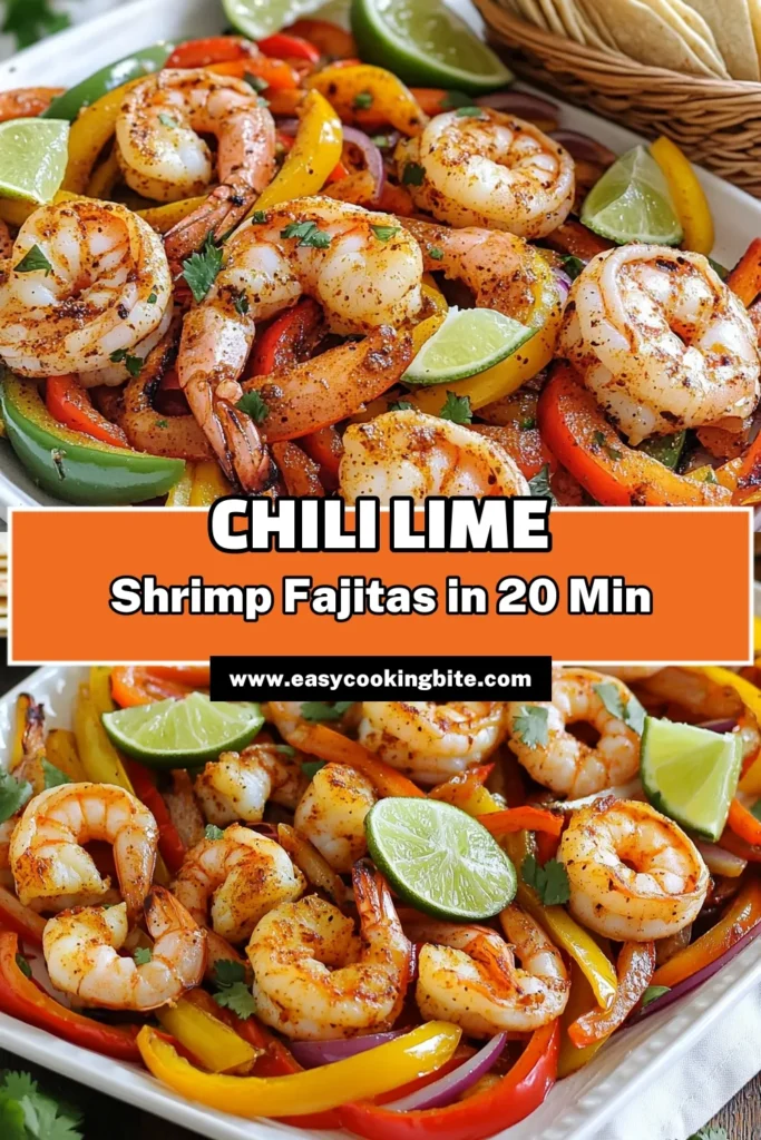 Savor the vibrant flavors of Sheet Pan Chili Lime Shrimp Fajitas for an easy and delicious meal! This recipe combines juicy shrimp and colorful veggies, all coated in a zesty chili lime marinade, then baked for perfect flavor in just 20 minutes. Ready to impress your family? Click to explore the full recipe and bring excitement to your dinner table! #ShrimpFajitas #SheetPanMeals #EasyRecipes #DinnerIdeas