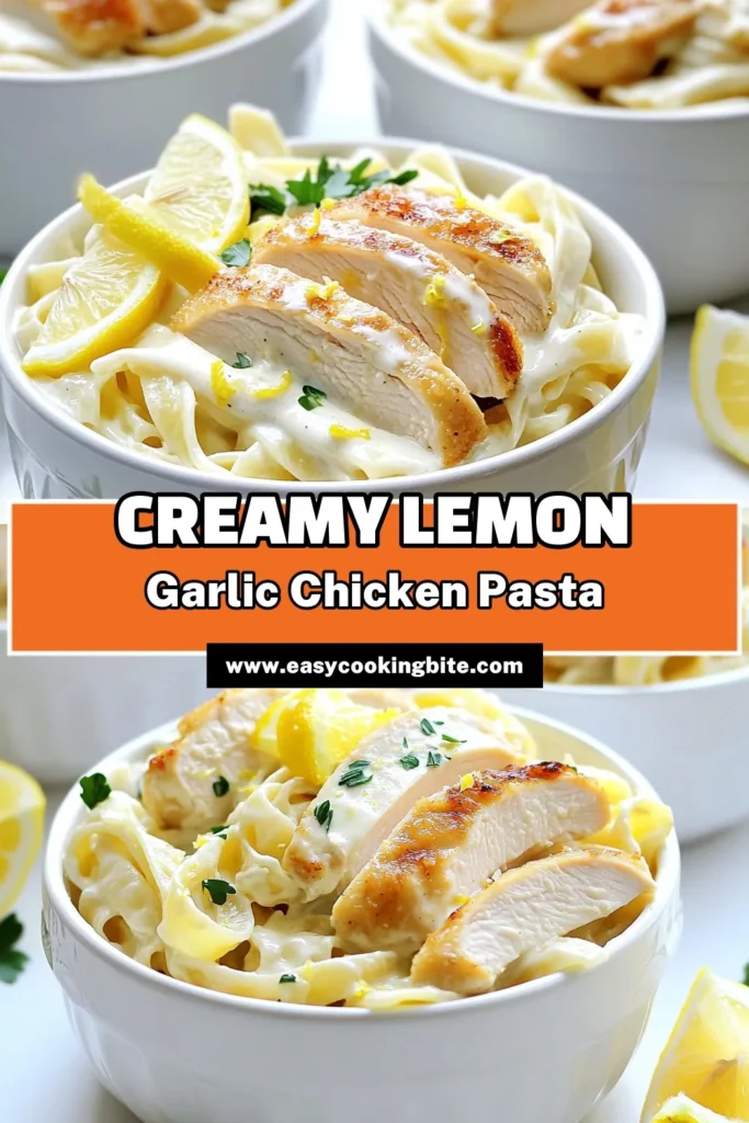 Indulge in this delicious Minute Creamy Lemon Garlic Chicken Pasta that's ready in just 25 minutes! Savor the rich flavors of succulent chicken, zesty lemon, and creamy sauce tossed with perfectly cooked pasta. Perfect for a quick family dinner or entertaining guests, this dish is sure to impress. Click to explore the full recipe and bring this delightful meal to your table tonight! #CreamyPasta #LemonChicken #QuickRecipes #DinnerIdeas