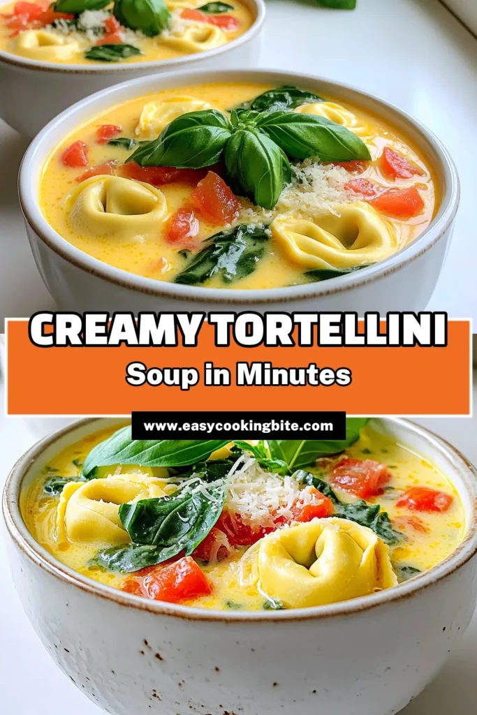 Warm up with a bowl of Creamy Tortellini Soup Delight that’s perfect for cozy nights! This easy slow cooker recipe combines cheese tortellini, fresh spinach, and creamy goodness for a comforting meal. With just a few simple ingredients, you can whip up a delicious soup that the whole family will love. Click through to find the full recipe and enjoy this delightful dish today! #CreamyTortelliniSoup #ComfortFood #SlowCookerRecipes #EasyRecipes