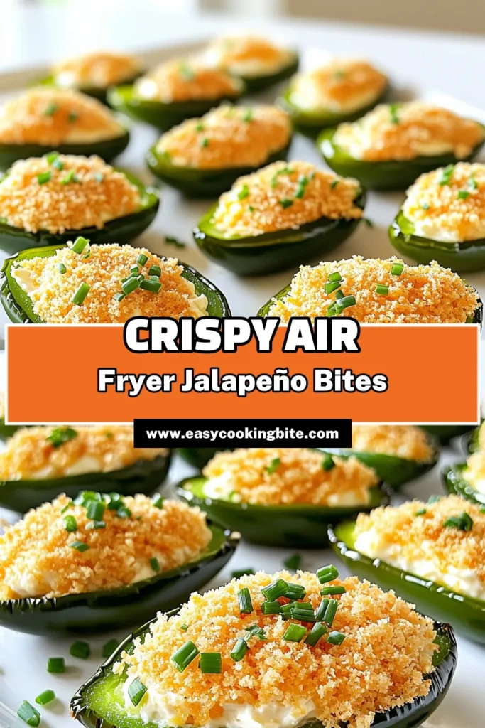 Spice up your appetizer game with these mouthwatering Air Fryer Jalapeño Popper Bites! Made with creamy cheese and crispy breadcrumbs, these poppers are the perfect blend of flavor and crunch. Easy to prepare, they’re great for parties or a cozy night in. Ready in just 25 minutes, they’ll be the hit of your next gathering. Click through for the full recipe and impress your guests! #AirFryerRecipes #JalapenoPoppers #EasyAppetizers #SpicySnacks