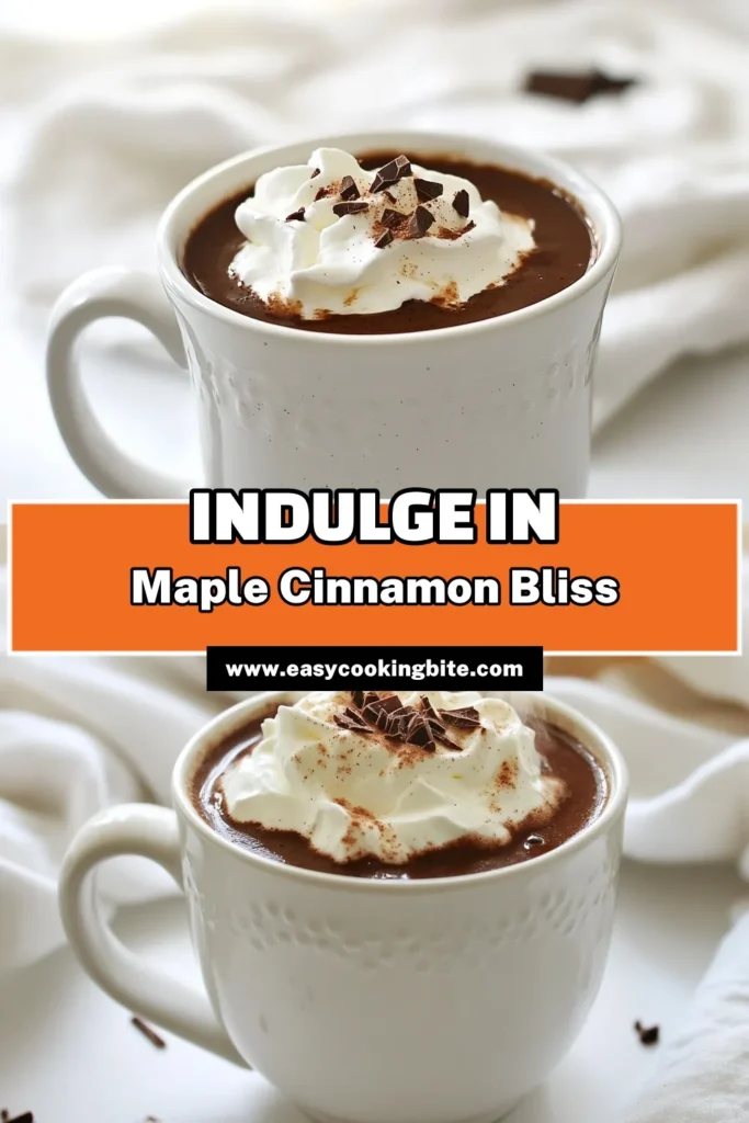 Indulge in the cozy delight of Warm Maple Cinnamon Hot Chocolate with this easy recipe! Perfect for chilly days, this rich drink combines creamy milk, sweet maple syrup, and a hint of cinnamon for a comforting treat. Discover how simple it is to create this delicious hot chocolate at home. Click through to explore the full recipe and enjoy the warmth! #HotChocolate #ChocolateLovers #CozyDrinks #HomemadeTreats