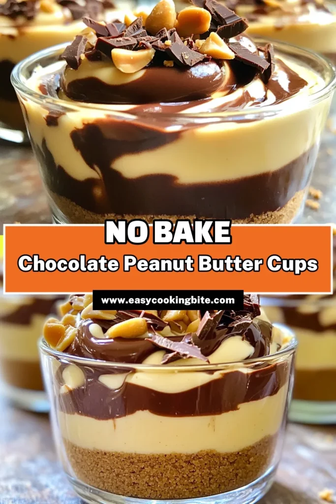 Indulge in these delightful No-Bake Chocolate Peanut Butter Cheesecake Cups that are sure to satisfy your sweet tooth! Made with a creamy peanut butter filling and a crunchy graham cracker base, these easy-to-make treats require just 30 minutes of prep. Perfect for any occasion, they can be enjoyed immediately or chilled for extra flavor. Click through to explore the full recipe and impress your friends with this delicious dessert!