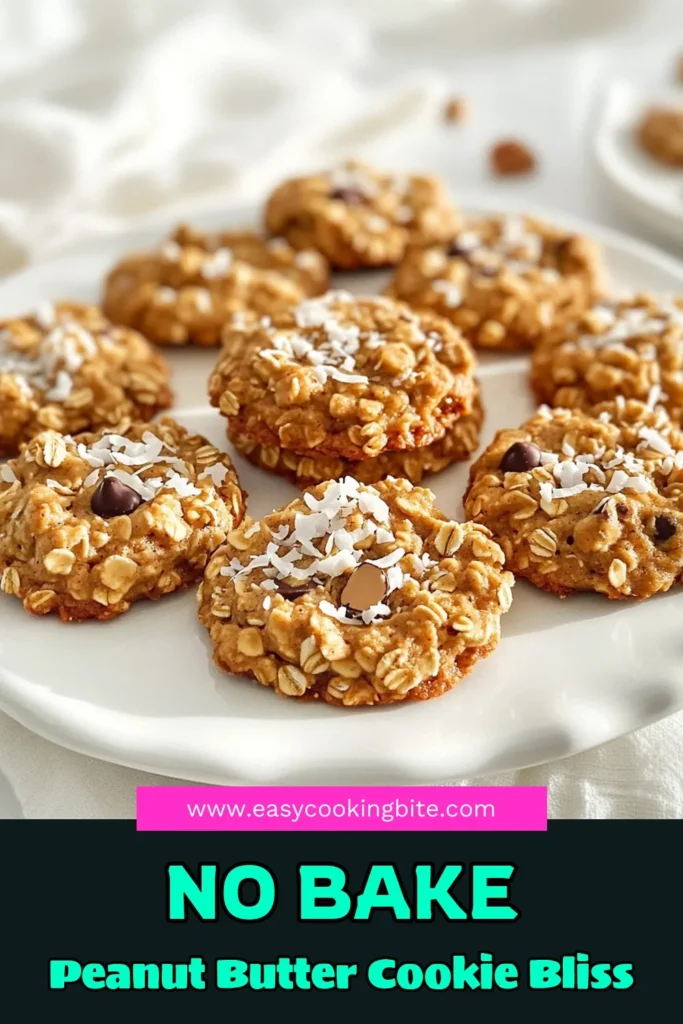 Indulge in these delightful No-Bake Peanut Butter Oatmeal Bliss Cookies that are easy to make and irresistibly tasty! With just a few simple ingredients like peanut butter, rolled oats, and optional chocolate chips, you can whip up a batch in no time. Perfect for a quick snack or a healthy treat, these cookies are a must-try! Click to explore the full recipe and make your own batch today! #NoBakeCookies #PeanutButterDesserts #HealthySnacking #OatmealTreats