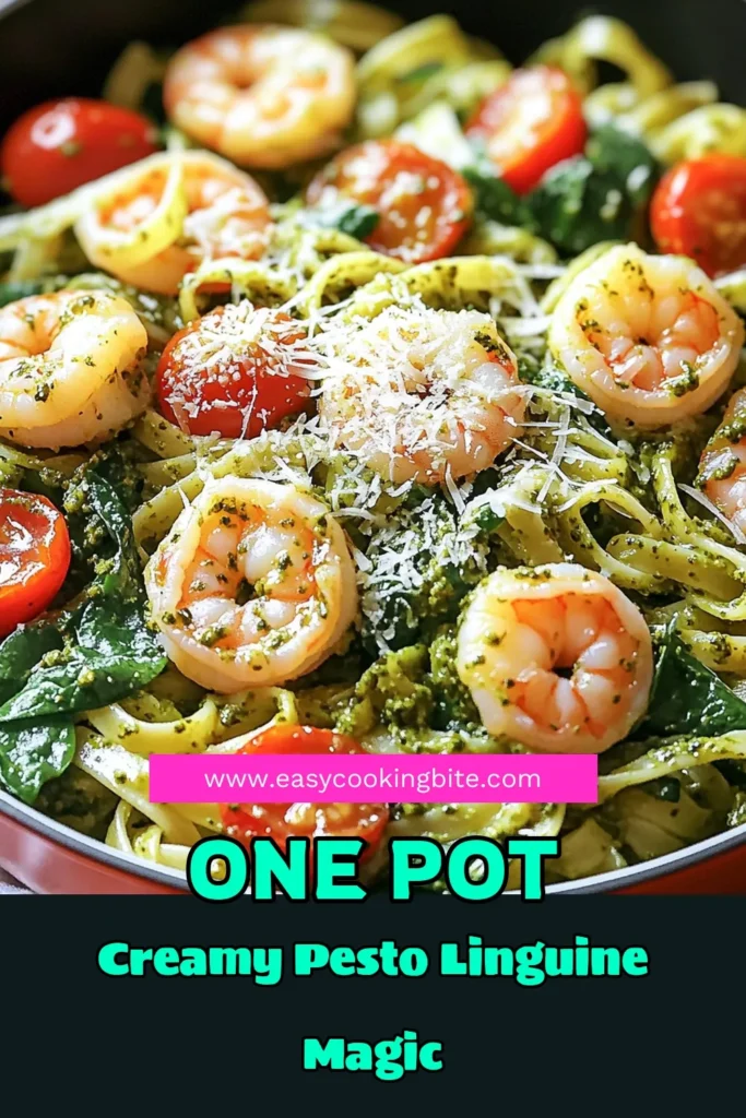 Indulge in the deliciousness of One-Pot Creamy Pesto Shrimp Linguine! This easy and flavorful recipe combines shrimp, linguine, and vibrant veggies all simmered in a creamy pesto sauce. Perfect for a quick weeknight dinner, it takes just 25 minutes from start to finish. Get ready to impress your family and friends with this mouthwatering meal. Click through to explore the full recipe and bring this dish to your table tonight!