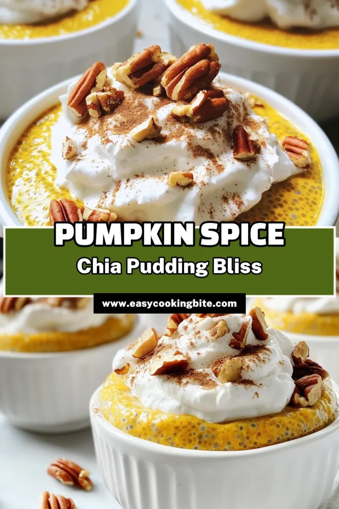 Satisfy your fall cravings with this delicious Pumpkin Spice Chia Pudding! Packed with wholesome ingredients like chia seeds, pumpkin puree, and almond milk, this easy recipe is perfect for breakfast or a light dessert. With just a few simple steps, you’ll create a creamy, spiced delight that’s sure to impress. Click through for the full recipe and topping ideas! #PumpkinSpice #ChiaPudding #HealthyRecipes #FallFlavors
