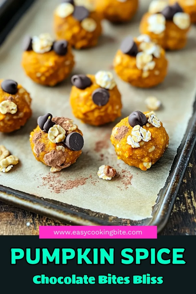 Looking for a delicious and healthy snack? Try these Pumpkin Chocolate Chip Energy Bites! Made with wholesome ingredients like oats, pumpkin puree, and almond butter, they're perfect for a quick pick-me-up anytime. Easy to make and packed with flavor, these bites are sure to become your new favorite treat! Click through for the full recipe and delight in a fun, nutritious snack. #PumpkinRecipes #EnergyBites #HealthySnacks #ChocolateChipCookies
