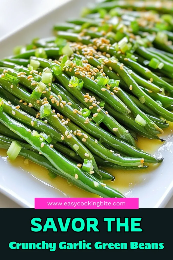 Discover the deliciousness of Sesame Garlic Green Beans with this easy recipe that brings vibrant flavors to your table! These crisp-tender green beans are coated in a savory sesame garlic sauce that's perfect as a side dish or a light main course. Ready in just 20 minutes, this dish is both quick and satisfying. Click through to explore the full recipe and elevate your meal! #SesameGarlicGreenBeans #HealthyRecipes #VeggieDelights #EasyCooking