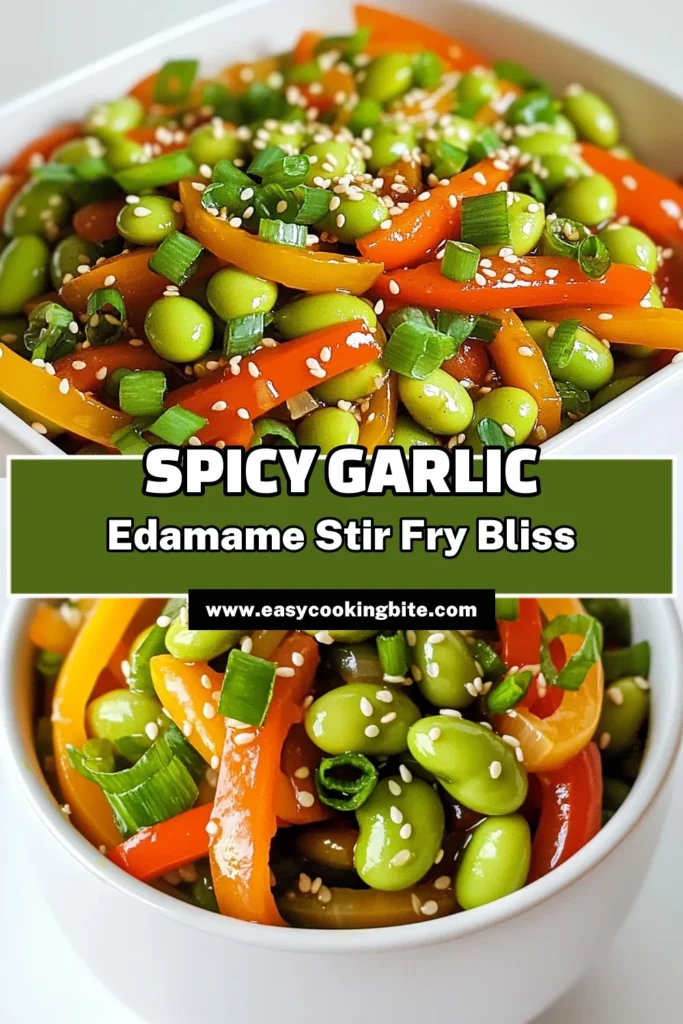 Spice up your dinner with this delicious Spicy Garlic Edamame Stir Fry! Packed with vibrant veggies and a kick of flavor, this quick and easy recipe is perfect for a healthy weeknight meal. In just 20 minutes, you can enjoy a colorful dish that will impress anyone. Click through to explore the full recipe and discover how to make this tasty stir fry tonight! #StirFryRecipes #HealthyEating #QuickMeals #VeggieLovers
