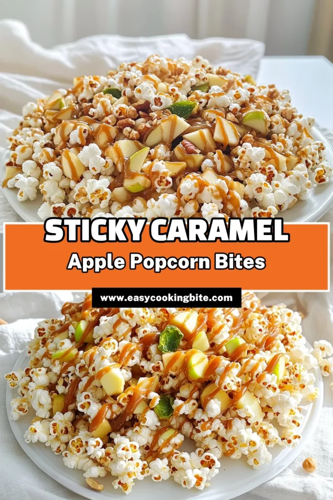 Indulge in the sweet and crunchy delight of Caramel Apple Popcorn Clusters! This mouthwatering recipe combines air-popped popcorn, dried apples, and heavenly caramel for a perfect snack or dessert. Easy to make and deliciously tempting, it's great for parties or cozy nights in. Click through for the full recipe and impress your friends and family with this tasty treat! #CaramelApplePopcorn #PopcornRecipe #SweetSnacks #FallTreats