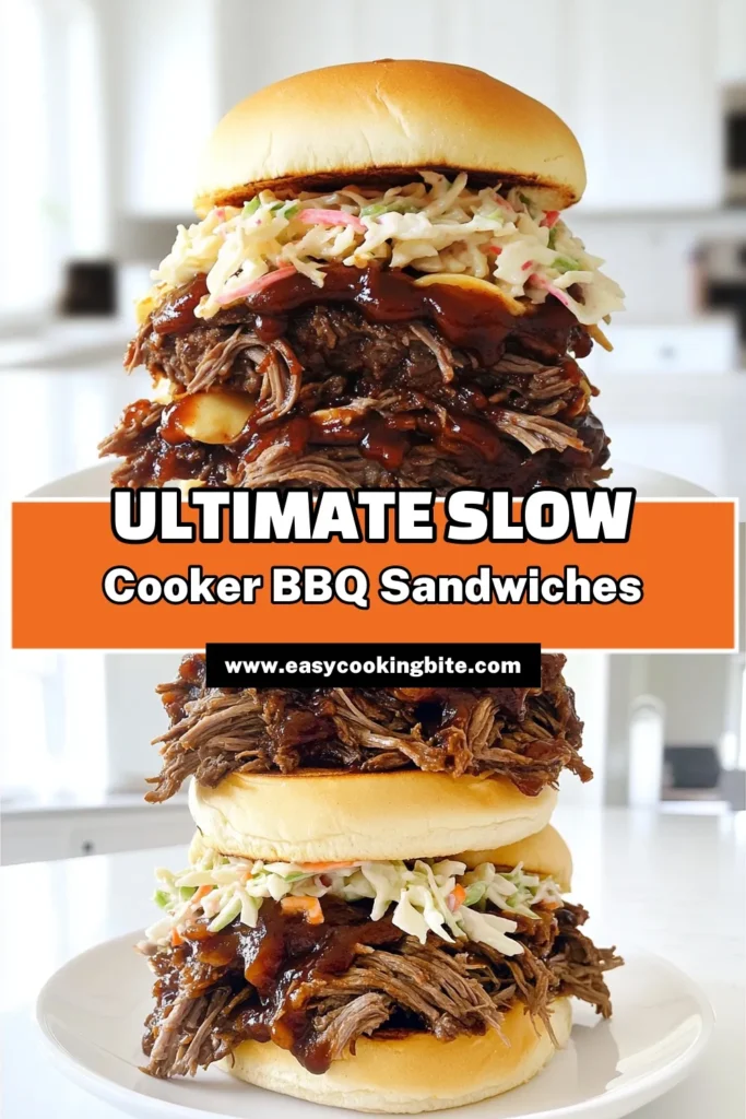 Savor the ultimate BBQ bliss with these Slow Cooker Beef Sandwiches! This simple and delicious recipe combines tender beef chuck, zesty BBQ sauce, and savory spices for a meal that's perfect for any gathering. With just 15 minutes of prep and 8 hours of cooking, you'll have mouthwatering sandwiches ready to impress your guests. Click to explore the full recipe and bring the flavor to your table! #BBQSandwiches #SlowCookerRecipes #BeefRecipes #EasyDinnerIdeas