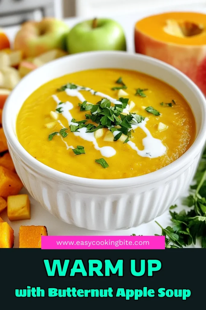 Warm up your day with a delicious bowl of Roasted Butternut Squash Apple Soup! This cozy recipe blends tender butternut squash, sweet apples, and aromatic spices for a comforting meal perfect for fall. It’s easy to make in just under an hour and is sure to impress. Click to explore the full recipe and elevate your soup game today! #ButternutSquashSoup #HealthyRecipes #FallFlavors #SoupSeason