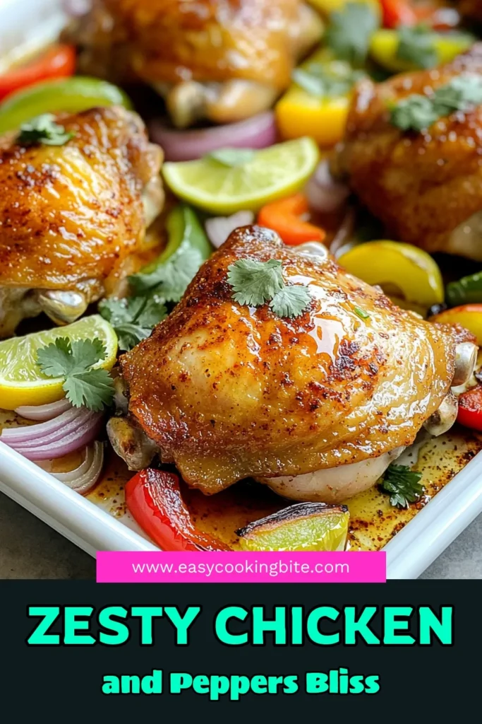 Discover the mouthwatering Zesty Chili Lime Chicken & Peppers Delight that will elevate your dinner game! This easy recipe features juicy chicken thighs marinated in a zesty mix of lime, chili powder, and honey, surrounded by colorful bell peppers. Perfect for busy weeknights, it’s ready in just 50 minutes! Click to explore the full recipe and bring a burst of flavor to your table tonight. #ChiliLimeChicken #SheetPanRecipes #EasyDinnerIdeas #HealthyEating