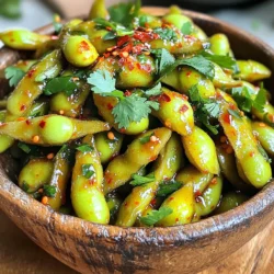 To make the Chili Garlic Edamame Snack, you need the following ingredients: - 2 cups frozen edamame (in pods) - 3 cloves garlic, minced - 2 tablespoons soy sauce - 1 tablespoon sesame oil - 1 teaspoon red pepper flakes (adjust to taste) - 1 tablespoon lime juice - 1 tablespoon fresh cilantro, chopped (for garnish) - Salt to taste When measuring ingredients, accuracy matters. Here’s how to measure: - Edamame: Use a measuring cup. Frozen edamame is often in bags. - Garlic: Mince the garlic cloves finely. Use a knife or a garlic press. - Soy Sauce & Sesame Oil: Use tablespoons for liquid ingredients. Pour carefully. - Red Pepper Flakes: Start with a teaspoon. You can add more later if needed. - Lime Juice: Fresh lime gives the best flavor. Squeeze it and measure. - Cilantro: Chop finely for garnish. A little goes a long way! - Salt: Add to taste. Start with a pinch and adjust as needed. You may wonder if fresh or frozen edamame is better. Here’s what I think: - Frozen Edamame: This is what I use. It’s easy and ready to cook. You can find it in most grocery stores. It is quick to prepare, and it keeps well. - Fresh Edamame: If you find fresh edamame, it can taste sweeter. You will need to cook it longer. Look for bright green pods without blemishes. Using frozen edamame is simple and saves time. Choose what you like best! Start by boiling a pot of water. Use enough water to cover the edamame. Once the water boils, add 2 cups of frozen edamame pods. Cook them for about 4 to 5 minutes. You want them tender but still firm. Drain the edamame and place them in a large mixing bowl. Now, let’s make the sauce. Heat a small skillet over medium heat. Add 1 tablespoon of sesame oil to the skillet. Once the oil is hot, toss in 3 minced garlic cloves. Sauté the garlic for 1 to 2 minutes. Watch closely; you don’t want it to brown. Next, add 2 tablespoons of soy sauce, 1 teaspoon of red pepper flakes, and 1 tablespoon of lime juice. Stir well and cook for another minute. Pour the chili garlic sauce over the cooked edamame. Toss everything together until the edamame are well-coated. Taste and add salt if needed. Finally, transfer the edamame to a serving bowl. Finish with a sprinkle of fresh chopped cilantro. Enjoy your spicy snack! To get the best texture, boil the edamame for 4-5 minutes. Make sure the water is at a rolling boil. This helps the pods cook evenly. After boiling, drain them well. If you leave water, they can become soggy. For extra flavor, you can steam the edamame instead of boiling. Steaming keeps them bright green and tender. It also locks in their natural taste. If you love heat, add more red pepper flakes. Start with the one teaspoon in the recipe. Taste the mixture before adding more. You can also use fresh chili for a different kick. If you prefer less spice, cut back on the flakes. Another option is to add a touch of honey. It balances the heat and adds sweetness. If you want a gluten-free option, try tamari. It has a similar taste and works well in this recipe. Coconut aminos are another great choice. They are slightly sweeter but still add umami. For a soy-free option, use liquid aminos. They give a nice flavor without soy. You can also skip the soy sauce entirely and use more lime juice for zest. {{image_2}} You can change the flavors of your chili garlic edamame easily. For a sweeter touch, add honey or maple syrup. Try swapping lime juice with lemon juice for a different zing. You might also use tamari instead of soy sauce for a deeper flavor. If you enjoy Asian spices, add five-spice powder. This adds warmth and richness. For a Mediterranean flair, sprinkle in some smoked paprika. These tweaks make each bite exciting. Want to make this snack heartier? Add protein! Try tossing in cooked shrimp or grilled chicken. Both pair well with the spicy garlic blend. If you prefer plant-based proteins, add tofu cubes. You can pan-fry or bake the tofu for a crispy texture. Also, consider adding chickpeas for a hearty option. They soak up flavors well, giving you a tasty and filling snack. Keeping it vegan? Great choice! The recipe is already vegan-friendly. Just ensure you use gluten-free soy sauce or tamari. This way, you keep all the flavor without gluten. If you want extra crunch, add roasted nuts like peanuts or cashews. They add a nice bite and work well with the spice. You can also serve the edamame in lettuce wraps for a fun twist. Enjoy exploring these variations to make the snack your own! After enjoying your spicy chili garlic edamame, store any leftovers in an airtight container. Place them in the fridge. They stay fresh for up to three days. Make sure to let them cool before sealing. This helps keep them crunchy. If you want to save some for later, freezing is a great option. Spread the edamame in a single layer on a baking sheet. Freeze them for about one hour. Once frozen, transfer them to a freezer bag. They can last for up to three months. This way, you can enjoy the snack anytime! To reheat, take the frozen edamame and boil them in water for about 3-4 minutes. If they are in the fridge, you can sauté them in a pan. Add a little sesame oil for extra flavor. Heat them just until warm. This keeps the spice and taste just right! Yes, you can use fresh edamame. Fresh edamame cooks faster than frozen. You will need to boil fresh edamame for about 3-4 minutes. This small change keeps the flavor bright and fresh. Just make sure to check for tenderness. To add more heat, increase the red pepper flakes. You can also add fresh chopped chili peppers. Try using a dash of hot sauce for a different kick. Adjust the spice to fit your taste. Start small, then add more as you go. This way, you can find your perfect heat level. You can find chili garlic edamame snacks at many grocery stores. Look in the frozen food section. Some health food stores also carry them. If you want convenience, check online retailers. They often have a wide range of products. You learned about ingredients, preparation, and tasty variations for chili garlic edamame. We discussed fresh versus frozen, spice adjustments, and easy storage tips. I encourage you to try different flavors and protein options to make this snack your own. Remember, simple tweaks can enhance your dish greatly. Enjoy experimenting with your edamame. It’s a great way to enjoy healthy snacks!