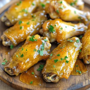 - 2 pounds chicken wings - 1/4 cup honey - 1/4 cup Dijon mustard - 2 tablespoons low-sodium soy sauce - 1 tablespoon apple cider vinegar - 1 teaspoon garlic powder - 1 teaspoon onion powder - 1/2 teaspoon paprika - Salt and pepper to taste - Fresh parsley, chopped I love how simple and tasty these Air Fryer Honey Mustard Chicken Wings are. First, you need the chicken wings. I use 2 pounds. Rinse them well and dry them with a paper towel. This step helps the wings get crispy. Next, let’s talk about the honey and Dijon mustard. I use 1/4 cup of each. The honey gives sweetness, while the mustard adds a nice kick. Then, we add other flavors. I mix in 2 tablespoons of low-sodium soy sauce. It adds depth without too much salt. One tablespoon of apple cider vinegar gives it a little tang. Now, we need some spices. I like to add 1 teaspoon each of garlic powder and onion powder. These spices boost the flavor. A little paprika adds color and warmth. Don’t forget salt and pepper to taste! To finish, I chop fresh parsley for a bright garnish. It makes the dish look pretty and adds freshness. These ingredients combine to make a delicious marinade. Trust me, once you try these wings, you’ll want to make them again and again! To make the marinade, grab a mixing bowl. Add 1/4 cup of honey and 1/4 cup of Dijon mustard. Then, pour in 2 tablespoons of low-sodium soy sauce and 1 tablespoon of apple cider vinegar. Lastly, sprinkle in 1 teaspoon of garlic powder, 1 teaspoon of onion powder, and 1/2 teaspoon of paprika. Mix everything well until it's smooth and combined. Take 2 pounds of chicken wings, rinsed and patted dry. Place the wings in a large resealable plastic bag or a bowl. Pour the honey mustard marinade over the wings. Make sure each wing is coated well. Seal the bag or cover the bowl. Let the wings marinate in the fridge for at least 30 minutes. You can marinate them for up to 2 hours for more flavor. Preheat your air fryer to 375°F (190°C) for about 5 minutes. Take the wings out of the marinade and shake off any extra sauce. Place the wings in the air fryer basket in a single layer. Do not overcrowd them; you may need to work in batches. Air fry the wings for 25-30 minutes. Shake the basket halfway through to ensure even cooking. Check that they are crispy and golden brown before serving. The best temperature for crispy wings is 375°F (190°C). This heat cooks the wings evenly. It gives you a nice, crunchy outside while keeping the meat juicy. Preheat your air fryer for about five minutes. This step helps create that perfect crisp. For the best taste, marinate your wings for at least 30 minutes. If you have time, try marinating them for up to 2 hours. This longer soak allows the flavors to soak in deeply. The honey and mustard blend will seep into the meat, making every bite delicious. These wings pair well with various sides. You can serve them with fresh veggies or a simple salad. For dipping sauces, consider ranch or blue cheese. They complement the honey mustard flavor nicely. You can also drizzle extra honey mustard sauce over the wings for added taste. {{image_2}} You can add heat to your wings with hot sauce. Start by mixing in your favorite hot sauce into the marinade. A tablespoon of hot sauce boosts flavor without overpowering the honey mustard. This gives wings a sweet, spicy kick. You can adjust the heat level based on your taste. If you love spice, go for a hot sauce with more heat. For a milder option, choose a sauce with less kick. Fresh herbs can make your wings even better. Try adding chopped rosemary, thyme, or parsley to the marinade. These herbs bring bright flavors that pair well with honey mustard. Use about one tablespoon of fresh herbs. If you want a stronger flavor, use more. You can also mix and match herbs to find your favorite combo. If you need a gluten-free option, don’t worry! You can replace soy sauce with tamari. Tamari is a great substitute that tastes similar. It works well in the marinade, too. Just use the same amount as soy sauce. You can enjoy tasty wings without gluten. To keep your wings fresh, place them in a container. Use an airtight container for best results. You can keep them in the fridge for up to four days. Make sure they cool down before storing. This helps prevent sogginess. Reheat your wings in the air fryer for crispiness. Set the air fryer to 350°F (175°C). Heat them for about 5-7 minutes, shaking halfway. This keeps the skin crunchy. You can also use an oven. Bake them at 375°F (190°C) for 10-15 minutes. To freeze, place cooled wings in a freezer bag. Remove as much air as you can before sealing. They can last in the freezer for up to three months. When you're ready to eat, thaw them in the fridge overnight. Reheat as mentioned above for the best taste. Yes, you can use frozen chicken wings. Here are some tips for cooking them from frozen: - Increase cook time: Add about 5-10 minutes to the cooking time. - Don’t overcrowd: Make sure the wings are in a single layer. - Preheat first: Always preheat your air fryer before adding the wings. - Check for doneness: Use a meat thermometer. The wings should reach 165°F (74°C) internally. To make your wings extra crispy, follow these techniques: - Dry the wings: Pat them dry with paper towels before marinating. - Use baking powder: Toss the wings in a little baking powder before cooking. - Spread them out: Ensure the wings do not touch in the air fryer. - Shake mid-cook: Shake the basket halfway through to promote even cooking. Several dipping sauces complement honey mustard wings: - Blue cheese dressing: Its rich flavor balances the sweetness. - Ranch dressing: A classic choice that many love. - Hot sauce: Adds a spicy kick to the sweet wings. - BBQ sauce: Offers a smoky taste that pairs nicely. This blog post covered a simple method for making honey mustard chicken wings. You learned about the key ingredients and how to marinate them for maximum taste. We discussed cooking in an air fryer for crispy results and shared tips for flavor and storage. When you try these wings, remember you can customize them. Make them spicy or use fresh herbs. Enjoy your tasty creation and share it with friends! Simple recipes can bring joy to any meal.