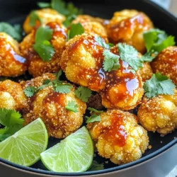 - Cauliflower florets - All-purpose flour - Almond milk or milk of your choice To make these delicious wings, you need fresh cauliflower. Choose a medium head and cut it into bite-sized florets. The all-purpose flour helps create a crispy coat. Use almond milk or any milk you prefer to make a smooth batter that sticks well to the cauliflower. - Garlic powder - Onion powder - Smoked paprika These seasonings add great flavor. Garlic powder gives a nice kick, while onion powder adds depth. Smoked paprika brings a subtle smokiness, making every bite tasty. - Sweet chili sauce - Soy sauce - Sesame oil - Fresh cilantro and lime wedges for garnish The sauce is what makes these wings shine. Sweet chili sauce adds sweetness and spice. Soy sauce brings umami, while sesame oil adds a nutty flavor. To finish, fresh cilantro and lime wedges add brightness. Enjoy garnishing your wings for a lovely presentation! To start, take a large bowl and combine the flour, garlic powder, onion powder, smoked paprika, salt, and pepper. Mix them well to blend the flavors. Next, gradually whisk in the almond milk. Keep whisking until you get a smooth batter. This batter is key for a tasty coating. Now, it's time to coat the cauliflower. Dip each floret into the batter. Make sure it gets fully covered. Then, take the coated florets and roll them in the panko breadcrumbs. This step adds crunch and texture. Ensure each piece is evenly coated for the best outcome. Preheat your air fryer to 375°F (190°C). This usually takes about 5 minutes. Once preheated, lightly spray the air fryer basket with cooking spray. Place the breaded cauliflower wings in a single layer. Avoid overcrowding to ensure even cooking. Air fry them for 10-12 minutes. Halfway through, shake the basket to ensure they crisp up all around. For the crispiest wings, keep an eye on them as they cook. To get the best texture, balance the flour and panko. Use equal parts flour and panko for a crunchy coating. If you want extra crunch, you can add a bit more panko. This helps create a nice crust. To prevent sogginess, avoid overcrowding the air fryer. Space the cauliflower wings apart, so they cook evenly. Want to amp up the flavor? Try adding a pinch of cayenne pepper or smoked paprika to the batter. You can also sprinkle some nutritional yeast for a cheesy twist. For dipping sauces, sweet chili sauce works great. You might also enjoy ranch or a spicy sriracha mayo for a kick. These wings shine when served hot. Pair them with fresh lime wedges for a zesty touch. Chopped cilantro adds freshness, too. For drinks, a crisp sparkling water or a light beer complements the flavors well. This makes for a fun snack or a great side for your main dish. {{image_2}} For a vegetarian or vegan twist, you can swap the all-purpose flour. Use chickpea flour or almond flour instead. These options offer great flavor and texture. For the milk, almond milk works well, but you can also use oat milk or soy milk. Both are creamy and add a nice taste. When it comes to sauces, try using a homemade vegan sweet chili sauce. Combine maple syrup with chili paste for a tasty alternative. You can also use coconut aminos instead of soy sauce for a soy-free option. Want to turn up the heat? Add hot sauce to your batter for spicy wings. Mix in some cayenne pepper or chili powder for an extra kick. You can also try a buffalo sauce to make them even spicier. For those who prefer sweet flavors, consider using different syrups. Maple syrup or agave nectar mixed with chili sauce can create a sweet and tangy taste. This gives your wings a unique twist that everyone will love. If you want to try other veggies, broccoli works well. Cut it into bite-sized pieces and follow the same steps as for cauliflower. You can also use Brussels sprouts or zucchini. When cooking these veggies, make sure to adjust the time. Zucchini cooks faster, so check for doneness after 8 minutes. For Brussels sprouts, you may want to cut them in half to ensure they cook evenly. This way, you can enjoy a variety of veggie wings! After enjoying these tasty wings, let them cool down. Use airtight storage containers to keep them fresh. If you plan to eat them soon, store them in the fridge. They last about 3-5 days there. For longer storage, freeze the wings in a freezer-safe bag. They will stay good for about 2-3 months in the freezer. To keep your wings crispy, use the air fryer again. Preheat it to 350°F (175°C). Place the wings in a single layer and heat them for about 5-7 minutes. This keeps them crunchy. You can also use an oven set to 375°F (190°C) for similar results. Cover them loosely with foil to avoid burning. These wings are perfect for meal prep. You can make them ahead for busy weeknights. Cook a big batch and store them in portions. They work great for lunches or snacks. Pair them with a side salad or some fresh veggies for a full meal. Yes, you can! To make these wings gluten-free, use gluten-free flour instead of all-purpose flour. There are great options like almond flour or rice flour. For the panko, look for gluten-free panko breadcrumbs. They work well and give a nice crunch. If you want more heat, add cayenne pepper or red pepper flakes to the batter. You can also mix some hot sauce into the sweet chili sauce before tossing the wings. This will give your wings that extra kick! Yes, you can use frozen cauliflower. Just remember to thaw it first. Pat it dry to remove extra moisture. This helps the batter stick better. Cooking time may need to be a little longer. Check until they are crispy and golden brown. You now have all the tools to make delicious cauliflower wings. From the main ingredients to storage tips, you can try this recipe with confidence. Remember to experiment with flavors and textures to find what you love best. And don’t forget, you can make these wings to fit your diet, whether vegetarian or vegan. Enjoy your flavorful snack, and share it with friends. It’s a great way to introduce healthy meals while having fun in the kitchen!