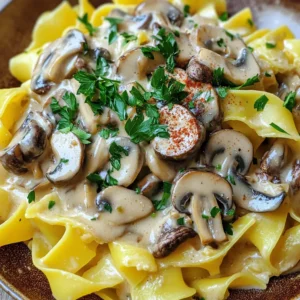 - 12 oz egg noodles - 1 lb assorted mushrooms (cremini, shiitake, button), sliced - 1 medium onion, finely chopped - 3 cloves garlic, minced - 1 cup vegetable broth - 1 cup sour cream - 2 tablespoons soy sauce (or tamari for gluten-free) - 1 teaspoon dried thyme - 1 teaspoon smoked paprika - Salt and pepper to taste - 2 tablespoons olive oil - Fresh parsley, chopped (for garnish) When preparing Mushroom Stroganoff, these ingredients create a rich and creamy dish. The egg noodles serve as a perfect base, soaking up all the savory flavors. The assorted mushrooms add depth, with their unique tastes and textures. I love using cremini, shiitake, and button mushrooms together. The onion and garlic contribute a wonderful aroma and flavor. Sautéing them first brings out their sweetness. The vegetable broth forms the heart of the sauce, giving it a warm base. Sour cream adds creaminess and tang, making the dish richer. Soy sauce or tamari adds umami and depth. The dried thyme and smoked paprika enhance the dish with earthy notes. Salt and pepper round out the flavor, while olive oil helps in cooking. Finally, fresh parsley brightens the dish when sprinkled on top. This dish is simple yet full of flavor. It’s perfect for a cozy dinner. Enjoy the warmth and comfort of this Mushroom Stroganoff with egg noodles! Grease the inside of your slow cooker with olive oil. This helps prevent sticking. You will need a slow cooker, a skillet, and a spatula for this recipe. Start by heating olive oil in a skillet over medium heat. Add the chopped onion and cook until it turns clear, about 3 to 4 minutes. Then, mix in the minced garlic for 1 more minute. This step makes your kitchen smell great and builds flavor. Now, add the sliced mushrooms to the skillet. Cook them for about 5 to 7 minutes. They will release moisture and become soft. Lightly sprinkle salt and pepper over them to enhance their taste. Once cooked, transfer this mix to the slow cooker. Cover the slow cooker. Cook on low for 4 hours or on high for 2 hours. You know it’s ready when the mushrooms are soft and the flavors blend well. Cook the egg noodles about 15 minutes before serving. Follow the package instructions for best results. Drain the noodles and set them aside. When the mushroom mix is done, stir in the sour cream until it's smooth. Adjust the flavor with more salt or pepper if needed. Finally, add the cooked egg noodles to the slow cooker. Toss gently to coat the noodles with the creamy sauce. Let it sit on low heat for 5 more minutes to warm up. To make your Mushroom Stroganoff even tastier, consider adding more spices. You can try: - A pinch of cayenne pepper for heat. - Fresh thyme instead of dried for a stronger flavor. - A splash of Worcestershire sauce for depth. To achieve that rich creaminess, make sure to stir in the sour cream slowly. This helps it blend smoothly. You can also mix in a bit of cream cheese if you like an extra creamy texture. Sautéing your onions and garlic first really boosts the flavor. This step adds sweetness and depth. It only takes a few minutes but makes a big difference. For even cooking, cut your mushrooms into similar sizes. This helps them cook at the same rate. Stir the ingredients well in the slow cooker to mix the flavors. When serving your Mushroom Stroganoff, use shallow bowls. This lets the creamy sauce shine. You can also pair it with a side salad for freshness. For garnishing, sprinkle fresh parsley on top. This adds a nice pop of color and a hint of freshness. You can also add a dash of smoked paprika on top for a decorative touch. {{image_2}} You can make this dish fit your needs. For gluten-free options, swap the egg noodles with gluten-free pasta. Many brands offer great alternatives. You could also use zucchini noodles for a low-carb choice. If you want to switch up the veggies, try adding bell peppers, spinach, or carrots. Each adds its own flavor and texture. Just chop them up and toss them in with the mushrooms. If you’re looking for protein, consider using meat alternatives like tempeh or tofu. These mimic the texture of meat and soak up the sauce well. You could also use cooked chicken or beef if you prefer. Just make sure to add these towards the end of cooking. This keeps them tender and juicy. To make this stroganoff vegan, replace sour cream with cashew cream or coconut yogurt. These options provide creaminess without dairy. For broth, swap vegetable broth for water or a vegan stock. Adjust your seasonings to include nutritional yeast for a cheesy flavor. This keeps the taste rich and satisfying without animal products. Store your Mushroom Stroganoff in an airtight container. This keeps it fresh and tasty. You can put it in the fridge right after it cools down. This dish will last about 3 to 4 days in the fridge. You can freeze this dish if you want to keep it longer. Use a freezer-safe container or a zip-top bag. Make sure to remove as much air as possible before sealing. The stroganoff can last up to 3 months in the freezer. When you’re ready to eat, thaw it in the fridge overnight. To reheat, I suggest using the stovetop for the best results. Just add a bit of water or broth to keep it moist. Heat it on medium-low until warm. If you use the microwave, place it in a safe dish. Cover it loosely and heat in short bursts, stirring in between. This helps it heat evenly. Can I use other types of pasta? Yes, you can use other types of pasta. Bowtie or penne works well too. Just cook them according to the package directions. Keep in mind that cooking times may vary. Can this recipe be made without a slow cooker? Absolutely! You can make this dish on the stovetop. Just sauté the ingredients in a large pot. Then simmer until everything is cooked through. Is it gluten-free? This recipe is not gluten-free as written. To make it gluten-free, use gluten-free egg noodles. You can also substitute soy sauce with tamari, which is gluten-free. Can I make it dairy-free? Yes! Use a dairy-free sour cream alternative. There are many good options made from coconut or cashews that work great. What pairs well with Mushroom Stroganoff? Mushroom Stroganoff pairs well with a fresh salad. Try a simple green salad with a light vinaigrette. You can also serve it with steamed broccoli or garlic bread. Recommended sides or salads to serve Some good sides include roasted vegetables or a hearty bread. A side of sautéed spinach adds more color and nutrients. You can also try a light cucumber salad for some crunch. We explored a tasty mushroom stroganoff recipe. You learned about crucial ingredients like egg noodles and mushrooms. I shared easy steps for preparation and cooking methods. Tips for enhancing flavor and serving ideas were covered. Variations for different diets were discussed, plus how to store leftovers. Enjoy making this dish your own. Whether you follow the recipe or tweak it, it’s sure to be a hit. Happy cooking!