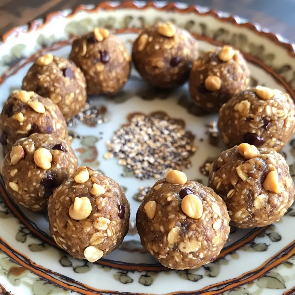 To make Peanut Butter Protein Balls, gather your ingredients first. Here’s what you need: - 1 cup rolled oats - 1/2 cup peanut butter or almond butter - 1/3 cup honey or maple syrup - 1/2 cup vanilla protein powder - 1/4 cup ground flaxseed - 1/4 cup mini chocolate chips (optional) - 1/2 teaspoon cinnamon - A pinch of salt These ingredients bring together great taste and healthy energy. Rolled oats give you fiber. Peanut butter adds protein and healthy fat. Honey or maple syrup offers natural sweetness. Vanilla protein powder boosts the protein level even more. Ground flaxseed contributes omega-3 fatty acids. Mini chocolate chips add a fun touch, if you like. Cinnamon brings warmth and flavor, while salt enhances everything. When you mix these ingredients, you create a nutritious snack. Each bite helps keep you full and energized. Enjoy making these while feeling good about what you eat! To start, gather your ingredients. In a large mixing bowl, combine: - 1 cup rolled oats - 1/2 cup peanut butter (or almond butter) - 1/3 cup honey (or maple syrup) - 1/2 cup vanilla protein powder Stir these ingredients well. You want to mix until they form a thick paste. This base is full of energy and flavor. Now, it's time to add some fun flavors. Incorporate: - 1/4 cup ground flaxseed - 1/4 cup mini chocolate chips (optional) - 1/2 teaspoon cinnamon - A pinch of salt Mix everything together until all ingredients are evenly blended. The chocolate chips add sweetness, while the flaxseed boosts nutrition. Next, take a tablespoon of your mixture and roll it into a ball. If your hands get sticky, dampen them slightly with water. Place each ball onto a baking sheet lined with parchment paper. Once all the mixture is rolled into balls, refrigerate them for at least 30 minutes. This helps them firm up and makes them easier to eat. Enjoy your tasty and healthy snack! To get the right texture for your protein balls, you can adjust the mixture. If it's too dry, add a little honey or more peanut butter. If it feels too wet, add more oats or protein powder. This helps you find the perfect balance. When handling the sticky mixture, dampen your hands with water. This simple trick makes rolling the balls easier. You won’t end up with a sticky mess on your hands. For serving, choose a nice decorative plate. Arrange the protein balls in a circle for a fun look. You can also sprinkle extra chocolate chips or nuts around them. This adds color and makes the dish more appealing. If you want to garnish, consider drizzling some melted chocolate over the top. This gives an extra touch and looks great for guests. To spice things up, try adding a dash of nutmeg or vanilla extract. These can boost the flavor without much work. You can also mix in coconut flakes for a tropical twist that pairs well with peanut butter. Consider adding dried fruits like cranberries or raisins for sweetness. These extra ingredients give more taste and nutrition to your protein balls. They make each bite even more enjoyable. {{image_2}} You can switch peanut butter for almond butter or cashew butter. Each nut butter adds a unique taste. Almond butter gives a rich, nutty flavor, while cashew butter is creamier and sweeter. Feel free to experiment and find your favorite! If you want to change up the sweetness, try agave syrup or date syrup instead of honey. Agave has a mild flavor, while date syrup adds a caramel-like taste. Both options keep the protein balls sticky and sweet. Adding dried fruits like cranberries or apricots boosts flavor and nutrition. You can also mix in seeds like chia or sunflower seeds. These add crunch and extra health benefits. Customize your protein balls to fit your tastes! Store your peanut butter protein balls in an airtight container. This keeps them fresh. You can use glass or plastic containers. Make sure the lid seals tightly. Keep them in the fridge for the best taste. They will stay good for up to one week. To freeze these protein balls, place them in a single layer on a baking sheet. Freeze them for about an hour. Once firm, move them into a freezer-safe bag. Make sure to remove as much air as possible. This helps them last longer. When you want to eat one, simply take it out and let it thaw for about 15 minutes at room temperature. You can also microwave them for 10-15 seconds. These protein balls last for about one week in the fridge. If you freeze them, they can last for about three months. Just remember to check for any changes in smell or texture before eating. Always trust your senses! Each peanut butter protein ball has about 100-120 calories. The exact number can change based on your choices. Here’s a quick breakdown of the nutrition per serving: - Rolled oats: 30 calories - Peanut butter: 50 calories - Honey: 20 calories - Protein powder: 25 calories - Flaxseed: 15 calories - Chocolate chips (if added): 20 calories This makes these protein balls a great snack that fills you up without too many calories. Yes, you can make these protein balls vegan! Here are some simple swaps: - Use almond butter or any nut butter instead of peanut butter. - Swap honey with maple syrup or agave nectar. Both are perfect for sweetness. - Choose a plant-based protein powder to keep it vegan-friendly. These changes keep the taste great while ensuring they fit a vegan diet. You can easily change the flavor of your protein balls. Here are some fun ideas: - Add spices like nutmeg or vanilla extract for extra taste. - Mix in dried fruits, like cranberries or apricots, for a chewy texture. - Try different nut butters, like cashew or sunflower seed butter, for a unique twist. - Toss in a scoop of cocoa powder if you love chocolate. These options let you make each batch special and fun! This blog post covered how to make protein balls using simple ingredients. You learned about the main components and how to mix them into a tasty snack. I shared tips for the right texture and tasty variations. Proper storage is key for freshness. With these easy recipes and suggestions, you'll enjoy delicious, healthy snacks anytime. Try different flavors and stay creative. These protein balls not only help your diet but also satisfy your cravings. Enjoy making your own healthy treats!