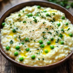 To make the best creamy Parmesan risotto, gather these key items: - 1 cup Arborio rice - 4 cups vegetable broth - 1 medium onion, finely chopped - 2 cloves garlic, minced - 1 cup frozen peas - 1 cup grated Parmesan cheese - 2 tablespoons olive oil - 1 tablespoon butter - Salt and pepper to taste - Fresh parsley, chopped for garnish These ingredients work together to create a rich and creamy dish. Arborio rice is special because it absorbs broth well and gives risotto its creamy texture. You can make this dish your own by adding some extras. Consider these options: - Sliced mushrooms for earthiness - Cooked chicken or shrimp for protein - Lemon zest for a bright flavor - Spinach or asparagus for color and nutrients Feel free to mix and match. Each addition brings a new twist to the classic risotto. Having the right tools makes cooking easier. Here’s what you need: - A large pot or Dutch oven - A wooden spoon for stirring - A cutting board and knife - Measuring cups for accuracy - Serving bowls for presentation These tools will help you create a smooth and tasty risotto. Enjoy the process and have fun in the kitchen! Start by gathering your ingredients. You will need Arborio rice, vegetable broth, onion, garlic, peas, Parmesan cheese, olive oil, butter, salt, and pepper. In a large pot or Dutch oven, heat the olive oil and butter over medium heat. Wait for it to melt completely. Add the finely chopped onion and sauté it for about 3-4 minutes. You want the onion to turn translucent. Next, stir in the minced garlic. Cook it for 1 minute, being careful not to burn it. Now, add the Arborio rice to the pot. Stir well to coat the grains with oil. Toast the rice for about 2 minutes, letting it soak in the flavor. Gradually add 1 cup of vegetable broth to the rice. Stir continuously until the liquid is almost fully absorbed. Keep adding broth, one cup at a time. Stir after each addition, waiting for the rice to absorb the liquid. This process takes about 18-20 minutes. The rice should be creamy and tender yet still hold a slight bite. Once your rice is just right, stir in the frozen peas. Cook for an additional 2 minutes until they are heated through. Remove the pot from heat and fold in the grated Parmesan cheese. This will add a rich, creamy flavor to your dish. Season with salt and pepper to taste. Let the risotto sit for 2-3 minutes to thicken. This step is key for a perfect texture. Serve the risotto in shallow bowls. Top with extra Parmesan cheese and chopped parsley for a nice touch. A drizzle of olive oil adds great flavor! To get that creamy texture, use Arborio rice. This rice has more starch. The starch makes the risotto smooth and rich. Remember to add broth slowly. This lets the rice soak up the liquid well. Stir often while cooking. This keeps the rice from sticking and helps it release more starch. Don’t rush the cooking process. If you add all the broth at once, the rice won’t cook right. Avoid using low-quality broth. A good broth adds flavor. Make sure to taste your risotto as it cooks. This way, you can adjust the salt and pepper. Lastly, don’t skip the cheese. It’s key for that rich taste. Stirring is very important. Use a wooden spoon or a spatula. These tools help you scrape the bottom of the pot. This keeps the rice from burning. When adding broth, pour in one cup at a time. Stir until the liquid is almost gone before adding more. This method gives the risotto its signature creamy texture. {{image_2}} You can boost the flavor and nutrition of your risotto by adding protein. Chicken or shrimp work well. For chicken, use cooked, diced pieces. Stir them in when you add the peas. For shrimp, add them during the last few minutes of cooking. They cook quickly and add a nice touch. Both options make your meal heartier and more filling. You can also customize your risotto with different veggies. Mushrooms add a rich, earthy flavor. Sauté sliced mushrooms with the onion for a great taste. Asparagus brings a fresh crunch. Chop it into small pieces and add it in when you add the peas. These veggies not only add flavor but also color and nutrition. If you need gluten-free or dairy-free options, I have you covered. Simply use gluten-free vegetable broth to keep it safe. For the cheese, try nutritional yeast or a dairy-free cheese. This keeps the creaminess while making it suitable for your diet. You can still enjoy a rich and tasty risotto without gluten or dairy. To store leftover risotto, let it cool first. Once cool, place it in an airtight container. Make sure to seal it well. Store it in the fridge for up to three days. If you want to keep it longer, freezing is a great option. When reheating risotto, add a splash of broth or water. This helps bring back the creamy texture. Heat it slowly over low heat. Stir often to avoid sticking. Taste and adjust seasoning if needed. Freshly grated Parmesan on top adds extra flavor. If you freeze risotto, use a freezer-safe container. Divide portions for easy use later. Risotto can last up to three months in the freezer. When ready to use, thaw it in the fridge overnight. Reheat as described above for best results. Arborio rice is a short-grain rice from Italy. It has a high starch content, which creates a creamy texture when cooked. I love using Arborio rice in risotto because it absorbs liquid well. This rice gives risotto its signature richness. You can find Arborio rice in most grocery stores in the rice aisle. Yes, you can make risotto without cheese. Just skip the Parmesan cheese if you prefer. To keep it creamy, add extra broth and a splash of olive oil. You might miss the cheese flavor, but the dish will still taste good. Try adding herbs or spices to enhance the flavor further. You will know the risotto is done when the rice is creamy and al dente. It should be tender but still have a slight bite. If you taste it and it feels soft, it is ready. The cooking time is about 18 to 20 minutes. Keep stirring and adding broth gradually to achieve the right texture. This blog post covered everything you need to make creamy Parmesan risotto. You learned about key ingredients, helpful tools, and essential steps for cooking. We shared tips to get that perfect texture and highlighted tasty variations for customization. You now know how to store and reheat leftover risotto. With these insights, you can create a delicious meal that suits your taste. Enjoy making risotto your way, and impress your friends with your new skills!