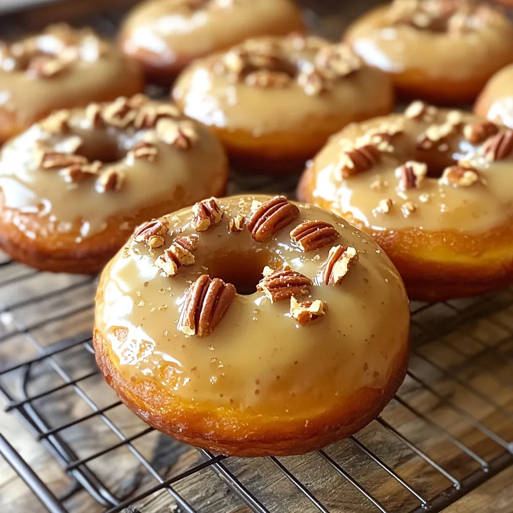 - 1 cup all-purpose flour - 1/2 cup whole wheat flour - 1/2 cup brown sugar, packed - 1 teaspoon baking powder - 1/2 teaspoon baking soda - 1/4 teaspoon salt - 1/2 teaspoon ground cinnamon - 1/2 cup buttermilk - 1/4 cup unsalted butter, melted - 1 large egg - 1 teaspoon maple extract - 1 cup powdered sugar - 2 tablespoons maple syrup - 1-2 tablespoons milk (for consistency) - 1/3 cup chopped pecans Gather these ingredients before you start. Each one plays a key role in making maple pecan donuts that taste amazing. The dry ingredients create the donut's base, while the wet ingredients add moisture and flavor. The glaze? That’s what makes them shine! It’s sweet and rich, enhancing the whole experience. Don't forget the pecans; they add a nice crunch and a nutty flavor. - Preheat your oven to 350°F (175°C). - In a bowl, mix these dry ingredients: - 1 cup all-purpose flour - 1/2 cup whole wheat flour - 1/2 cup brown sugar, packed - 1 teaspoon baking powder - 1/2 teaspoon baking soda - 1/4 teaspoon salt - 1/2 teaspoon ground cinnamon - In a separate bowl, whisk together these wet ingredients: - 1/2 cup buttermilk - 1/4 cup unsalted butter, melted - 1 large egg - 1 teaspoon maple extract - Gently fold the wet ingredients into the dry ingredients. - Mix until just combined; don’t overdo it. - Carefully spoon the batter into the donut pan, filling each cavity about 2/3 full. - Bake the donuts for 10-12 minutes. - Check with a toothpick; it should come out clean. - Let the donuts cool in the pan for a few minutes, then transfer them to a wire rack. - In a small bowl, whisk together these glaze ingredients until smooth: - 1 cup powdered sugar - 2 tablespoons maple syrup - 1-2 tablespoons milk (adjust for consistency) - Add more milk if you want a thinner glaze. - Once the donuts are cool, dip the tops into the glaze. - Set them on a wire rack to let the glaze harden a bit. - Use fresh ingredients. Fresh flour and eggs make a big difference. - Don't overmix the batter. Gently fold until just combined. This keeps donuts light. - Adjust consistency to your preference. Add more milk for a thinner glaze or less for thicker. - Experiment with flavors. Try adding vanilla or chocolate to the glaze for fun twists. - Pair your donuts with coffee or tea. The warmth complements the sweet flavors. - Serve with fresh fruits or whipped cream. This adds a nice contrast to the maple pecan taste. {{image_2}} You can get creative with flavors in your maple pecan donuts. Try making chocolate maple pecan donuts. Just add cocoa powder to the dry mix. This gives a rich, deep flavor. You can also make pumpkin maple pecan donuts. Simply add pureed pumpkin to the wet ingredients. This adds moisture and a warm spice flavor. Mix things up with toppings and add-ins. You can add chocolate chips to the batter for a sweet surprise. They melt during baking and give a gooey texture. Another option is to substitute walnuts for pecans. Walnuts add a slightly different taste and crunch. Both nuts work well with maple's sweetness. If you need a gluten-free option, use a gluten-free flour blend. Just measure it like you would regular flour. You may need to adjust liquid measurements slightly. Gluten-free flours can absorb more moisture. Check the batter's consistency and add a bit more buttermilk if needed. Enjoy these tasty donuts without worry! Store your maple pecan donuts at room temperature in an airtight container. This keeps them fresh and tasty. Enjoy them within 2-3 days for the best flavor and texture. If you want to save some for later, freeze unglazed donuts for up to 2 months. Thaw them at room temperature or in the fridge. Once thawed, dip them in the glaze before serving for a fresh taste. Yes, you can use regular milk. Just add a splash of vinegar or lemon juice. This will give the milk a tangy flavor similar to buttermilk. If your donuts turn out dry, check your ingredient measurements. Make sure you do not overbake them. A toothpick should come out clean, but not dry. To get fluffy donuts, use fresh leavening agents. Make sure to mix the batter gently. Overmixing can cause them to be dense. Yes! If you don’t have a donut pan, use a muffin tin. You can also shape the donuts by hand. Just make sure they are even in size. In this post, we explored how to make delicious maple pecan donuts. We discussed the key dry and wet ingredients, plus the simple steps to prepare, bake, and glaze the donuts. You learned tips for making them light and airy, as well as fun variations and storage options. By following these steps, you can create a delightful treat for any occasion. Enjoy them fresh, share them with friends, or try different flavors to keep things exciting. Happy baking!