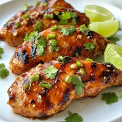 For this dish, you need 1 pound of chicken tenderloins. They are juicy and cook quickly. You can find them at any grocery store. Choose tenderloins that are fresh and look good. You will use 2 fresh jalapenos for heat and flavor. Chop them finely, and if you like it hotter, keep the seeds. Fresh ingredients make the dish vibrant. You also need 1 garlic clove, minced, to add depth to the glaze. For the glaze, gather these ingredients: - 1/4 cup honey - 2 tablespoons soy sauce - 1 tablespoon apple cider vinegar - 1 teaspoon ground cumin - Salt and pepper to taste - 1 tablespoon olive oil Honey gives sweetness, and soy sauce adds umami. Apple cider vinegar brings a touch of tanginess. Ground cumin adds warmth to the flavor. Salt and pepper enhance everything. Olive oil helps to cook the chicken nicely. With these ingredients, you will create a tasty glaze that coats the chicken perfectly. {{ingredient_image_1}} To start, grab a medium bowl. Add the finely chopped jalapenos, honey, soy sauce, apple cider vinegar, minced garlic, and ground cumin. Use a spoon to mix everything well. This glaze brings sweet and spicy flavors together. Next, take your chicken tenderloins and place them in a shallow dish or a zip-top bag. Pour half of the jalapeno glaze over the chicken. Make sure the chicken is well-coated. Cover the dish or seal the bag, then let it marinate. Aim for at least 30 minutes. You can also let it sit for up to 2 hours. This step makes the chicken taste even better. Now, it’s time to cook! Preheat your grill or frying pan to medium-high heat. Add the olive oil to the pan. Take the chicken from the marinade. Let any extra glaze drip off. Discard the leftover marinade to keep things safe. Cook the chicken tenderloins for about 5 to 7 minutes on each side. Use a meat thermometer to check; the inside should reach 165°F (75°C). You want a nice char on the outside. In the last minute of cooking, brush the remaining glaze on top. This adds more flavor and makes your chicken shiny. Once cooked, remove the chicken from the heat and let it rest for a couple of minutes. Slice the tenderloins and place them on a serving platter. Drizzle any leftover glaze on top. Finish by garnishing with fresh cilantro. Serve with lime wedges for a zesty kick. Enjoy your flavorful dish! To get the glaze just right, you want a nice balance. Start with equal parts honey and soy sauce. Honey adds sweetness, while soy sauce gives saltiness. If the glaze is too thick, add a splash of apple cider vinegar. This will help it flow better. If it’s too thin, add more honey. Stir until smooth. You want it to coat the chicken well but not drip off. Cooking chicken tenderloins can be simple. I prefer grilling or pan-frying. Both methods create a great char. Make sure your grill or pan is hot before adding the chicken. This helps lock in juices. Cook each side for 5-7 minutes. Check the internal temperature with a meat thermometer. It should reach 165°F (75°C). Letting the chicken rest for a few minutes keeps it juicy. Marinating is key for flavor. I recommend marinating the tenderloins for at least 30 minutes. For a deeper taste, go for 2 hours. The longer you marinate, the more the flavors soak in. Make sure to coat the chicken fully in the glaze. This will give you the best taste and help create a sticky, flavorful crust when cooked. Pro Tips Marination Time: For the best flavor, marinate the chicken for at least 2 hours, or even overnight if you have the time. Heat Level: Adjust the number of jalapenos based on your heat preference. Removing the seeds will reduce the spiciness. Grill Marks: To achieve beautiful grill marks, ensure your grill is preheated properly before adding the chicken. Resting the Chicken: Let the chicken rest for a few minutes after cooking to allow the juices to redistribute for more tender meat. {{image_2}} You can change the spice level to suit your taste. If you want more heat, leave the seeds in the jalapenos. For a milder dish, use fewer jalapenos or remove the seeds. You could also add a pinch of cayenne pepper or use a milder pepper like poblano. This way, everyone can enjoy the dish! Chicken tenderloins work great, but you can try other proteins too. Thin cuts of pork or beef can hold the glaze well. If you prefer seafood, shrimp or fish fillets can soak up the flavor. Just adjust the cooking time to ensure they cook through. Pair your jalapeno glazed chicken with tasty side dishes. A fresh salad with lime dressing adds a nice crunch. Rice or quinoa works well to soak up the glaze. Grilled vegetables like corn or bell peppers can also complement the meal. Don’t forget some warm tortillas for a fun twist! After you cook the jalapeno glazed chicken tenderloin, let it cool down first. Place the chicken in an airtight container. Make sure to store it in the fridge. It will stay fresh for about 3 to 4 days. If you have extra glaze, store it separately in a jar. To reheat the chicken, you can use a microwave or a skillet. If using a microwave, cover the chicken to keep it moist. Heat it for about 1-2 minutes. If using a skillet, add a bit of olive oil. Heat the chicken on medium heat for about 3-4 minutes, turning it often. You can freeze jalapeno glazed chicken tenderloin for up to 3 months. Wrap the chicken tightly in plastic wrap, then in foil. This keeps it from freezer burn. When you’re ready to eat it, thaw the chicken in the fridge overnight. After that, reheat it as mentioned above. If you need a honey substitute, try agave syrup or maple syrup. Both add sweetness like honey. You can also use brown sugar mixed with water for a similar effect. Each option will change the taste slightly, but they all work well in the glaze. To boost the spice, add more jalapenos to the glaze. You can leave the seeds in for extra heat. Another option is to mix in a pinch of cayenne pepper or red pepper flakes. If you want a different flavor, try adding sriracha or hot sauce. Yes, you can cook the chicken in the oven. Preheat the oven to 400°F (200°C). Place the marinated chicken on a baking sheet lined with parchment paper. Bake for about 20-25 minutes, or until the chicken reaches an internal temperature of 165°F (75°C). Brush additional glaze on before serving for more flavor. This blog post covered how to make delicious chicken tenderloins with a spicy jalapeno glaze. We looked at key ingredients, step-by-step cooking instructions, and helpful tips. I shared ways to adapt flavors and suggested storage methods for leftovers. Cooking can be fun and tasty with these easy ideas. Try out these tips and enjoy your meals! You’ll impress your family and friends with your skills.