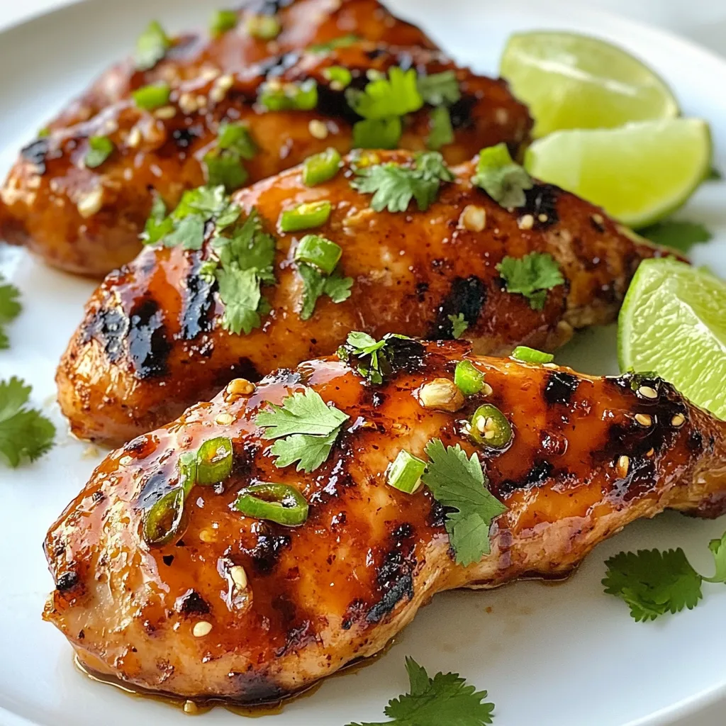 For this dish, you need 1 pound of chicken tenderloins. They are juicy and cook quickly. You can find them at any grocery store. Choose tenderloins that are fresh and look good. You will use 2 fresh jalapenos for heat and flavor. Chop them finely, and if you like it hotter, keep the seeds. Fresh ingredients make the dish vibrant. You also need 1 garlic clove, minced, to add depth to the glaze. For the glaze, gather these ingredients: - 1/4 cup honey - 2 tablespoons soy sauce - 1 tablespoon apple cider vinegar - 1 teaspoon ground cumin - Salt and pepper to taste - 1 tablespoon olive oil Honey gives sweetness, and soy sauce adds umami. Apple cider vinegar brings a touch of tanginess. Ground cumin adds warmth to the flavor. Salt and pepper enhance everything. Olive oil helps to cook the chicken nicely. With these ingredients, you will create a tasty glaze that coats the chicken perfectly. {{ingredient_image_1}} To start, grab a medium bowl. Add the finely chopped jalapenos, honey, soy sauce, apple cider vinegar, minced garlic, and ground cumin. Use a spoon to mix everything well. This glaze brings sweet and spicy flavors together. Next, take your chicken tenderloins and place them in a shallow dish or a zip-top bag. Pour half of the jalapeno glaze over the chicken. Make sure the chicken is well-coated. Cover the dish or seal the bag, then let it marinate. Aim for at least 30 minutes. You can also let it sit for up to 2 hours. This step makes the chicken taste even better. Now, it’s time to cook! Preheat your grill or frying pan to medium-high heat. Add the olive oil to the pan. Take the chicken from the marinade. Let any extra glaze drip off. Discard the leftover marinade to keep things safe. Cook the chicken tenderloins for about 5 to 7 minutes on each side. Use a meat thermometer to check; the inside should reach 165°F (75°C). You want a nice char on the outside. In the last minute of cooking, brush the remaining glaze on top. This adds more flavor and makes your chicken shiny. Once cooked, remove the chicken from the heat and let it rest for a couple of minutes. Slice the tenderloins and place them on a serving platter. Drizzle any leftover glaze on top. Finish by garnishing with fresh cilantro. Serve with lime wedges for a zesty kick. Enjoy your flavorful dish! To get the glaze just right, you want a nice balance. Start with equal parts honey and soy sauce. Honey adds sweetness, while soy sauce gives saltiness. If the glaze is too thick, add a splash of apple cider vinegar. This will help it flow better. If it’s too thin, add more honey. Stir until smooth. You want it to coat the chicken well but not drip off. Cooking chicken tenderloins can be simple. I prefer grilling or pan-frying. Both methods create a great char. Make sure your grill or pan is hot before adding the chicken. This helps lock in juices. Cook each side for 5-7 minutes. Check the internal temperature with a meat thermometer. It should reach 165°F (75°C). Letting the chicken rest for a few minutes keeps it juicy. Marinating is key for flavor. I recommend marinating the tenderloins for at least 30 minutes. For a deeper taste, go for 2 hours. The longer you marinate, the more the flavors soak in. Make sure to coat the chicken fully in the glaze. This will give you the best taste and help create a sticky, flavorful crust when cooked. Pro Tips Marination Time: For the best flavor, marinate the chicken for at least 2 hours, or even overnight if you have the time. Heat Level: Adjust the number of jalapenos based on your heat preference. Removing the seeds will reduce the spiciness. Grill Marks: To achieve beautiful grill marks, ensure your grill is preheated properly before adding the chicken. Resting the Chicken: Let the chicken rest for a few minutes after cooking to allow the juices to redistribute for more tender meat. {{image_2}} You can change the spice level to suit your taste. If you want more heat, leave the seeds in the jalapenos. For a milder dish, use fewer jalapenos or remove the seeds. You could also add a pinch of cayenne pepper or use a milder pepper like poblano. This way, everyone can enjoy the dish! Chicken tenderloins work great, but you can try other proteins too. Thin cuts of pork or beef can hold the glaze well. If you prefer seafood, shrimp or fish fillets can soak up the flavor. Just adjust the cooking time to ensure they cook through. Pair your jalapeno glazed chicken with tasty side dishes. A fresh salad with lime dressing adds a nice crunch. Rice or quinoa works well to soak up the glaze. Grilled vegetables like corn or bell peppers can also complement the meal. Don’t forget some warm tortillas for a fun twist! After you cook the jalapeno glazed chicken tenderloin, let it cool down first. Place the chicken in an airtight container. Make sure to store it in the fridge. It will stay fresh for about 3 to 4 days. If you have extra glaze, store it separately in a jar. To reheat the chicken, you can use a microwave or a skillet. If using a microwave, cover the chicken to keep it moist. Heat it for about 1-2 minutes. If using a skillet, add a bit of olive oil. Heat the chicken on medium heat for about 3-4 minutes, turning it often. You can freeze jalapeno glazed chicken tenderloin for up to 3 months. Wrap the chicken tightly in plastic wrap, then in foil. This keeps it from freezer burn. When you’re ready to eat it, thaw the chicken in the fridge overnight. After that, reheat it as mentioned above. If you need a honey substitute, try agave syrup or maple syrup. Both add sweetness like honey. You can also use brown sugar mixed with water for a similar effect. Each option will change the taste slightly, but they all work well in the glaze. To boost the spice, add more jalapenos to the glaze. You can leave the seeds in for extra heat. Another option is to mix in a pinch of cayenne pepper or red pepper flakes. If you want a different flavor, try adding sriracha or hot sauce. Yes, you can cook the chicken in the oven. Preheat the oven to 400°F (200°C). Place the marinated chicken on a baking sheet lined with parchment paper. Bake for about 20-25 minutes, or until the chicken reaches an internal temperature of 165°F (75°C). Brush additional glaze on before serving for more flavor. This blog post covered how to make delicious chicken tenderloins with a spicy jalapeno glaze. We looked at key ingredients, step-by-step cooking instructions, and helpful tips. I shared ways to adapt flavors and suggested storage methods for leftovers. Cooking can be fun and tasty with these easy ideas. Try out these tips and enjoy your meals! You’ll impress your family and friends with your skills.