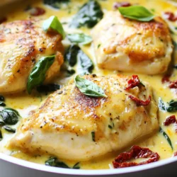 - 4 boneless, skinless chicken breasts - 1 tablespoon olive oil - 1 cup heavy cream - 1 cup sun-dried tomatoes (packed in oil, drained and chopped) - 1 cup freshly grated Parmesan cheese - 2 cups fresh spinach - 1 teaspoon garlic powder - 1 teaspoon onion powder - 1 teaspoon paprika - Salt and pepper to taste - Fresh basil leaves for garnish In this dish, the chicken breasts serve as the star. They get a nice sear, locking in flavor. The heavy cream creates a rich sauce that coats each bite perfectly. Sun-dried tomatoes add a burst of sweet and tangy notes. Fresh spinach brightens the dish with color and nutrients, making it feel light. The seasonings blend with the chicken to create layers of taste. Garlic powder, onion powder, and paprika give depth. A touch of salt and pepper enhances all the flavors without overpowering them. You can top the dish with fresh basil leaves for a pop of color. It also adds a fresh, herbal note that lifts the whole meal. {{ingredient_image_1}} Start by getting your chicken breasts ready. Take four boneless, skinless chicken breasts. Season both sides with garlic powder, onion powder, paprika, salt, and pepper. This adds great flavor. Make sure the spices coat the chicken well. Set the chicken aside while you heat the skillet. In a large skillet, heat one tablespoon of olive oil over medium-high heat. Once hot, add the seasoned chicken breasts. Cook them for about 5-7 minutes on each side. Look for a nice golden brown color. This means the chicken is cooking well. Once done, remove the chicken from the skillet and set it aside. In the same skillet, pour in one cup of heavy cream. Bring it to a gentle simmer. Stir in one cup of chopped sun-dried tomatoes and one cup of freshly grated Parmesan cheese. Mix until the cheese melts and the sauce is smooth. This creamy sauce is the star of this dish! Once your sauce is ready, add two cups of fresh spinach. Stir it into the sauce until wilted. The spinach adds color and nutrition. Make sure it’s well mixed in so every bite has a bit of green goodness. Now it’s time to bring back the chicken. Place it back in the skillet and spoon some sauce over each piece. Let it simmer for about 3-4 minutes. This helps the chicken soak up all that creamy flavor. Finally, remove the skillet from heat. Garnish your dish with fresh basil leaves. This adds a pop of color and flavor. Serve the Marry Me Chicken on creamy mashed potatoes or a fresh salad. Enjoy your flavorful dinner delight! To cook perfect chicken, start with even thickness. You can pound the chicken breasts to ensure they cook evenly. This keeps them juicy and tender. Use a meat thermometer to check for doneness. Aim for 165°F for safe eating. For extra flavor, let the chicken marinate for 30 minutes in the seasoning mix before cooking. This step adds depth to the taste. If your sauce is too thick, add a splash of chicken broth or more heavy cream. Stir well to combine. If it’s too thin, let it simmer for a few more minutes. The heat will help it thicken up. You want a creamy texture that clings to the chicken. Adjusting the sauce will elevate the dish. To make your Marry Me Chicken even better, consider adding fresh herbs. Chopped thyme or rosemary can add a lovely aroma. You could also sprinkle in red pepper flakes for some heat. For a tangy twist, add a squeeze of lemon juice before serving. These little tweaks can transform your dish into something truly special. Enjoy experimenting with flavors! Pro Tips Perfectly Sear Chicken: Ensure the skillet is hot before adding the chicken. This gives the chicken a nice golden crust and locks in moisture. Customize Your Sauce: Feel free to add additional herbs like thyme or oregano to the sauce for an extra layer of flavor. Use Fresh Ingredients: Fresh spinach and high-quality sun-dried tomatoes really elevate the dish's taste and presentation. Let It Rest: After cooking, allow the chicken to rest for a few minutes before serving. This helps retain its juices for a more succulent bite. {{image_2}} You can easily make Marry Me Chicken gluten-free. Just ensure your chicken broth is gluten-free. Use gluten-free flour to thicken the sauce if needed. The heavy cream, sun-dried tomatoes, and spices are all typically gluten-free. For a vegetarian version, swap chicken for hearty mushrooms or tofu. Use a mix of portobello and shiitake mushrooms for great taste. Sear them in olive oil until golden. Keep the sauce the same, as it pairs well with these flavors. Boost nutrition by adding vegetables. Consider bell peppers, zucchini, or broccoli. Just chop these veggies and add them to the skillet with the spinach. This addition adds color and flavor. Plus, it makes the dish even healthier. Store leftover Marry Me Chicken in an airtight container. Make sure it cools before sealing. Place the container in the fridge. It will stay fresh for up to three days. To reheat, use a skillet on low heat. Add a splash of cream or water to keep it moist. Stir often until it heats through. You can also microwave it in a safe dish. Cover it to trap steam and heat for one to two minutes. You can freeze Marry Me Chicken for later use. Place it in a freezer-safe container. It will last up to three months in the freezer. When ready to eat, thaw it overnight in the fridge. Reheat gently to enjoy the flavors again. Marry Me Chicken is a creamy, rich dish made with chicken, sun-dried tomatoes, and Parmesan. It gets its name from the idea that it’s so good, someone might want to propose after tasting it. The chicken is seasoned and cooked in a skillet, then bathed in a velvety cream sauce. This dish is a perfect blend of flavors and textures. Yes, you can prepare Marry Me Chicken ahead of time. Cook the chicken and sauce, then store them separately. Keep the chicken in the fridge for up to two days. You can reheat it on the stove or in the oven. Adding fresh spinach before serving keeps it vibrant and fresh. Marry Me Chicken pairs well with many sides. You can serve it over creamy mashed potatoes for a comforting meal. A vibrant mixed green salad adds freshness and crunch. Steamed vegetables or rice also complement the rich flavors of the chicken. To add some heat, sprinkle red pepper flakes into the sauce while it simmers. You can also use spicy sun-dried tomatoes or add diced jalapeños. For a kick, serve with a hot sauce on the side. Adjust the spice level to fit your taste. This blog post explored how to make Marry Me Chicken step by step. We covered key ingredients, from the main components to savory seasonings and garnishes. I shared tips for perfect cooking, adjusting sauce consistency, and tasty variations. You learned about storing and reheating leftovers too. In summary, Marry Me Chicken is a dish full of flavor and love. With this guide, you're ready to impress at your next meal. Enjoy sharing this delightful dish with family and friends. Happy cooking!